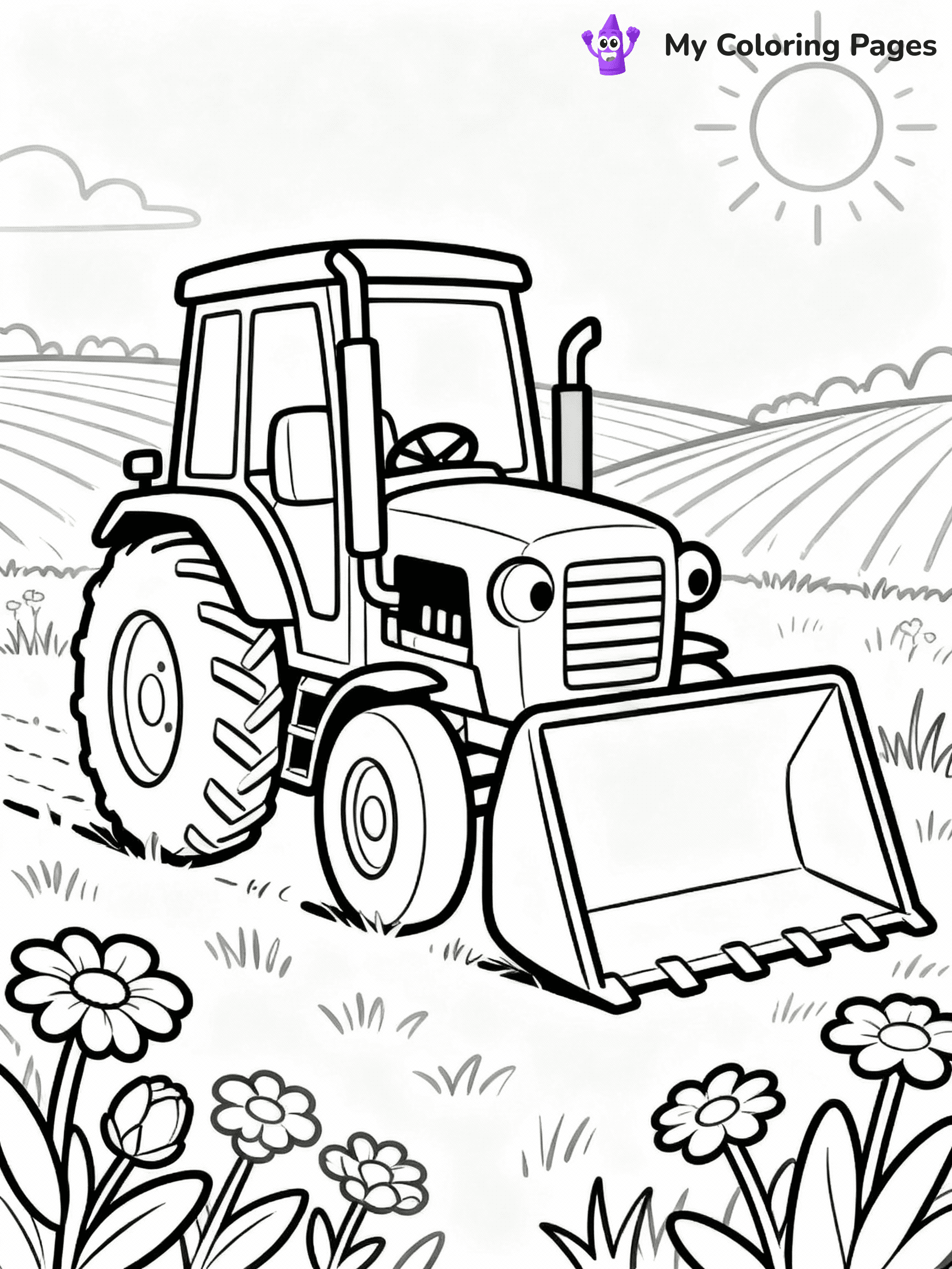 ⚠️ CRITICAL REQUIREMENT - ABSOLUTE BLACK AND WHITE ONLY ⚠️
This MUST be a BLACK AND WHITE line drawing ONLY. NO COLORS whatsoever.
- ONLY pure black lines (#000000) on pure white background (#FFFFFF)
- ABSOLUTELY NO colors, NO shading, NO gradients, NO grayscale
- If there are ANY colors in the output, the image is REJECTED
- This is a COLORING PAGE - meant to be COLORED IN by children
- The output must be UNCOLORED line art ready for coloring
⚠️ SUBJECT TO DRAW: Small tractor with a big front loader in cartoon style, parked in a sunny field, flowers around
(REMEMBER: Output must be BLACK AND WHITE line art only, NOT colored!)
# COLORING PAGE: BLACK OUTLINES ONLY - WHITE BACKGROUND MANDATORY
Create a **coloring book page** using EXACTLY two values: black lines, white space.
## NON-NEGOTIABLE BINARY RULES
- **ONLY #000000 (black) and #FFFFFF (white)** - NO other values exist
- **EVERY PIXEL = BLACK OR WHITE** - no gray/shading/antialiasing
- **WHITE BACKGROUND MANDATORY** - entire canvas stays white
- **ALL SHAPES HOLLOW** - everything is empty outlines waiting to be colored
- **FORBIDDEN:** fills, shading, gradients, patterns, textures, colors
- **NO SOLID REGIONS** - if it's not a thin line, it's wrong
## Universal Line Standards
- Black outlines ONLY - thin, uniform weight
- Every shape completely empty inside
- Closed contours suitable for coloring
- Simple flat illustration - zero depth/3D/realism
- **Style:** Whimsical Doodle Art Alley - rounded, friendly outlines (unless specified)
## Everything = Outline Only
- Characters/animals: hollow shapes
- Objects/clothing: empty contours
- Backgrounds/scenery: line work only
- Natural elements: outlined forms
- Dark/night areas: don't exist (use outlined symbols)
- Textures/patterns: convert to simple lines
## The Test
Can a child color EVERY white space with crayons? If any area is pre-filled/shaded/gray or colored in, it FAILS. Every shape must be waiting to receive color.
**FINAL OUTPUT**: Binary coloring page. Black lines define shapes. White spaces ready for coloring. Nothing else exists. No exceptions. Print-ready.
⚠️ FINAL REMINDER: Draw the subject "Small tractor with a big front loader in cartoon style, parked in a sunny field, flowers around" as BLACK AND WHITE line art. Zero colors in output.