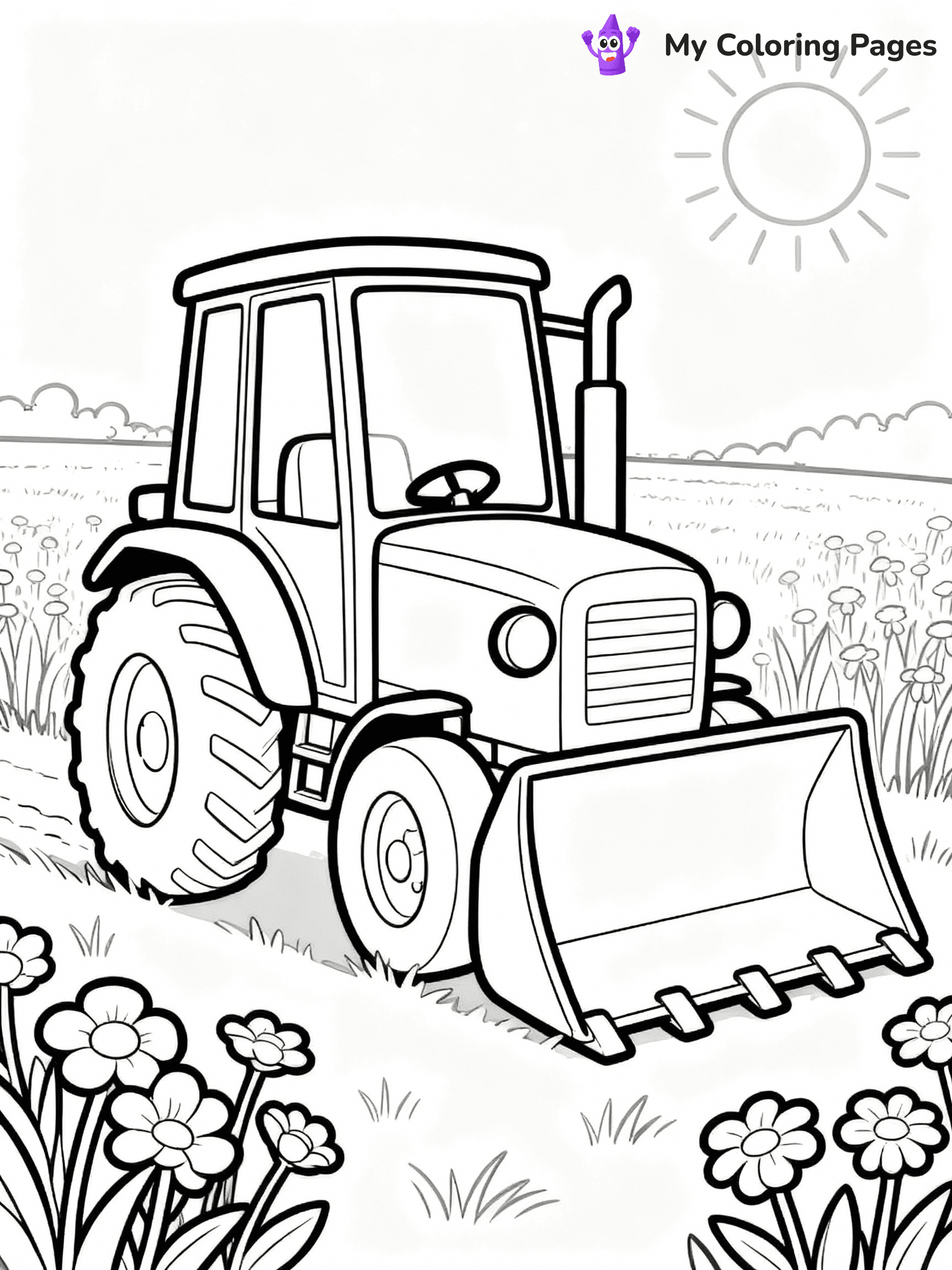 ⚠️ CRITICAL REQUIREMENT - ABSOLUTE BLACK AND WHITE ONLY ⚠️
This MUST be a BLACK AND WHITE line drawing ONLY. NO COLORS whatsoever.
- ONLY pure black lines (#000000) on pure white background (#FFFFFF)
- ABSOLUTELY NO colors, NO shading, NO gradients, NO grayscale
- If there are ANY colors in the output, the image is REJECTED
- This is a COLORING PAGE - meant to be COLORED IN by children
- The output must be UNCOLORED line art ready for coloring
⚠️ SUBJECT TO DRAW: Small tractor with a big front loader in cartoon style, parked in a sunny field, flowers around
(REMEMBER: Output must be BLACK AND WHITE line art only, NOT colored!)
# COLORING PAGE: BLACK OUTLINES ONLY - WHITE BACKGROUND MANDATORY
Create a **coloring book page** using EXACTLY two values: black lines, white space.
## NON-NEGOTIABLE BINARY RULES
- **ONLY #000000 (black) and #FFFFFF (white)** - NO other values exist
- **EVERY PIXEL = BLACK OR WHITE** - no gray/shading/antialiasing
- **WHITE BACKGROUND MANDATORY** - entire canvas stays white
- **ALL SHAPES HOLLOW** - everything is empty outlines waiting to be colored
- **FORBIDDEN:** fills, shading, gradients, patterns, textures, colors
- **NO SOLID REGIONS** - if it's not a thin line, it's wrong
## Universal Line Standards
- Black outlines ONLY - thin, uniform weight
- Every shape completely empty inside
- Closed contours suitable for coloring
- Simple flat illustration - zero depth/3D/realism
- **Style:** Whimsical Doodle Art Alley - rounded, friendly outlines (unless specified)
## Everything = Outline Only
- Characters/animals: hollow shapes
- Objects/clothing: empty contours
- Backgrounds/scenery: line work only
- Natural elements: outlined forms
- Dark/night areas: don't exist (use outlined symbols)
- Textures/patterns: convert to simple lines
## The Test
Can a child color EVERY white space with crayons? If any area is pre-filled/shaded/gray or colored in, it FAILS. Every shape must be waiting to receive color.
**FINAL OUTPUT**: Binary coloring page. Black lines define shapes. White spaces ready for coloring. Nothing else exists. No exceptions. Print-ready.
⚠️ FINAL REMINDER: Draw the subject "Small tractor with a big front loader in cartoon style, parked in a sunny field, flowers around" as BLACK AND WHITE line art. Zero colors in output.