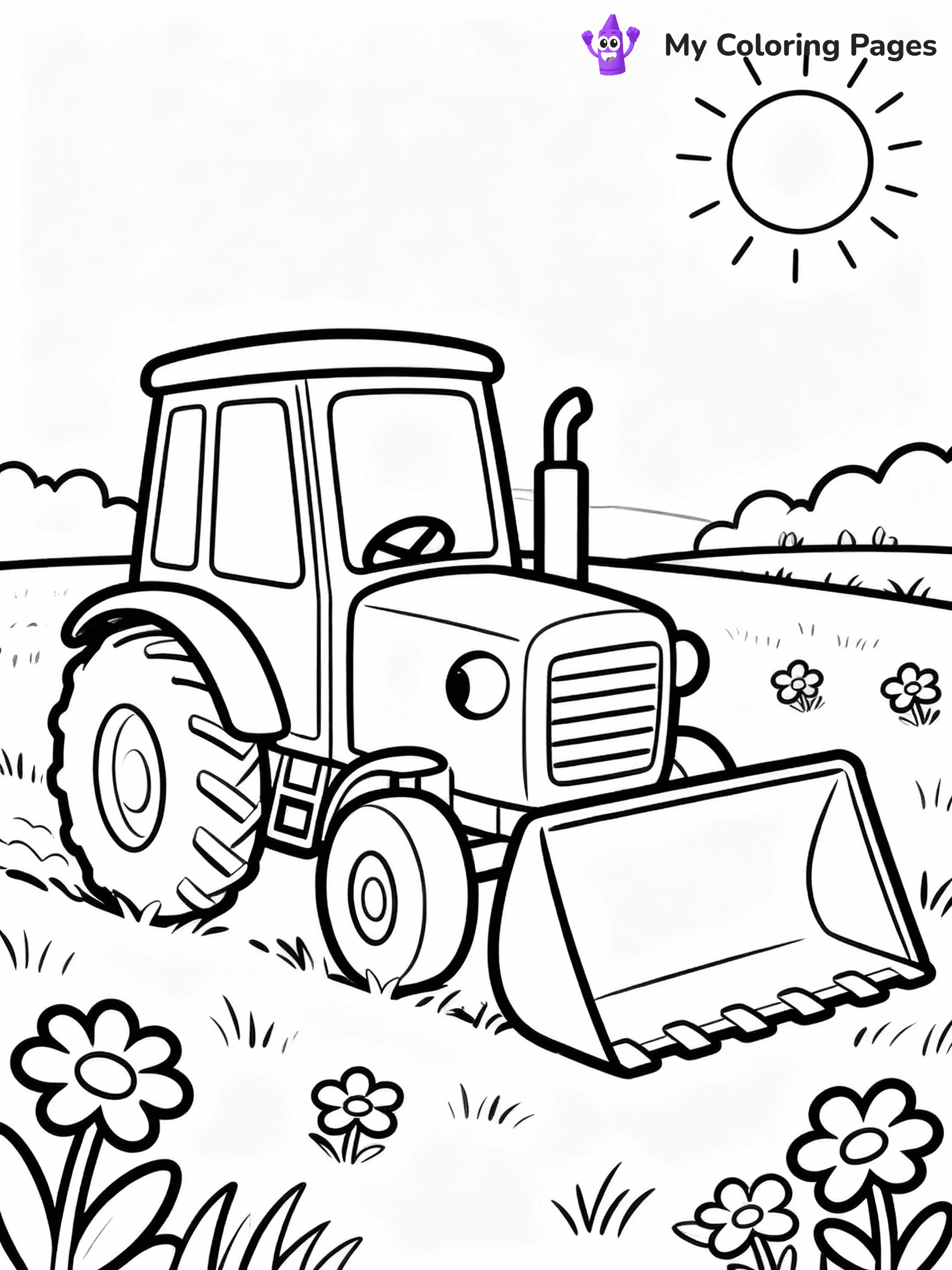 ⚠️ CRITICAL REQUIREMENT - ABSOLUTE BLACK AND WHITE ONLY ⚠️
This MUST be a BLACK AND WHITE line drawing ONLY. NO COLORS whatsoever.
- ONLY pure black lines (#000000) on pure white background (#FFFFFF)
- ABSOLUTELY NO colors, NO shading, NO gradients, NO grayscale
- If there are ANY colors in the output, the image is REJECTED
- This is a COLORING PAGE - meant to be COLORED IN by children
- The output must be UNCOLORED line art ready for coloring
⚠️ SUBJECT TO DRAW: Small tractor with a big front loader in cartoon style, parked in a sunny field, flowers around
(REMEMBER: Output must be BLACK AND WHITE line art only, NOT colored!)
# COLORING PAGE: BLACK OUTLINES ONLY - WHITE BACKGROUND MANDATORY
Create a **coloring book page** using EXACTLY two values: black lines, white space.
## NON-NEGOTIABLE BINARY RULES
- **ONLY #000000 (black) and #FFFFFF (white)** - NO other values exist
- **EVERY PIXEL = BLACK OR WHITE** - no gray/shading/antialiasing
- **WHITE BACKGROUND MANDATORY** - entire canvas stays white
- **ALL SHAPES HOLLOW** - everything is empty outlines waiting to be colored
- **FORBIDDEN:** fills, shading, gradients, patterns, textures, colors
- **NO SOLID REGIONS** - if it's not a thin line, it's wrong
## Universal Line Standards
- Black outlines ONLY - thin, uniform weight
- Every shape completely empty inside
- Closed contours suitable for coloring
- Simple flat illustration - zero depth/3D/realism
- **Style:** Whimsical Doodle Art Alley - rounded, friendly outlines (unless specified)
## Everything = Outline Only
- Characters/animals: hollow shapes
- Objects/clothing: empty contours
- Backgrounds/scenery: line work only
- Natural elements: outlined forms
- Dark/night areas: don't exist (use outlined symbols)
- Textures/patterns: convert to simple lines
## The Test
Can a child color EVERY white space with crayons? If any area is pre-filled/shaded/gray or colored in, it FAILS. Every shape must be waiting to receive color.
**FINAL OUTPUT**: Binary coloring page. Black lines define shapes. White spaces ready for coloring. Nothing else exists. No exceptions. Print-ready.
⚠️ FINAL REMINDER: Draw the subject "Small tractor with a big front loader in cartoon style, parked in a sunny field, flowers around" as BLACK AND WHITE line art. Zero colors in output.