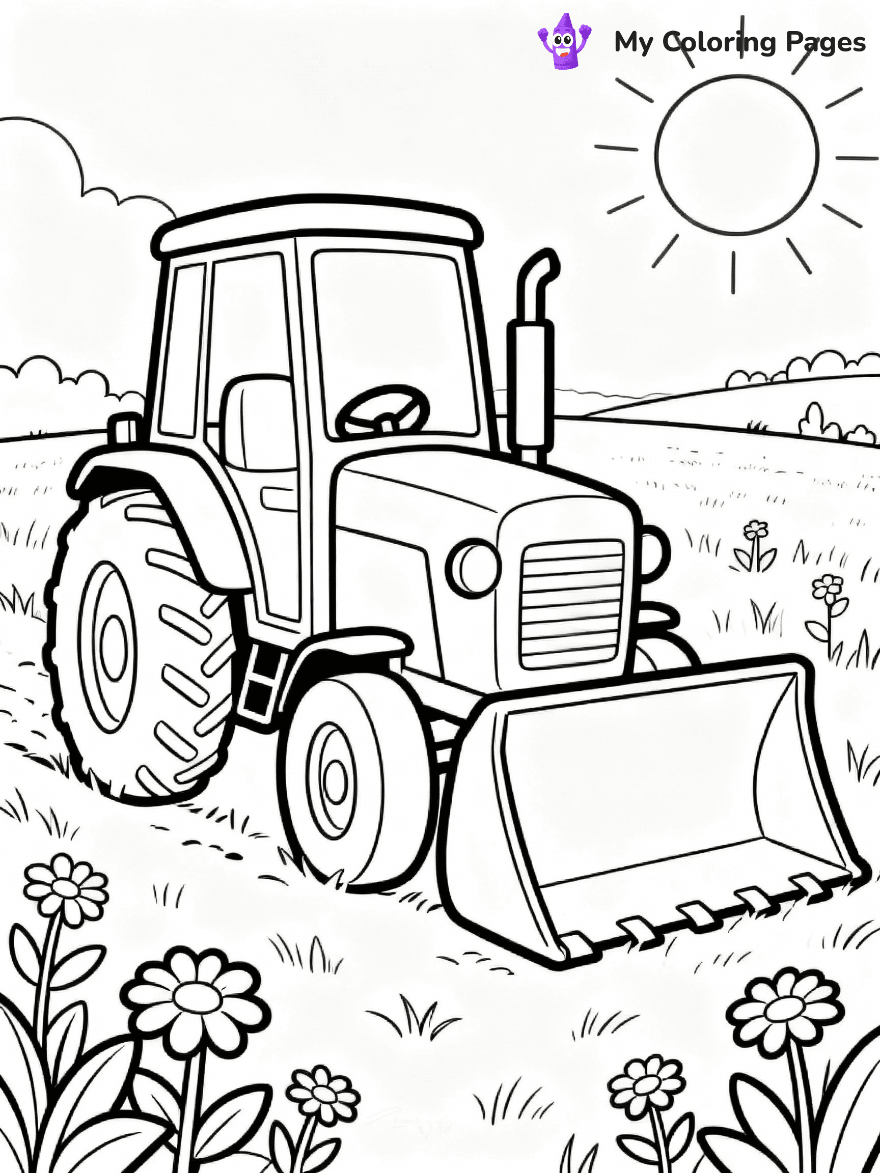 ⚠️ CRITICAL REQUIREMENT - ABSOLUTE BLACK AND WHITE ONLY ⚠️
This MUST be a BLACK AND WHITE line drawing ONLY. NO COLORS whatsoever.
- ONLY pure black lines (#000000) on pure white background (#FFFFFF)
- ABSOLUTELY NO colors, NO shading, NO gradients, NO grayscale
- If there are ANY colors in the output, the image is REJECTED
- This is a COLORING PAGE - meant to be COLORED IN by children
- The output must be UNCOLORED line art ready for coloring
⚠️ SUBJECT TO DRAW: Small tractor with a big front loader in cartoon style, parked in a sunny field, flowers around
(REMEMBER: Output must be BLACK AND WHITE line art only, NOT colored!)
# COLORING PAGE: BLACK OUTLINES ONLY - WHITE BACKGROUND MANDATORY
Create a **coloring book page** using EXACTLY two values: black lines, white space.
## NON-NEGOTIABLE BINARY RULES
- **ONLY #000000 (black) and #FFFFFF (white)** - NO other values exist
- **EVERY PIXEL = BLACK OR WHITE** - no gray/shading/antialiasing
- **WHITE BACKGROUND MANDATORY** - entire canvas stays white
- **ALL SHAPES HOLLOW** - everything is empty outlines waiting to be colored
- **FORBIDDEN:** fills, shading, gradients, patterns, textures, colors
- **NO SOLID REGIONS** - if it's not a thin line, it's wrong
## Universal Line Standards
- Black outlines ONLY - thin, uniform weight
- Every shape completely empty inside
- Closed contours suitable for coloring
- Simple flat illustration - zero depth/3D/realism
- **Style:** Whimsical Doodle Art Alley - rounded, friendly outlines (unless specified)
## Everything = Outline Only
- Characters/animals: hollow shapes
- Objects/clothing: empty contours
- Backgrounds/scenery: line work only
- Natural elements: outlined forms
- Dark/night areas: don't exist (use outlined symbols)
- Textures/patterns: convert to simple lines
## The Test
Can a child color EVERY white space with crayons? If any area is pre-filled/shaded/gray or colored in, it FAILS. Every shape must be waiting to receive color.
**FINAL OUTPUT**: Binary coloring page. Black lines define shapes. White spaces ready for coloring. Nothing else exists. No exceptions. Print-ready.
⚠️ FINAL REMINDER: Draw the subject "Small tractor with a big front loader in cartoon style, parked in a sunny field, flowers around" as BLACK AND WHITE line art. Zero colors in output.