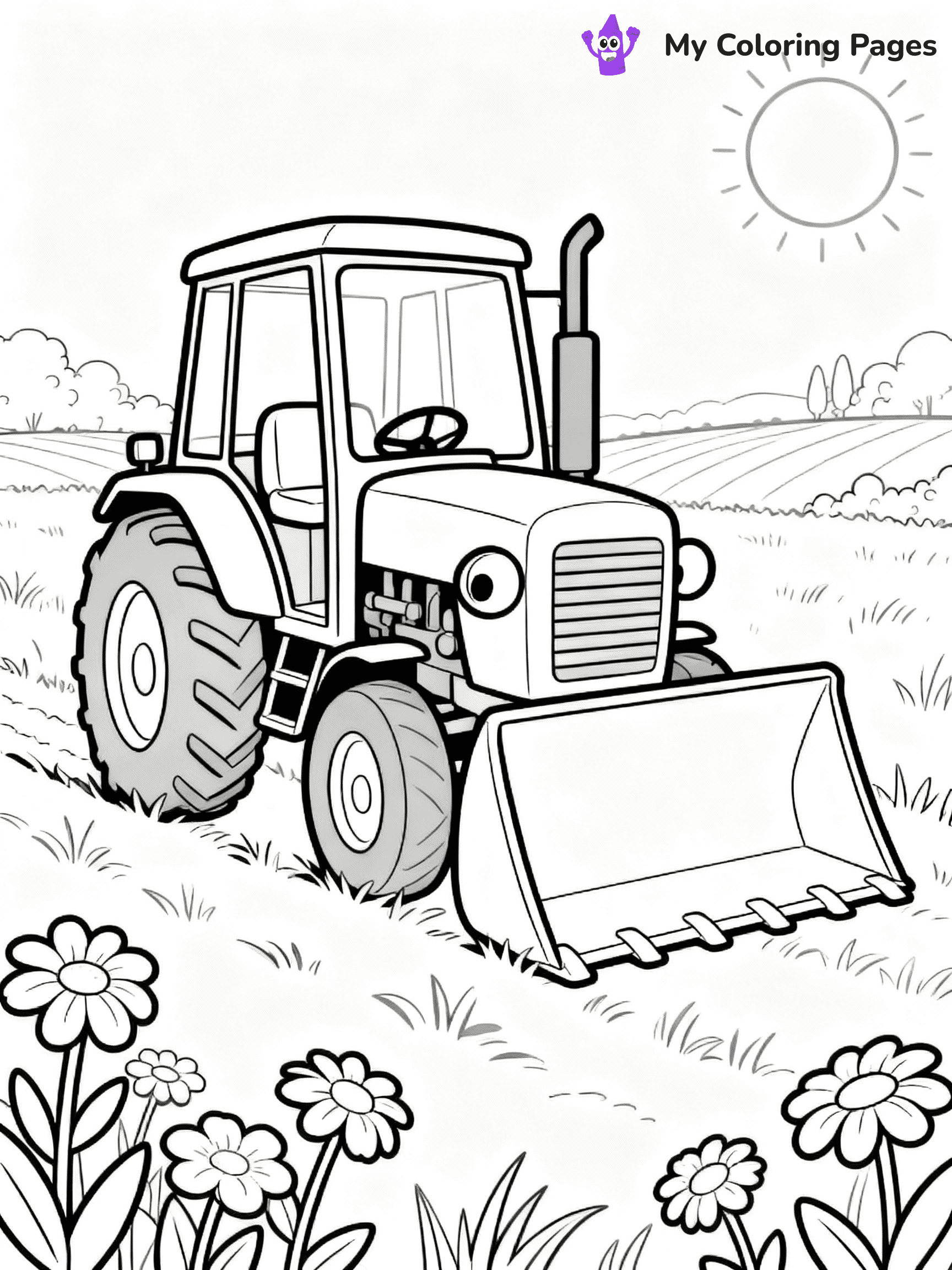 ⚠️ CRITICAL REQUIREMENT - ABSOLUTE BLACK AND WHITE ONLY ⚠️
This MUST be a BLACK AND WHITE line drawing ONLY. NO COLORS whatsoever.
- ONLY pure black lines (#000000) on pure white background (#FFFFFF)
- ABSOLUTELY NO colors, NO shading, NO gradients, NO grayscale
- If there are ANY colors in the output, the image is REJECTED
- This is a COLORING PAGE - meant to be COLORED IN by children
- The output must be UNCOLORED line art ready for coloring
⚠️ SUBJECT TO DRAW: Small tractor with a big front loader in cartoon style, parked in a sunny field, flowers around
(REMEMBER: Output must be BLACK AND WHITE line art only, NOT colored!)
# COLORING PAGE: BLACK OUTLINES ONLY - WHITE BACKGROUND MANDATORY
Create a **coloring book page** using EXACTLY two values: black lines, white space.
## NON-NEGOTIABLE BINARY RULES
- **ONLY #000000 (black) and #FFFFFF (white)** - NO other values exist
- **EVERY PIXEL = BLACK OR WHITE** - no gray/shading/antialiasing
- **WHITE BACKGROUND MANDATORY** - entire canvas stays white
- **ALL SHAPES HOLLOW** - everything is empty outlines waiting to be colored
- **FORBIDDEN:** fills, shading, gradients, patterns, textures, colors
- **NO SOLID REGIONS** - if it's not a thin line, it's wrong
## Universal Line Standards
- Black outlines ONLY - thin, uniform weight
- Every shape completely empty inside
- Closed contours suitable for coloring
- Simple flat illustration - zero depth/3D/realism
- **Style:** Whimsical Doodle Art Alley - rounded, friendly outlines (unless specified)
## Everything = Outline Only
- Characters/animals: hollow shapes
- Objects/clothing: empty contours
- Backgrounds/scenery: line work only
- Natural elements: outlined forms
- Dark/night areas: don't exist (use outlined symbols)
- Textures/patterns: convert to simple lines
## The Test
Can a child color EVERY white space with crayons? If any area is pre-filled/shaded/gray or colored in, it FAILS. Every shape must be waiting to receive color.
**FINAL OUTPUT**: Binary coloring page. Black lines define shapes. White spaces ready for coloring. Nothing else exists. No exceptions. Print-ready.
⚠️ FINAL REMINDER: Draw the subject "Small tractor with a big front loader in cartoon style, parked in a sunny field, flowers around" as BLACK AND WHITE line art. Zero colors in output.