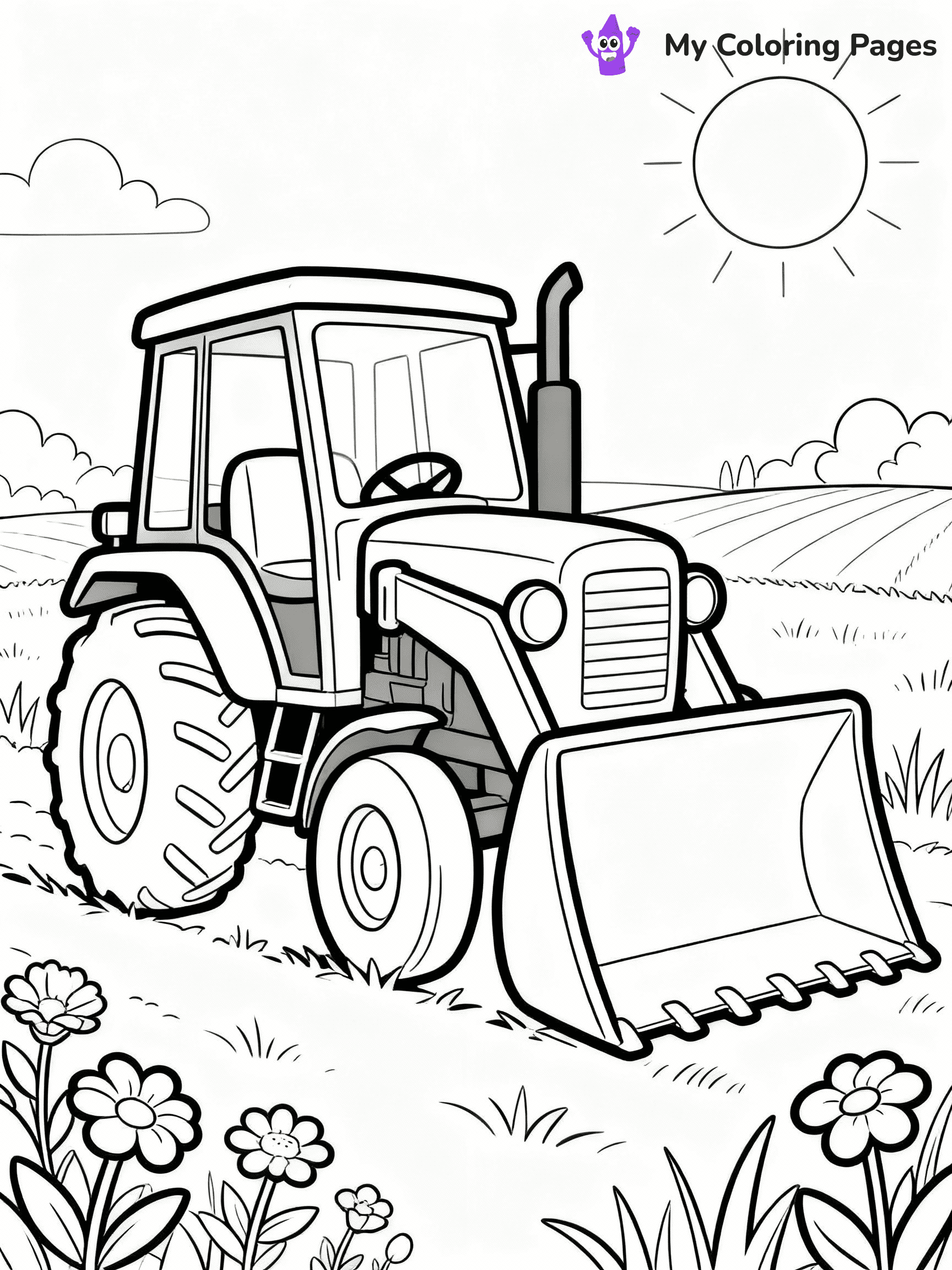 ⚠️ CRITICAL REQUIREMENT - ABSOLUTE BLACK AND WHITE ONLY ⚠️
This MUST be a BLACK AND WHITE line drawing ONLY. NO COLORS whatsoever.
- ONLY pure black lines (#000000) on pure white background (#FFFFFF)
- ABSOLUTELY NO colors, NO shading, NO gradients, NO grayscale
- If there are ANY colors in the output, the image is REJECTED
- This is a COLORING PAGE - meant to be COLORED IN by children
- The output must be UNCOLORED line art ready for coloring
⚠️ SUBJECT TO DRAW: Small tractor with a big front loader in cartoon style, parked in a sunny field, flowers around
(REMEMBER: Output must be BLACK AND WHITE line art only, NOT colored!)
# COLORING PAGE: BLACK OUTLINES ONLY - WHITE BACKGROUND MANDATORY
Create a **coloring book page** using EXACTLY two values: black lines, white space.
## NON-NEGOTIABLE BINARY RULES
- **ONLY #000000 (black) and #FFFFFF (white)** - NO other values exist
- **EVERY PIXEL = BLACK OR WHITE** - no gray/shading/antialiasing
- **WHITE BACKGROUND MANDATORY** - entire canvas stays white
- **ALL SHAPES HOLLOW** - everything is empty outlines waiting to be colored
- **FORBIDDEN:** fills, shading, gradients, patterns, textures, colors
- **NO SOLID REGIONS** - if it's not a thin line, it's wrong
## Universal Line Standards
- Black outlines ONLY - thin, uniform weight
- Every shape completely empty inside
- Closed contours suitable for coloring
- Simple flat illustration - zero depth/3D/realism
- **Style:** Whimsical Doodle Art Alley - rounded, friendly outlines (unless specified)
## Everything = Outline Only
- Characters/animals: hollow shapes
- Objects/clothing: empty contours
- Backgrounds/scenery: line work only
- Natural elements: outlined forms
- Dark/night areas: don't exist (use outlined symbols)
- Textures/patterns: convert to simple lines
## The Test
Can a child color EVERY white space with crayons? If any area is pre-filled/shaded/gray or colored in, it FAILS. Every shape must be waiting to receive color.
**FINAL OUTPUT**: Binary coloring page. Black lines define shapes. White spaces ready for coloring. Nothing else exists. No exceptions. Print-ready.
⚠️ FINAL REMINDER: Draw the subject "Small tractor with a big front loader in cartoon style, parked in a sunny field, flowers around" as BLACK AND WHITE line art. Zero colors in output.