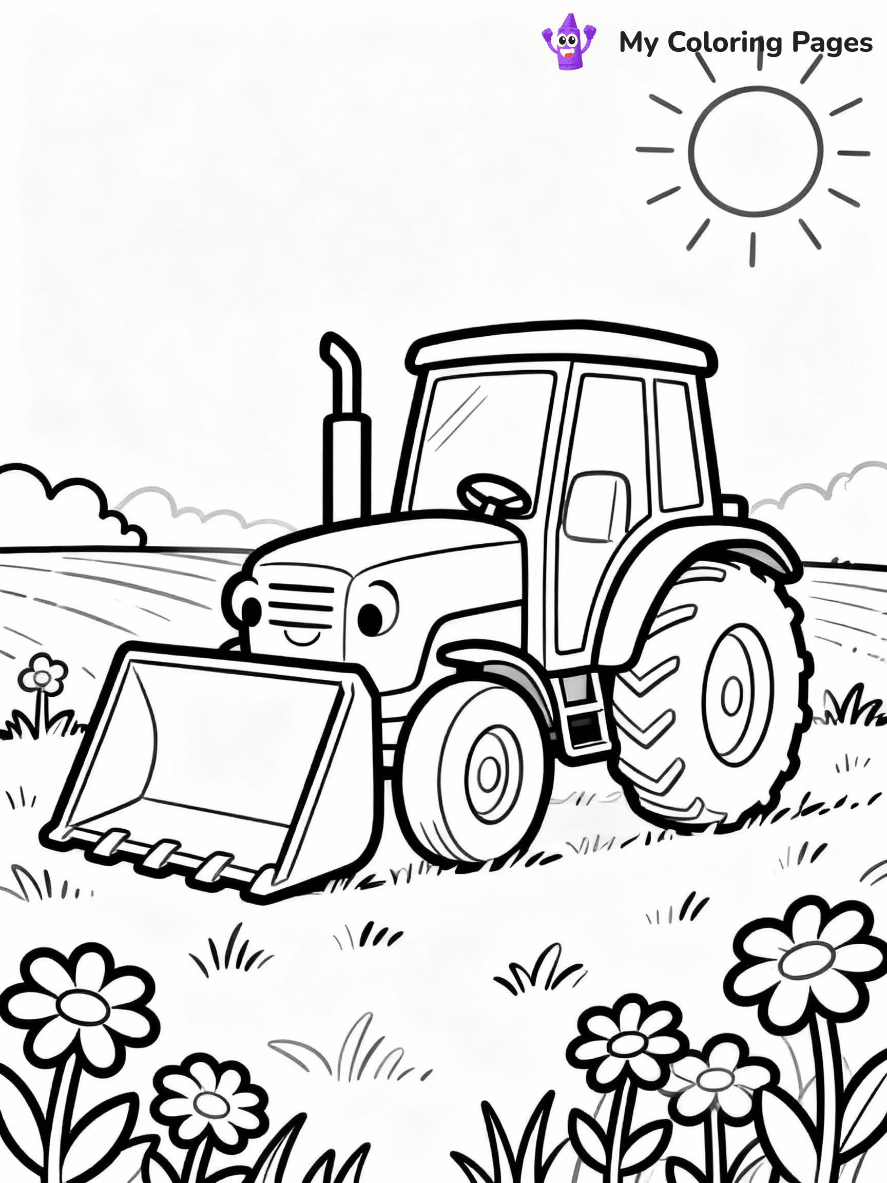 ⚠️ CRITICAL REQUIREMENT - ABSOLUTE BLACK AND WHITE ONLY ⚠️
This MUST be a BLACK AND WHITE line drawing ONLY. NO COLORS whatsoever.
- ONLY pure black lines (#000000) on pure white background (#FFFFFF)
- ABSOLUTELY NO colors, NO shading, NO gradients, NO grayscale
- If there are ANY colors in the output, the image is REJECTED
- This is a COLORING PAGE - meant to be COLORED IN by children
- The output must be UNCOLORED line art ready for coloring
⚠️ SUBJECT TO DRAW: Small tractor with a big front loader in cartoon style, parked in a sunny field, flowers around
(REMEMBER: Output must be BLACK AND WHITE line art only, NOT colored!)
# COLORING PAGE: BLACK OUTLINES ONLY - WHITE BACKGROUND MANDATORY
Create a **coloring book page** using EXACTLY two values: black lines, white space.
## NON-NEGOTIABLE BINARY RULES
- **ONLY #000000 (black) and #FFFFFF (white)** - NO other values exist
- **EVERY PIXEL = BLACK OR WHITE** - no gray/shading/antialiasing
- **WHITE BACKGROUND MANDATORY** - entire canvas stays white
- **ALL SHAPES HOLLOW** - everything is empty outlines waiting to be colored
- **FORBIDDEN:** fills, shading, gradients, patterns, textures, colors
- **NO SOLID REGIONS** - if it's not a thin line, it's wrong
## Universal Line Standards
- Black outlines ONLY - thin, uniform weight
- Every shape completely empty inside
- Closed contours suitable for coloring
- Simple flat illustration - zero depth/3D/realism
- **Style:** Whimsical Doodle Art Alley - rounded, friendly outlines (unless specified)
## Everything = Outline Only
- Characters/animals: hollow shapes
- Objects/clothing: empty contours
- Backgrounds/scenery: line work only
- Natural elements: outlined forms
- Dark/night areas: don't exist (use outlined symbols)
- Textures/patterns: convert to simple lines
## The Test
Can a child color EVERY white space with crayons? If any area is pre-filled/shaded/gray or colored in, it FAILS. Every shape must be waiting to receive color.
**FINAL OUTPUT**: Binary coloring page. Black lines define shapes. White spaces ready for coloring. Nothing else exists. No exceptions. Print-ready.
⚠️ FINAL REMINDER: Draw the subject "Small tractor with a big front loader in cartoon style, parked in a sunny field, flowers around" as BLACK AND WHITE line art. Zero colors in output.