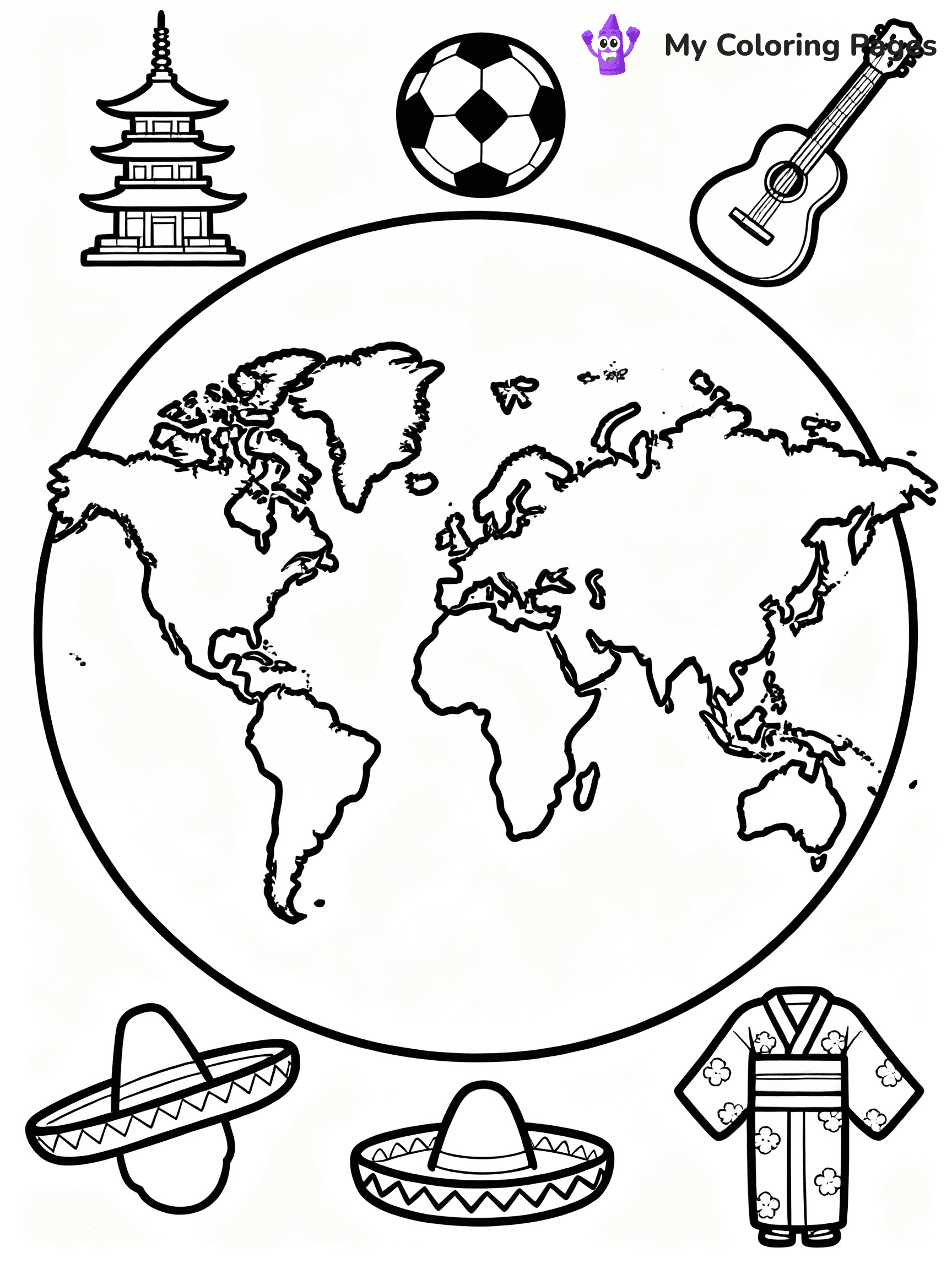 World Map Coloring Pages - 6