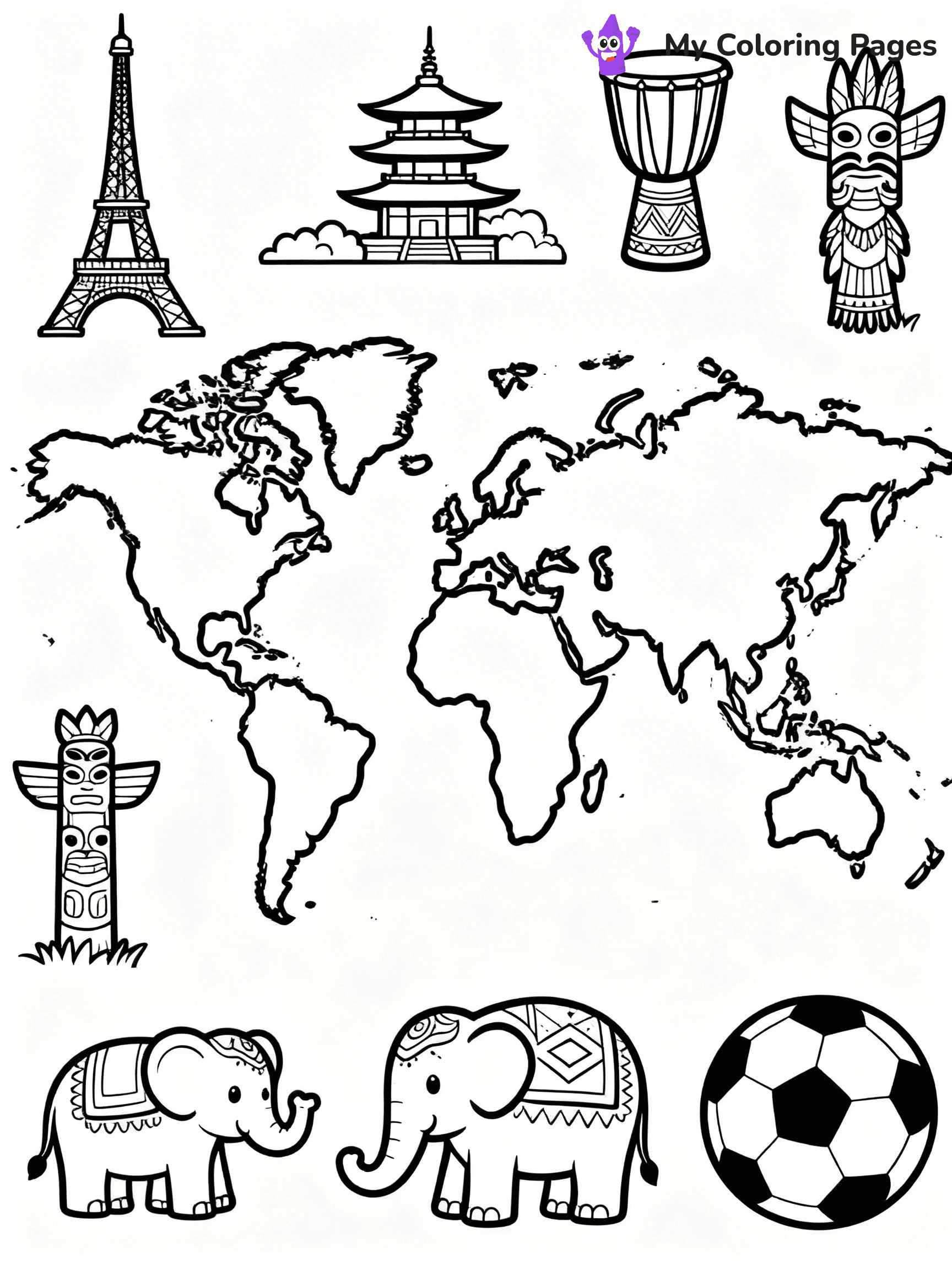 World Map Coloring Pages - 4