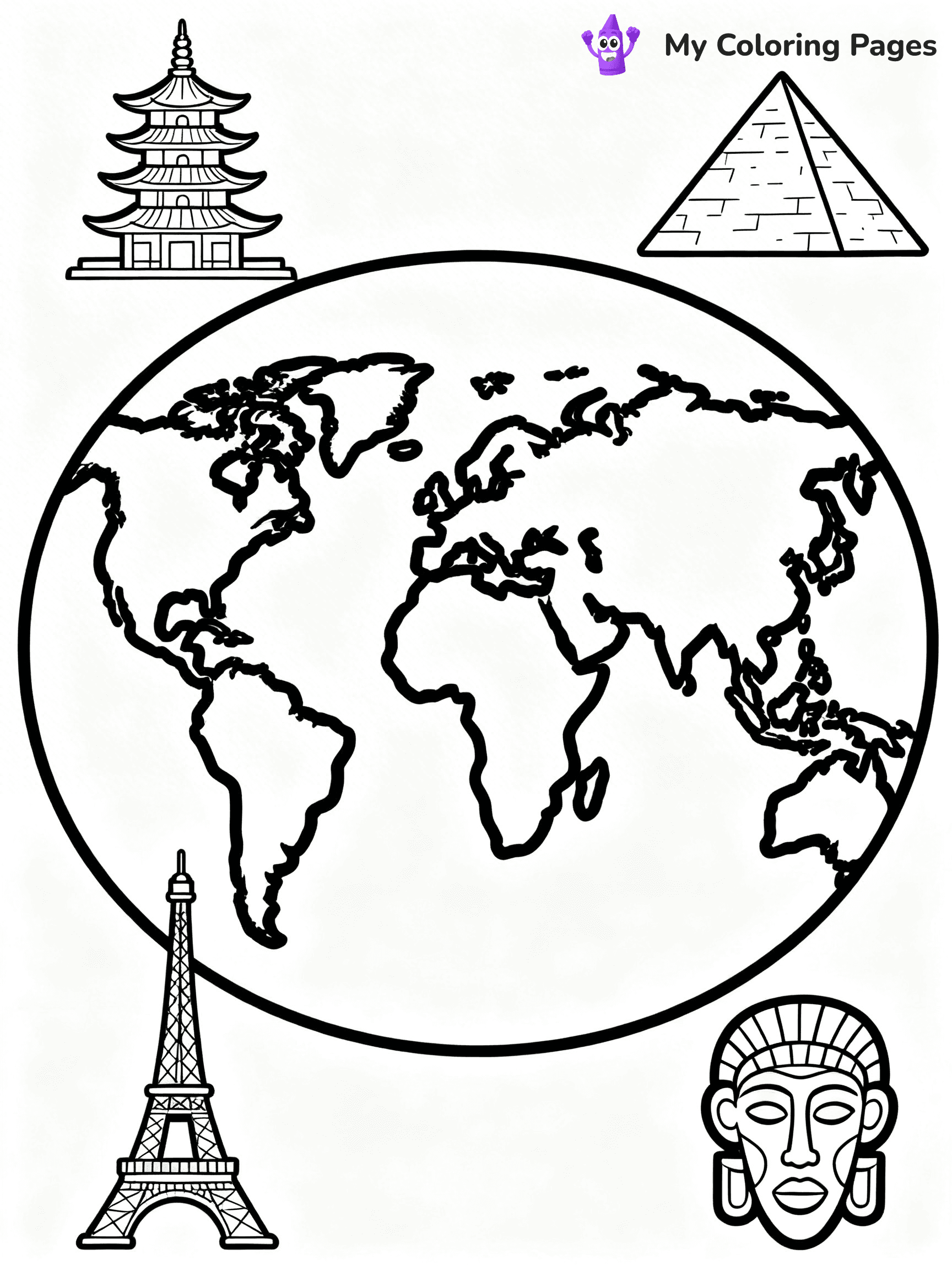 World Map Coloring Pages - 3