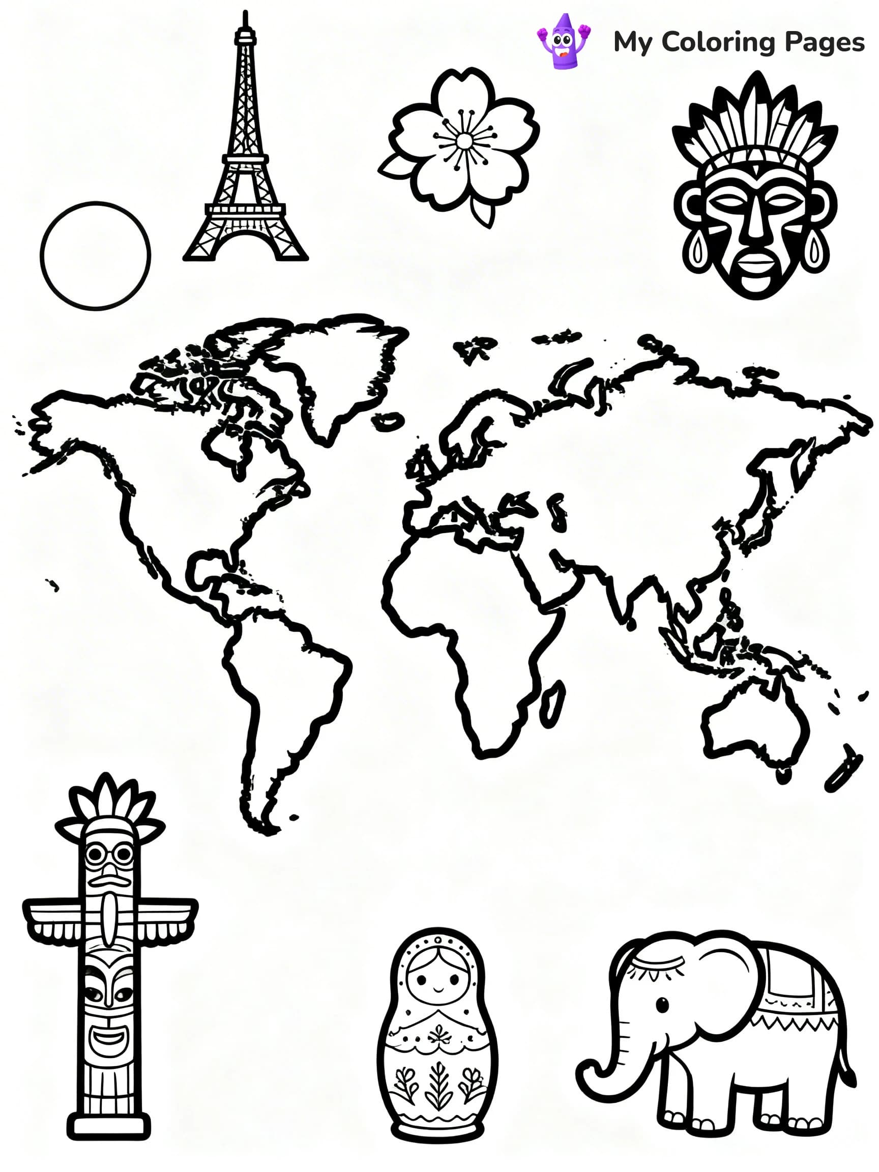 World Map Coloring Pages - 2