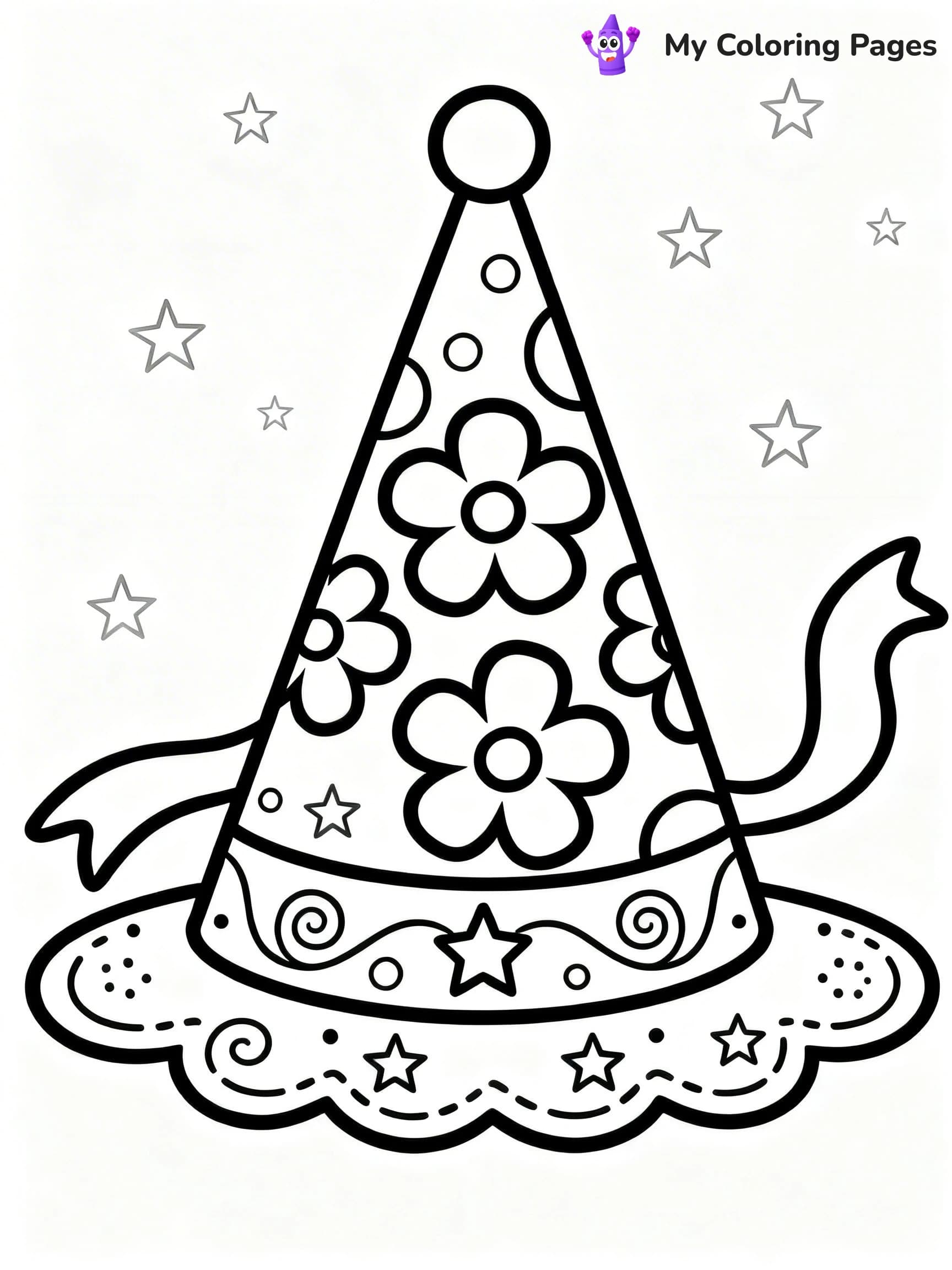 Birthday Hat Coloring Pages - 7