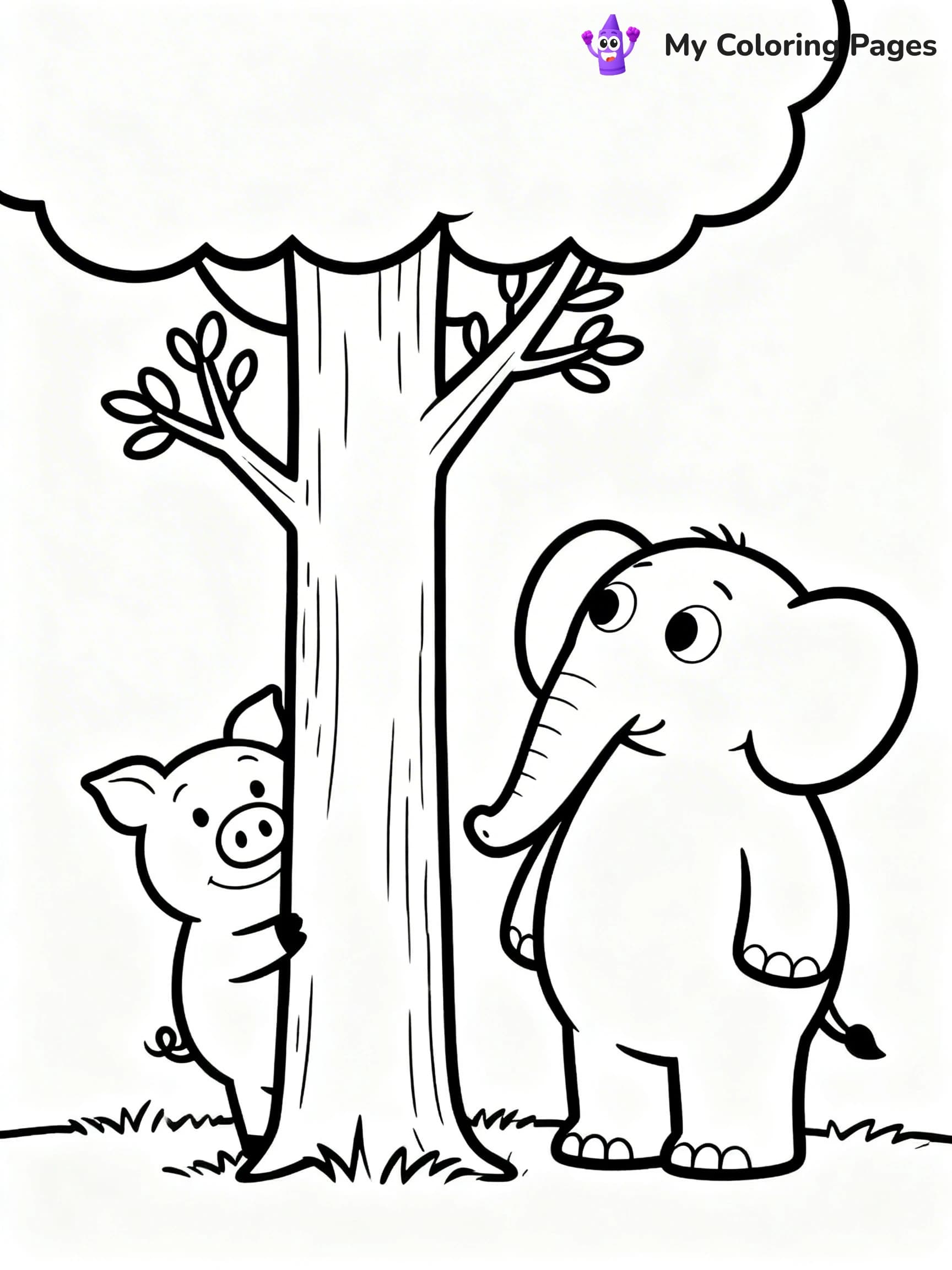 Elephant and Piggie Coloring Pages - 1