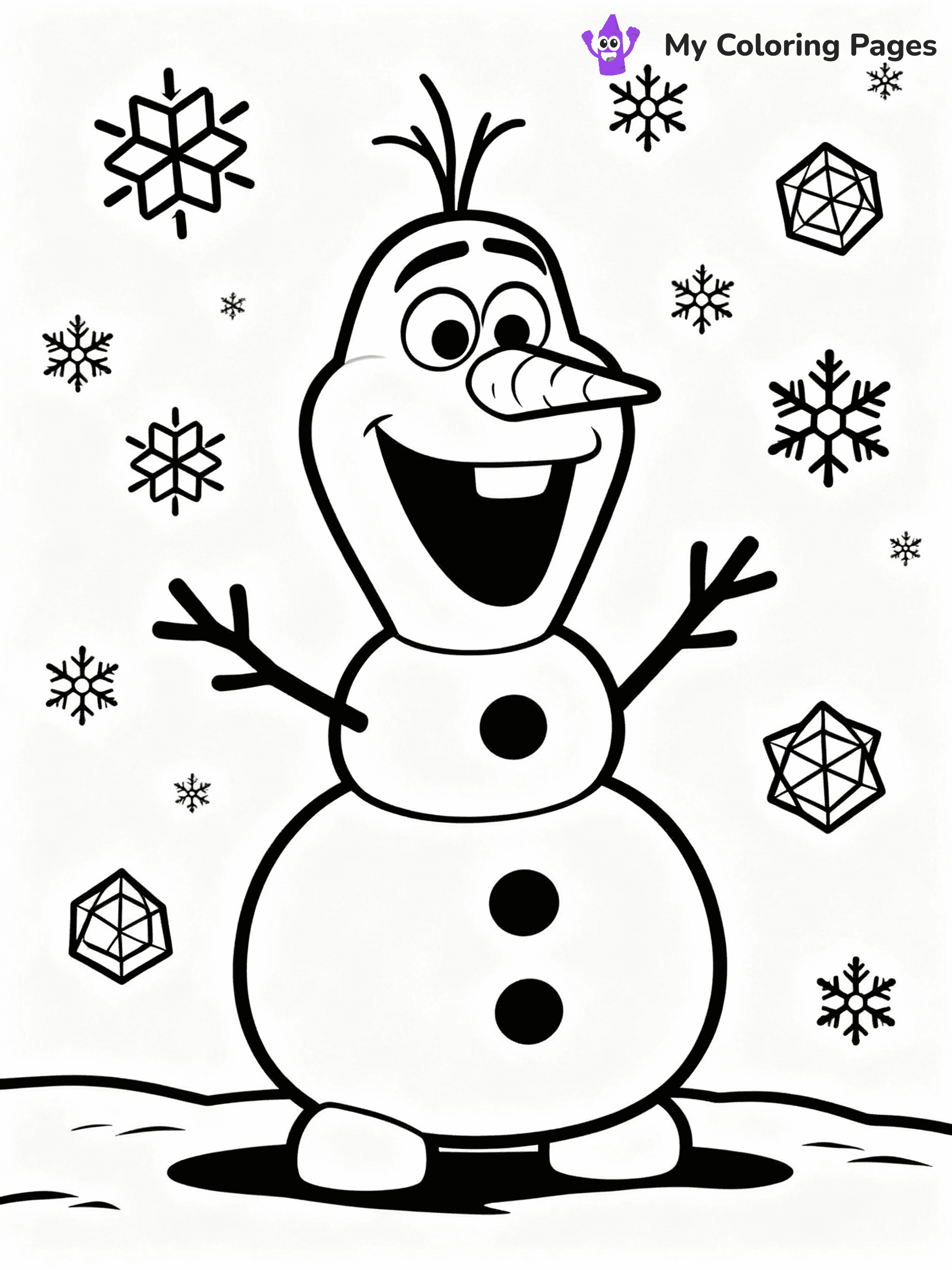 ⚠️ CRITICAL REQUIREMENT - ABSOLUTE BLACK AND WHITE ONLY ⚠️
This MUST be a BLACK AND WHITE line drawing ONLY. NO COLORS whatsoever.
- ONLY pure black lines (#000000) on pure white background (#FFFFFF)
- ABSOLUTELY NO colors, NO shading, NO gradients, NO grayscale
- If there are ANY colors in the output, the image is REJECTED
- This is a COLORING PAGE - meant to be COLORED IN by children
- The output must be UNCOLORED line art ready for coloring
⚠️ SUBJECT TO DRAW: Olaf from Frozen building a snowman, snowflakes falling all around. Important: PURE OUTLINES. NO FILLS, COLOR, SHADING, OR GREYSCALE. WHITE BACKGROUND.
(REMEMBER: Output must be BLACK AND WHITE line art only, NOT colored!)
# Flat, Friendly Cartoon Line-Art Coloring Page
You are generating a **pure black-and-white binary image** of a child-friendly cartoon scene combining characters and background scenery in one cohesive composition.
## Rendering Rules (Strict)
- Only two colors: pure black (#000000) outlines and pure white (#FFFFFF) background.
- No grayscale, shading, gradients, tints, fills, transparency, or partial pixels.
- No antialiasing or blended edges; every pixel is 100% black or white.
- No solid black fills inside shapes — all areas inside outlines must remain white.
- No dark clothing areas or filled tone blocks; all garments outlined only.
- No shadows, textures, lighting, or tonal variations.
- Must look like flat binary vector line-art for coloring pages.
## Drawing & Composition
- **Medium, consistent line weight**; clean closed outlines easy to color inside.
- **Flat, simple, child-friendly design** — no realism or 3D depth.
- Characters are **grounded on a surface**, centered and large.
- **Balanced composition** with clear silhouettes and minimal props.
## Scenery & Style
- Landmarks (e.g., mosque, CN Tower) and scenery (trees, benches, waves) drawn with **black outlines only.**
- For real-world figures, teams, or places, show accurate details using only black outlines—no text or logos. Use distinctive uniform patterns, abstract symbols, and landmark silhouettes to convey identity.
- Keep **consistent perspective**; no floating elements.
- **Style:** whimsical **Doodle Art Alley** — rounded, friendly outlines.
- May adapt shapes from **Crayola, Disney, Peppa Pig, Cocomelon** — *by shape only, never color.*
- Final output: **flat, crisp, binary (#000000/#FFFFFF)**, **no filled color or background text.**
EXTREMELYE IMPORTANT:
- PURE BINARY LINE-ART; NO FILLS (HAIR/CLOTHES/SKIN), SHADING, OR GREY.
- NO SHADING, COLOR. MUST BE WHITE BACKGROUND.
⚠️ FINAL REMINDER: Draw the subject "Olaf from Frozen building a snowman, snowflakes falling all around. Important: PURE OUTLINES. NO FILLS, COLOR, SHADING, OR GREYSCALE. WHITE BACKGROUND." as BLACK AND WHITE line art. Zero colors in output.