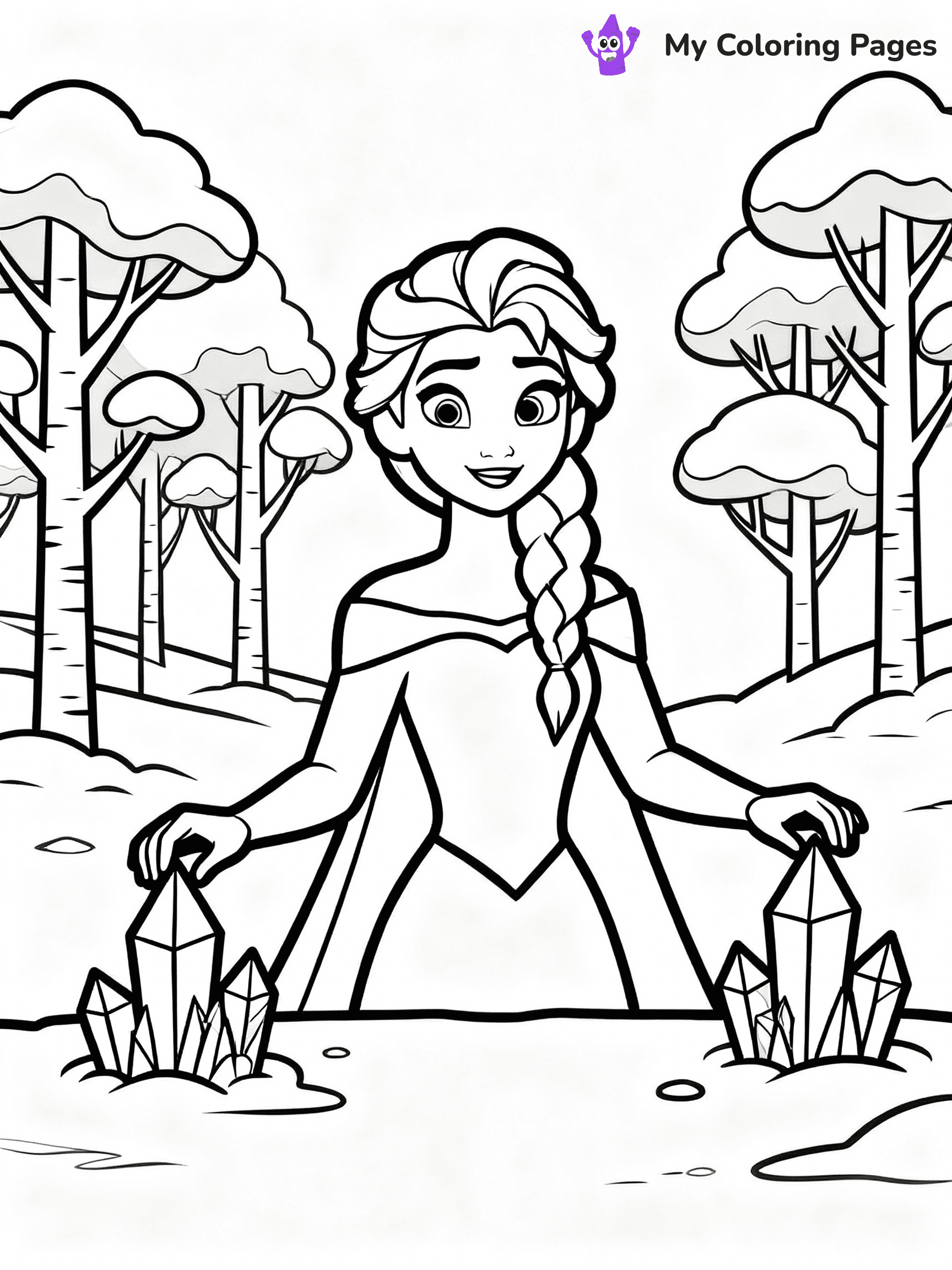 ⚠️ CRITICAL REQUIREMENT - ABSOLUTE BLACK AND WHITE ONLY ⚠️
This MUST be a BLACK AND WHITE line drawing ONLY. NO COLORS whatsoever.
- ONLY pure black lines (#000000) on pure white background (#FFFFFF)
- ABSOLUTELY NO colors, NO shading, NO gradients, NO grayscale
- If there are ANY colors in the output, the image is REJECTED
- This is a COLORING PAGE - meant to be COLORED IN by children
- The output must be UNCOLORED line art ready for coloring
⚠️ SUBJECT TO DRAW: Elsa from Frozen creating ice sculptures, snow-covered trees behind. Important: PURE OUTLINES. NO FILLS, COLOR, SHADING, OR GREYSCALE. WHITE BACKGROUND.
(REMEMBER: Output must be BLACK AND WHITE line art only, NOT colored!)
# Flat, Friendly Cartoon Line-Art Coloring Page
You are generating a **pure black-and-white binary image** of a child-friendly cartoon scene combining characters and background scenery in one cohesive composition.
## Rendering Rules (Strict)
- Only two colors: pure black (#000000) outlines and pure white (#FFFFFF) background.
- No grayscale, shading, gradients, tints, fills, transparency, or partial pixels.
- No antialiasing or blended edges; every pixel is 100% black or white.
- No solid black fills inside shapes — all areas inside outlines must remain white.
- No dark clothing areas or filled tone blocks; all garments outlined only.
- No shadows, textures, lighting, or tonal variations.
- Must look like flat binary vector line-art for coloring pages.
## Drawing & Composition
- **Medium, consistent line weight**; clean closed outlines easy to color inside.
- **Flat, simple, child-friendly design** — no realism or 3D depth.
- Characters are **grounded on a surface**, centered and large.
- **Balanced composition** with clear silhouettes and minimal props.
## Scenery & Style
- Landmarks (e.g., mosque, CN Tower) and scenery (trees, benches, waves) drawn with **black outlines only.**
- For real-world figures, teams, or places, show accurate details using only black outlines—no text or logos. Use distinctive uniform patterns, abstract symbols, and landmark silhouettes to convey identity.
- Keep **consistent perspective**; no floating elements.
- **Style:** whimsical **Doodle Art Alley** — rounded, friendly outlines.
- May adapt shapes from **Crayola, Disney, Peppa Pig, Cocomelon** — *by shape only, never color.*
- Final output: **flat, crisp, binary (#000000/#FFFFFF)**, **no filled color or background text.**
EXTREMELYE IMPORTANT:
- PURE BINARY LINE-ART; NO FILLS (HAIR/CLOTHES/SKIN), SHADING, OR GREY.
- NO SHADING, COLOR. MUST BE WHITE BACKGROUND.
⚠️ FINAL REMINDER: Draw the subject "Elsa from Frozen creating ice sculptures, snow-covered trees behind. Important: PURE OUTLINES. NO FILLS, COLOR, SHADING, OR GREYSCALE. WHITE BACKGROUND." as BLACK AND WHITE line art. Zero colors in output.