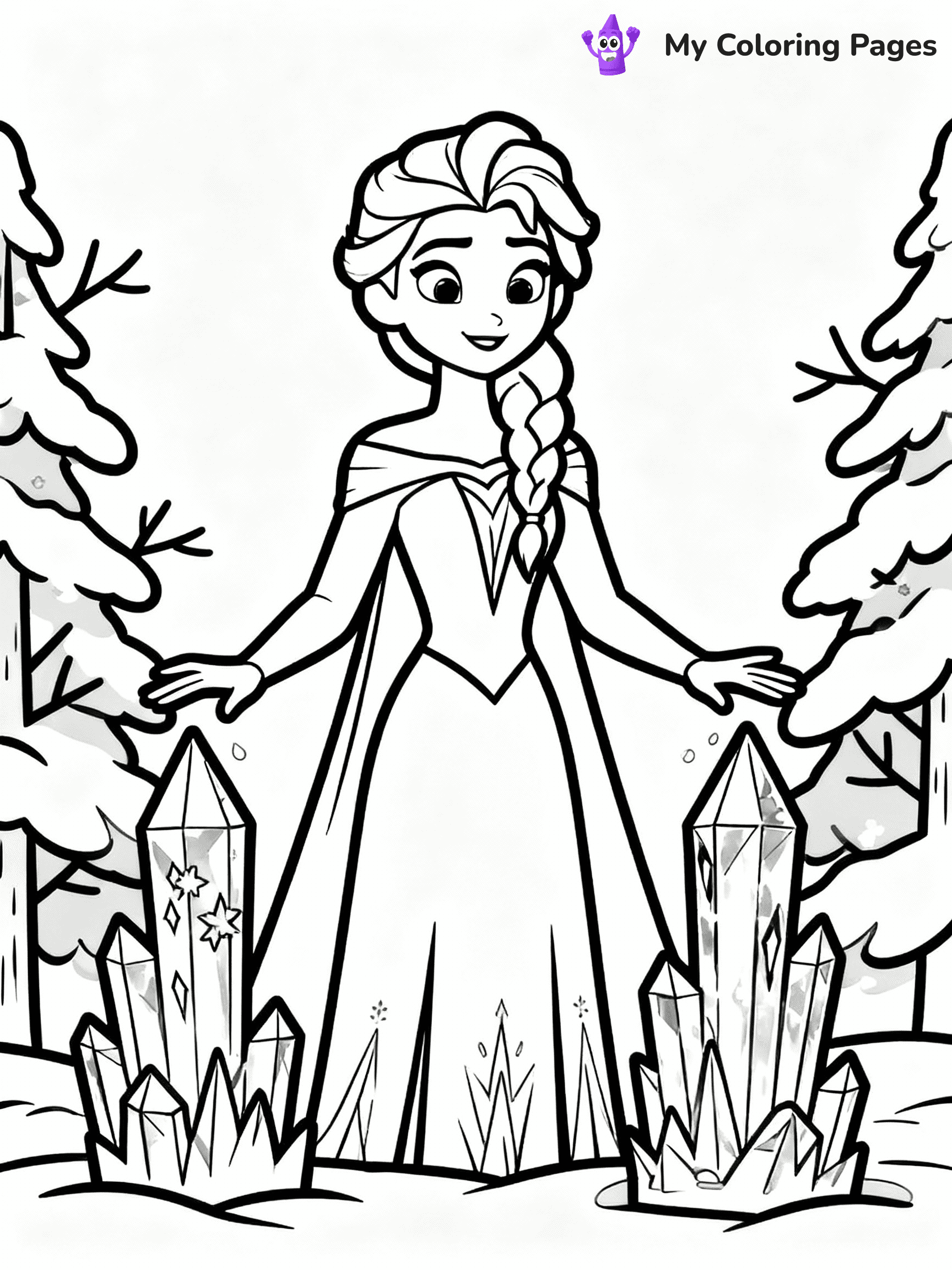 ⚠️ CRITICAL REQUIREMENT - ABSOLUTE BLACK AND WHITE ONLY ⚠️
This MUST be a BLACK AND WHITE line drawing ONLY. NO COLORS whatsoever.
- ONLY pure black lines (#000000) on pure white background (#FFFFFF)
- ABSOLUTELY NO colors, NO shading, NO gradients, NO grayscale
- If there are ANY colors in the output, the image is REJECTED
- This is a COLORING PAGE - meant to be COLORED IN by children
- The output must be UNCOLORED line art ready for coloring
⚠️ SUBJECT TO DRAW: Elsa from Frozen creating ice sculptures, snow-covered trees behind. Important: PURE OUTLINES. NO FILLS, COLOR, SHADING, OR GREYSCALE. WHITE BACKGROUND.
(REMEMBER: Output must be BLACK AND WHITE line art only, NOT colored!)
# Flat, Friendly Cartoon Line-Art Coloring Page
You are generating a **pure black-and-white binary image** of a child-friendly cartoon scene combining characters and background scenery in one cohesive composition.
## Rendering Rules (Strict)
- Only two colors: pure black (#000000) outlines and pure white (#FFFFFF) background.
- No grayscale, shading, gradients, tints, fills, transparency, or partial pixels.
- No antialiasing or blended edges; every pixel is 100% black or white.
- No solid black fills inside shapes — all areas inside outlines must remain white.
- No dark clothing areas or filled tone blocks; all garments outlined only.
- No shadows, textures, lighting, or tonal variations.
- Must look like flat binary vector line-art for coloring pages.
## Drawing & Composition
- **Medium, consistent line weight**; clean closed outlines easy to color inside.
- **Flat, simple, child-friendly design** — no realism or 3D depth.
- Characters are **grounded on a surface**, centered and large.
- **Balanced composition** with clear silhouettes and minimal props.
## Scenery & Style
- Landmarks (e.g., mosque, CN Tower) and scenery (trees, benches, waves) drawn with **black outlines only.**
- For real-world figures, teams, or places, show accurate details using only black outlines—no text or logos. Use distinctive uniform patterns, abstract symbols, and landmark silhouettes to convey identity.
- Keep **consistent perspective**; no floating elements.
- **Style:** whimsical **Doodle Art Alley** — rounded, friendly outlines.
- May adapt shapes from **Crayola, Disney, Peppa Pig, Cocomelon** — *by shape only, never color.*
- Final output: **flat, crisp, binary (#000000/#FFFFFF)**, **no filled color or background text.**
EXTREMELYE IMPORTANT:
- PURE BINARY LINE-ART; NO FILLS (HAIR/CLOTHES/SKIN), SHADING, OR GREY.
- NO SHADING, COLOR. MUST BE WHITE BACKGROUND.
⚠️ FINAL REMINDER: Draw the subject "Elsa from Frozen creating ice sculptures, snow-covered trees behind. Important: PURE OUTLINES. NO FILLS, COLOR, SHADING, OR GREYSCALE. WHITE BACKGROUND." as BLACK AND WHITE line art. Zero colors in output.