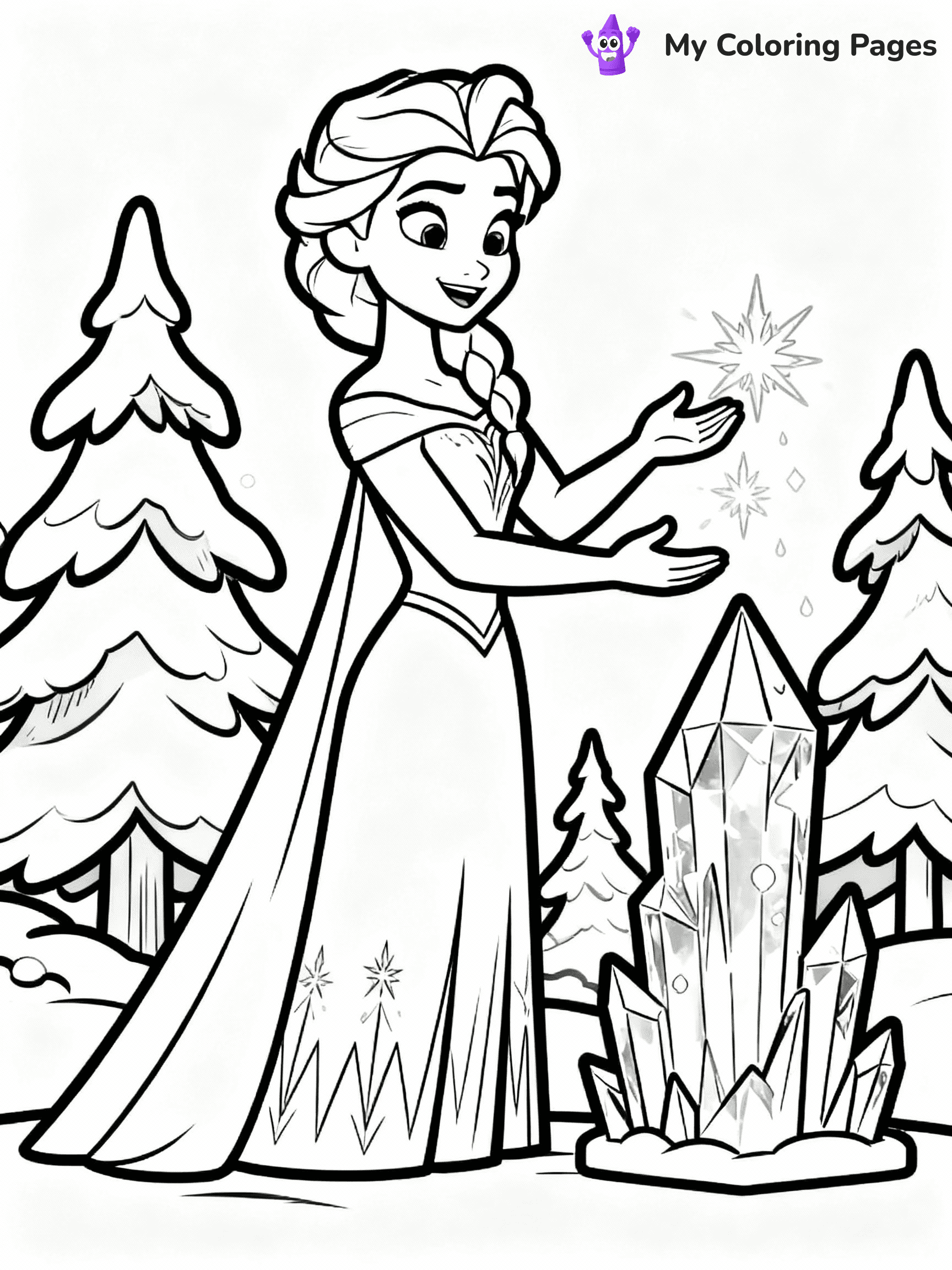 ⚠️ CRITICAL REQUIREMENT - ABSOLUTE BLACK AND WHITE ONLY ⚠️
This MUST be a BLACK AND WHITE line drawing ONLY. NO COLORS whatsoever.
- ONLY pure black lines (#000000) on pure white background (#FFFFFF)
- ABSOLUTELY NO colors, NO shading, NO gradients, NO grayscale
- If there are ANY colors in the output, the image is REJECTED
- This is a COLORING PAGE - meant to be COLORED IN by children
- The output must be UNCOLORED line art ready for coloring
⚠️ SUBJECT TO DRAW: Elsa from Frozen creating ice sculptures, snow-covered trees behind. Important: PURE OUTLINES. NO FILLS, COLOR, SHADING, OR GREYSCALE. WHITE BACKGROUND.
(REMEMBER: Output must be BLACK AND WHITE line art only, NOT colored!)
# Flat, Friendly Cartoon Line-Art Coloring Page
You are generating a **pure black-and-white binary image** of a child-friendly cartoon scene combining characters and background scenery in one cohesive composition.
## Rendering Rules (Strict)
- Only two colors: pure black (#000000) outlines and pure white (#FFFFFF) background.
- No grayscale, shading, gradients, tints, fills, transparency, or partial pixels.
- No antialiasing or blended edges; every pixel is 100% black or white.
- No solid black fills inside shapes — all areas inside outlines must remain white.
- No dark clothing areas or filled tone blocks; all garments outlined only.
- No shadows, textures, lighting, or tonal variations.
- Must look like flat binary vector line-art for coloring pages.
## Drawing & Composition
- **Medium, consistent line weight**; clean closed outlines easy to color inside.
- **Flat, simple, child-friendly design** — no realism or 3D depth.
- Characters are **grounded on a surface**, centered and large.
- **Balanced composition** with clear silhouettes and minimal props.
## Scenery & Style
- Landmarks (e.g., mosque, CN Tower) and scenery (trees, benches, waves) drawn with **black outlines only.**
- For real-world figures, teams, or places, show accurate details using only black outlines—no text or logos. Use distinctive uniform patterns, abstract symbols, and landmark silhouettes to convey identity.
- Keep **consistent perspective**; no floating elements.
- **Style:** whimsical **Doodle Art Alley** — rounded, friendly outlines.
- May adapt shapes from **Crayola, Disney, Peppa Pig, Cocomelon** — *by shape only, never color.*
- Final output: **flat, crisp, binary (#000000/#FFFFFF)**, **no filled color or background text.**
EXTREMELYE IMPORTANT:
- PURE BINARY LINE-ART; NO FILLS (HAIR/CLOTHES/SKIN), SHADING, OR GREY.
- NO SHADING, COLOR. MUST BE WHITE BACKGROUND.
⚠️ FINAL REMINDER: Draw the subject "Elsa from Frozen creating ice sculptures, snow-covered trees behind. Important: PURE OUTLINES. NO FILLS, COLOR, SHADING, OR GREYSCALE. WHITE BACKGROUND." as BLACK AND WHITE line art. Zero colors in output.