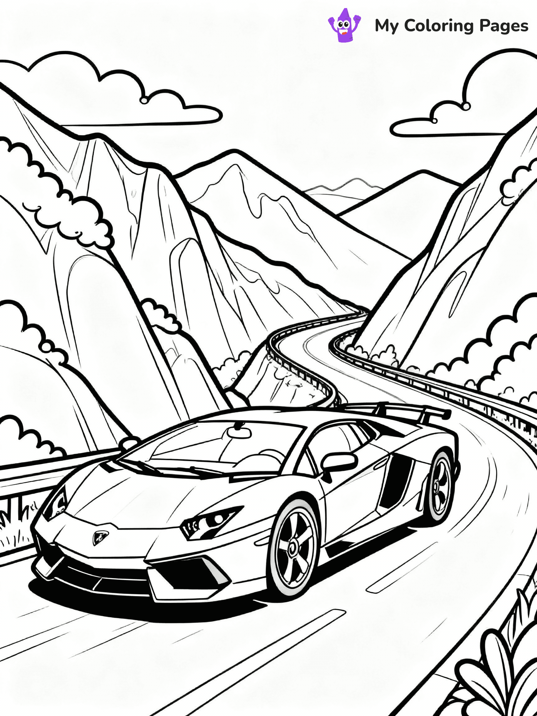 ⚠️ CRITICAL REQUIREMENT - ABSOLUTE BLACK AND WHITE ONLY ⚠️
This MUST be a BLACK AND WHITE line drawing ONLY. NO COLORS whatsoever.
- ONLY pure black lines (#000000) on pure white background (#FFFFFF)
- ABSOLUTELY NO colors, NO shading, NO gradients, NO grayscale
- If there are ANY colors in the output, the image is REJECTED
- This is a COLORING PAGE - meant to be COLORED IN by children
- The output must be UNCOLORED line art ready for coloring
⚠️ SUBJECT TO DRAW: Lamborghini Aventador in sleek outline style, parked on a winding mountain road, dramatic curves highlighted
(REMEMBER: Output must be BLACK AND WHITE line art only, NOT colored!)
# COLORING PAGE: BLACK OUTLINES ONLY - WHITE BACKGROUND MANDATORY
Create a **coloring book page** using EXACTLY two values: black lines, white space.
## NON-NEGOTIABLE BINARY RULES
- **ONLY #000000 (black) and #FFFFFF (white)** - NO other values exist
- **EVERY PIXEL = BLACK OR WHITE** - no gray/shading/antialiasing
- **WHITE BACKGROUND MANDATORY** - entire canvas stays white
- **ALL SHAPES HOLLOW** - everything is empty outlines waiting to be colored
- **FORBIDDEN:** fills, shading, gradients, patterns, textures, colors
- **NO SOLID REGIONS** - if it's not a thin line, it's wrong
## Universal Line Standards
- Black outlines ONLY - thin, uniform weight
- Every shape completely empty inside
- Closed contours suitable for coloring
- Simple flat illustration - zero depth/3D/realism
- **Style:** Whimsical Doodle Art Alley - rounded, friendly outlines (unless specified)
## Everything = Outline Only
- Characters/animals: hollow shapes
- Objects/clothing: empty contours
- Backgrounds/scenery: line work only
- Natural elements: outlined forms
- Dark/night areas: don't exist (use outlined symbols)
- Textures/patterns: convert to simple lines
## The Test
Can a child color EVERY white space with crayons? If any area is pre-filled/shaded/gray or colored in, it FAILS. Every shape must be waiting to receive color.
**FINAL OUTPUT**: Binary coloring page. Black lines define shapes. White spaces ready for coloring. Nothing else exists. No exceptions. Print-ready.
⚠️ FINAL REMINDER: Draw the subject "Lamborghini Aventador in sleek outline style, parked on a winding mountain road, dramatic curves highlighted" as BLACK AND WHITE line art. Zero colors in output.