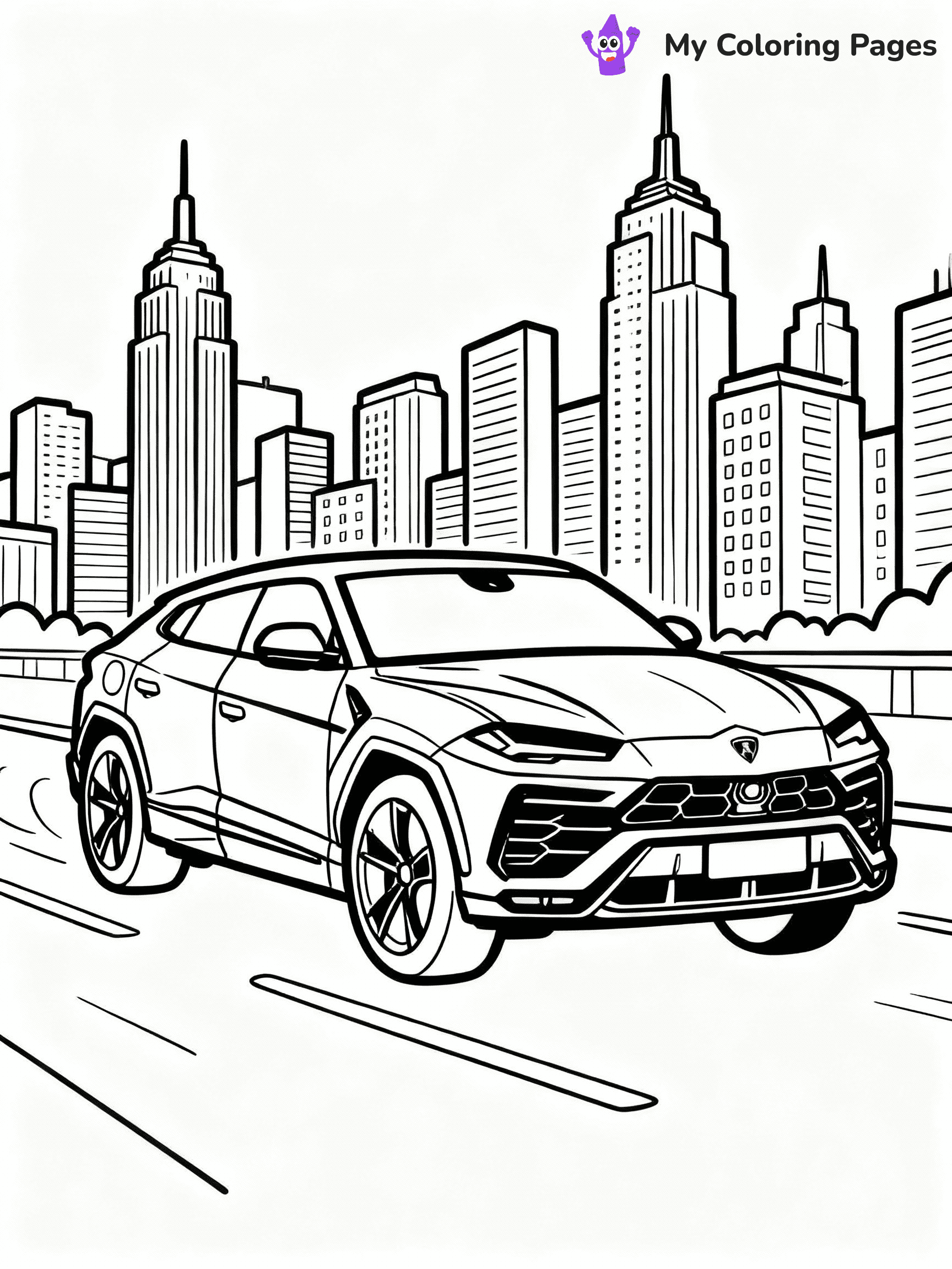 ⚠️ CRITICAL REQUIREMENT - ABSOLUTE BLACK AND WHITE ONLY ⚠️
This MUST be a BLACK AND WHITE line drawing ONLY. NO COLORS whatsoever.
- ONLY pure black lines (#000000) on pure white background (#FFFFFF)
- ABSOLUTELY NO colors, NO shading, NO gradients, NO grayscale
- If there are ANY colors in the output, the image is REJECTED
- This is a COLORING PAGE - meant to be COLORED IN by children
- The output must be UNCOLORED line art ready for coloring
⚠️ SUBJECT TO DRAW: Lamborghini Urus in bold outline style, driving through a cityscape, skyscrapers in the background
(REMEMBER: Output must be BLACK AND WHITE line art only, NOT colored!)
# COLORING PAGE: BLACK OUTLINES ONLY - WHITE BACKGROUND MANDATORY
Create a **coloring book page** using EXACTLY two values: black lines, white space.
## NON-NEGOTIABLE BINARY RULES
- **ONLY #000000 (black) and #FFFFFF (white)** - NO other values exist
- **EVERY PIXEL = BLACK OR WHITE** - no gray/shading/antialiasing
- **WHITE BACKGROUND MANDATORY** - entire canvas stays white
- **ALL SHAPES HOLLOW** - everything is empty outlines waiting to be colored
- **FORBIDDEN:** fills, shading, gradients, patterns, textures, colors
- **NO SOLID REGIONS** - if it's not a thin line, it's wrong
## Universal Line Standards
- Black outlines ONLY - thin, uniform weight
- Every shape completely empty inside
- Closed contours suitable for coloring
- Simple flat illustration - zero depth/3D/realism
- **Style:** Whimsical Doodle Art Alley - rounded, friendly outlines (unless specified)
## Everything = Outline Only
- Characters/animals: hollow shapes
- Objects/clothing: empty contours
- Backgrounds/scenery: line work only
- Natural elements: outlined forms
- Dark/night areas: don't exist (use outlined symbols)
- Textures/patterns: convert to simple lines
## The Test
Can a child color EVERY white space with crayons? If any area is pre-filled/shaded/gray or colored in, it FAILS. Every shape must be waiting to receive color.
**FINAL OUTPUT**: Binary coloring page. Black lines define shapes. White spaces ready for coloring. Nothing else exists. No exceptions. Print-ready.
⚠️ FINAL REMINDER: Draw the subject "Lamborghini Urus in bold outline style, driving through a cityscape, skyscrapers in the background" as BLACK AND WHITE line art. Zero colors in output.