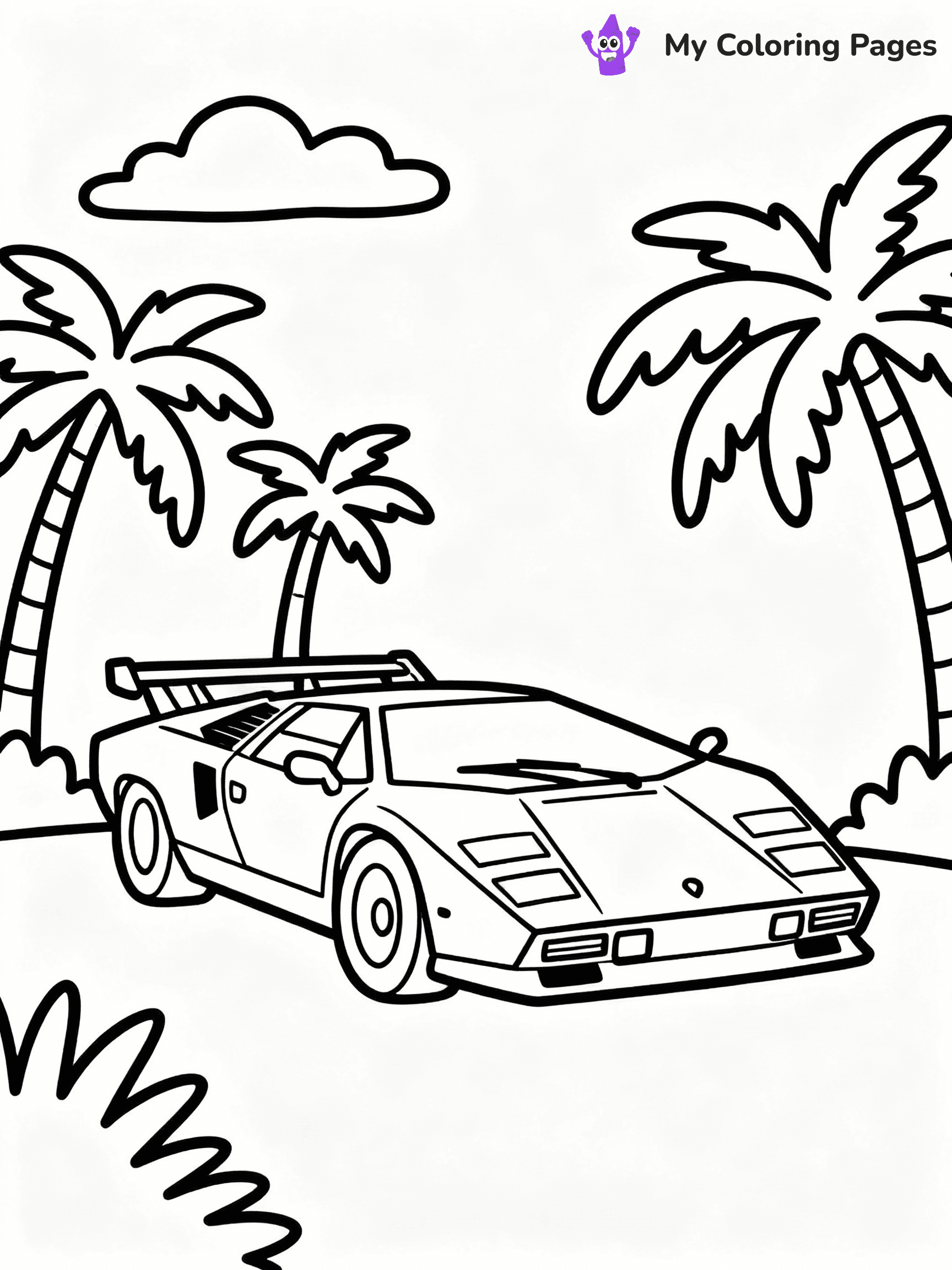 ⚠️ CRITICAL REQUIREMENT - ABSOLUTE BLACK AND WHITE ONLY ⚠️
This MUST be a BLACK AND WHITE line drawing ONLY. NO COLORS whatsoever.
- ONLY pure black lines (#000000) on pure white background (#FFFFFF)
- ABSOLUTELY NO colors, NO shading, NO gradients, NO grayscale
- If there are ANY colors in the output, the image is REJECTED
- This is a COLORING PAGE - meant to be COLORED IN by children
- The output must be UNCOLORED line art ready for coloring
⚠️ SUBJECT TO DRAW: Lamborghini Countach in classic outline style, with iconic wedge shape, surrounded by palm trees and a blue sky
(REMEMBER: Output must be BLACK AND WHITE line art only, NOT colored!)
# COLORING PAGE: BLACK OUTLINES ONLY - WHITE BACKGROUND MANDATORY
Create a **coloring book page** using EXACTLY two values: black lines, white space.
## NON-NEGOTIABLE BINARY RULES
- **ONLY #000000 (black) and #FFFFFF (white)** - NO other values exist
- **EVERY PIXEL = BLACK OR WHITE** - no gray/shading/antialiasing
- **WHITE BACKGROUND MANDATORY** - entire canvas stays white
- **ALL SHAPES HOLLOW** - everything is empty outlines waiting to be colored
- **FORBIDDEN:** fills, shading, gradients, patterns, textures, colors
- **NO SOLID REGIONS** - if it's not a thin line, it's wrong
## Universal Line Standards
- Black outlines ONLY - thin, uniform weight
- Every shape completely empty inside
- Closed contours suitable for coloring
- Simple flat illustration - zero depth/3D/realism
- **Style:** Whimsical Doodle Art Alley - rounded, friendly outlines (unless specified)
## Everything = Outline Only
- Characters/animals: hollow shapes
- Objects/clothing: empty contours
- Backgrounds/scenery: line work only
- Natural elements: outlined forms
- Dark/night areas: don't exist (use outlined symbols)
- Textures/patterns: convert to simple lines
## The Test
Can a child color EVERY white space with crayons? If any area is pre-filled/shaded/gray or colored in, it FAILS. Every shape must be waiting to receive color.
**FINAL OUTPUT**: Binary coloring page. Black lines define shapes. White spaces ready for coloring. Nothing else exists. No exceptions. Print-ready.
⚠️ FINAL REMINDER: Draw the subject "Lamborghini Countach in classic outline style, with iconic wedge shape, surrounded by palm trees and a blue sky" as BLACK AND WHITE line art. Zero colors in output.