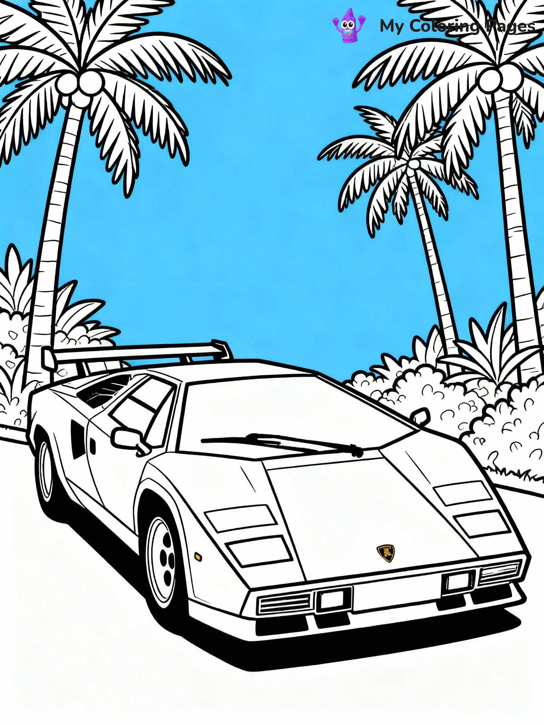 ⚠️ CRITICAL REQUIREMENT - ABSOLUTE BLACK AND WHITE ONLY ⚠️
This MUST be a BLACK AND WHITE line drawing ONLY. NO COLORS whatsoever.
- ONLY pure black lines (#000000) on pure white background (#FFFFFF)
- ABSOLUTELY NO colors, NO shading, NO gradients, NO grayscale
- If there are ANY colors in the output, the image is REJECTED
- This is a COLORING PAGE - meant to be COLORED IN by children
- The output must be UNCOLORED line art ready for coloring
⚠️ SUBJECT TO DRAW: Lamborghini Countach in classic outline style, with iconic wedge shape, surrounded by palm trees and a blue sky
(REMEMBER: Output must be BLACK AND WHITE line art only, NOT colored!)
# COLORING PAGE: BLACK OUTLINES ONLY - WHITE BACKGROUND MANDATORY
Create a **coloring book page** using EXACTLY two values: black lines, white space.
## NON-NEGOTIABLE BINARY RULES
- **ONLY #000000 (black) and #FFFFFF (white)** - NO other values exist
- **EVERY PIXEL = BLACK OR WHITE** - no gray/shading/antialiasing
- **WHITE BACKGROUND MANDATORY** - entire canvas stays white
- **ALL SHAPES HOLLOW** - everything is empty outlines waiting to be colored
- **FORBIDDEN:** fills, shading, gradients, patterns, textures, colors
- **NO SOLID REGIONS** - if it's not a thin line, it's wrong
## Universal Line Standards
- Black outlines ONLY - thin, uniform weight
- Every shape completely empty inside
- Closed contours suitable for coloring
- Simple flat illustration - zero depth/3D/realism
- **Style:** Whimsical Doodle Art Alley - rounded, friendly outlines (unless specified)
## Everything = Outline Only
- Characters/animals: hollow shapes
- Objects/clothing: empty contours
- Backgrounds/scenery: line work only
- Natural elements: outlined forms
- Dark/night areas: don't exist (use outlined symbols)
- Textures/patterns: convert to simple lines
## The Test
Can a child color EVERY white space with crayons? If any area is pre-filled/shaded/gray or colored in, it FAILS. Every shape must be waiting to receive color.
**FINAL OUTPUT**: Binary coloring page. Black lines define shapes. White spaces ready for coloring. Nothing else exists. No exceptions. Print-ready.
⚠️ FINAL REMINDER: Draw the subject "Lamborghini Countach in classic outline style, with iconic wedge shape, surrounded by palm trees and a blue sky" as BLACK AND WHITE line art. Zero colors in output.