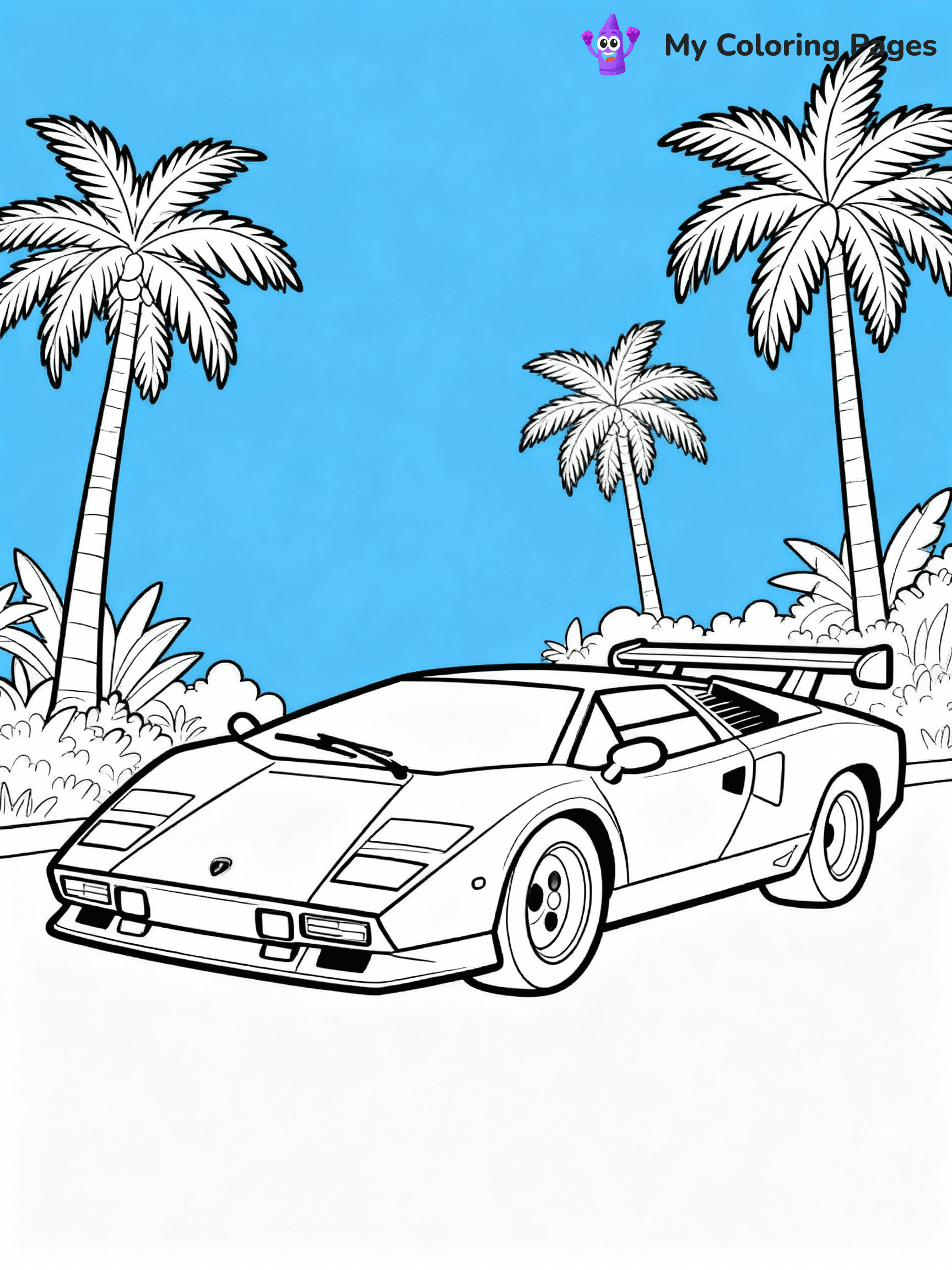 ⚠️ CRITICAL REQUIREMENT - ABSOLUTE BLACK AND WHITE ONLY ⚠️
This MUST be a BLACK AND WHITE line drawing ONLY. NO COLORS whatsoever.
- ONLY pure black lines (#000000) on pure white background (#FFFFFF)
- ABSOLUTELY NO colors, NO shading, NO gradients, NO grayscale
- If there are ANY colors in the output, the image is REJECTED
- This is a COLORING PAGE - meant to be COLORED IN by children
- The output must be UNCOLORED line art ready for coloring
⚠️ SUBJECT TO DRAW: Lamborghini Countach in classic outline style, with iconic wedge shape, surrounded by palm trees and a blue sky
(REMEMBER: Output must be BLACK AND WHITE line art only, NOT colored!)
# COLORING PAGE: BLACK OUTLINES ONLY - WHITE BACKGROUND MANDATORY
Create a **coloring book page** using EXACTLY two values: black lines, white space.
## NON-NEGOTIABLE BINARY RULES
- **ONLY #000000 (black) and #FFFFFF (white)** - NO other values exist
- **EVERY PIXEL = BLACK OR WHITE** - no gray/shading/antialiasing
- **WHITE BACKGROUND MANDATORY** - entire canvas stays white
- **ALL SHAPES HOLLOW** - everything is empty outlines waiting to be colored
- **FORBIDDEN:** fills, shading, gradients, patterns, textures, colors
- **NO SOLID REGIONS** - if it's not a thin line, it's wrong
## Universal Line Standards
- Black outlines ONLY - thin, uniform weight
- Every shape completely empty inside
- Closed contours suitable for coloring
- Simple flat illustration - zero depth/3D/realism
- **Style:** Whimsical Doodle Art Alley - rounded, friendly outlines (unless specified)
## Everything = Outline Only
- Characters/animals: hollow shapes
- Objects/clothing: empty contours
- Backgrounds/scenery: line work only
- Natural elements: outlined forms
- Dark/night areas: don't exist (use outlined symbols)
- Textures/patterns: convert to simple lines
## The Test
Can a child color EVERY white space with crayons? If any area is pre-filled/shaded/gray or colored in, it FAILS. Every shape must be waiting to receive color.
**FINAL OUTPUT**: Binary coloring page. Black lines define shapes. White spaces ready for coloring. Nothing else exists. No exceptions. Print-ready.
⚠️ FINAL REMINDER: Draw the subject "Lamborghini Countach in classic outline style, with iconic wedge shape, surrounded by palm trees and a blue sky" as BLACK AND WHITE line art. Zero colors in output.