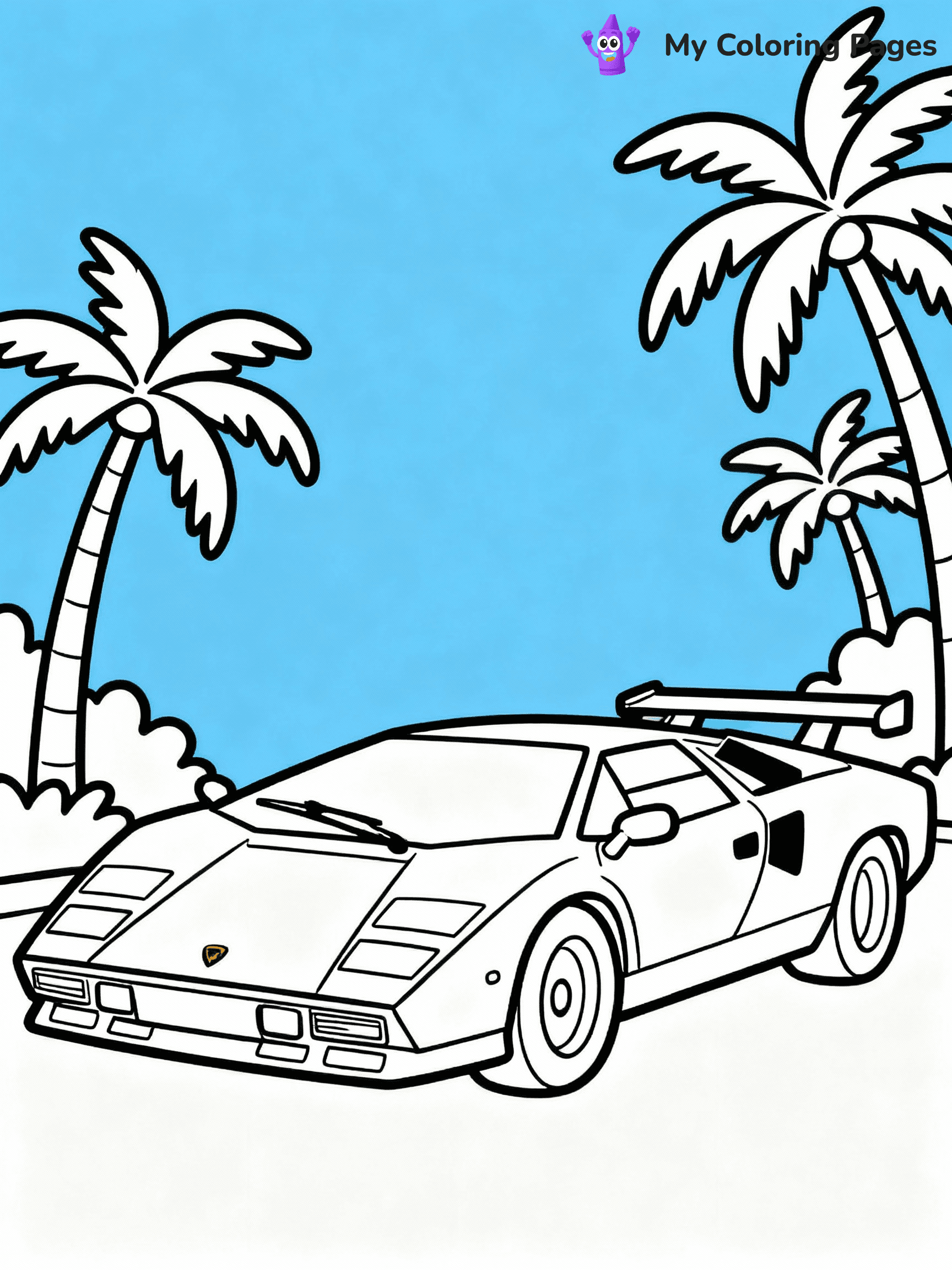 ⚠️ CRITICAL REQUIREMENT - ABSOLUTE BLACK AND WHITE ONLY ⚠️
This MUST be a BLACK AND WHITE line drawing ONLY. NO COLORS whatsoever.
- ONLY pure black lines (#000000) on pure white background (#FFFFFF)
- ABSOLUTELY NO colors, NO shading, NO gradients, NO grayscale
- If there are ANY colors in the output, the image is REJECTED
- This is a COLORING PAGE - meant to be COLORED IN by children
- The output must be UNCOLORED line art ready for coloring
⚠️ SUBJECT TO DRAW: Lamborghini Countach in classic outline style, with iconic wedge shape, surrounded by palm trees and a blue sky
(REMEMBER: Output must be BLACK AND WHITE line art only, NOT colored!)
# COLORING PAGE: BLACK OUTLINES ONLY - WHITE BACKGROUND MANDATORY
Create a **coloring book page** using EXACTLY two values: black lines, white space.
## NON-NEGOTIABLE BINARY RULES
- **ONLY #000000 (black) and #FFFFFF (white)** - NO other values exist
- **EVERY PIXEL = BLACK OR WHITE** - no gray/shading/antialiasing
- **WHITE BACKGROUND MANDATORY** - entire canvas stays white
- **ALL SHAPES HOLLOW** - everything is empty outlines waiting to be colored
- **FORBIDDEN:** fills, shading, gradients, patterns, textures, colors
- **NO SOLID REGIONS** - if it's not a thin line, it's wrong
## Universal Line Standards
- Black outlines ONLY - thin, uniform weight
- Every shape completely empty inside
- Closed contours suitable for coloring
- Simple flat illustration - zero depth/3D/realism
- **Style:** Whimsical Doodle Art Alley - rounded, friendly outlines (unless specified)
## Everything = Outline Only
- Characters/animals: hollow shapes
- Objects/clothing: empty contours
- Backgrounds/scenery: line work only
- Natural elements: outlined forms
- Dark/night areas: don't exist (use outlined symbols)
- Textures/patterns: convert to simple lines
## The Test
Can a child color EVERY white space with crayons? If any area is pre-filled/shaded/gray or colored in, it FAILS. Every shape must be waiting to receive color.
**FINAL OUTPUT**: Binary coloring page. Black lines define shapes. White spaces ready for coloring. Nothing else exists. No exceptions. Print-ready.
⚠️ FINAL REMINDER: Draw the subject "Lamborghini Countach in classic outline style, with iconic wedge shape, surrounded by palm trees and a blue sky" as BLACK AND WHITE line art. Zero colors in output.