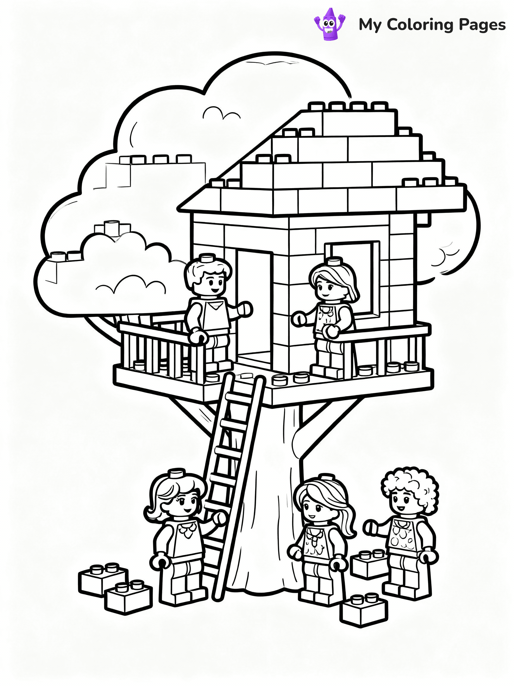 ⚠️ CRITICAL REQUIREMENT - ABSOLUTE BLACK AND WHITE ONLY ⚠️
This MUST be a BLACK AND WHITE line drawing ONLY. NO COLORS whatsoever.
- ONLY pure black lines (#000000) on pure white background (#FFFFFF)
- ABSOLUTELY NO colors, NO shading, NO gradients, NO grayscale
- If there are ANY colors in the output, the image is REJECTED
- This is a COLORING PAGE - meant to be COLORED IN by children
- The output must be UNCOLORED line art ready for coloring
⚠️ SUBJECT TO DRAW: Lego Friends characters in blocky Lego style, building a treehouse, bricks scattered around
(REMEMBER: Output must be BLACK AND WHITE line art only, NOT colored!)
# COLORING PAGE: BLACK OUTLINES ONLY - WHITE BACKGROUND MANDATORY
Create a **coloring book page** using EXACTLY two values: black lines, white space.
## NON-NEGOTIABLE BINARY RULES
- **ONLY #000000 (black) and #FFFFFF (white)** - NO other values exist
- **EVERY PIXEL = BLACK OR WHITE** - no gray/shading/antialiasing
- **WHITE BACKGROUND MANDATORY** - entire canvas stays white
- **ALL SHAPES HOLLOW** - everything is empty outlines waiting to be colored
- **FORBIDDEN:** fills, shading, gradients, patterns, textures, colors
- **NO SOLID REGIONS** - if it's not a thin line, it's wrong
## Universal Line Standards
- Black outlines ONLY - thin, uniform weight
- Every shape completely empty inside
- Closed contours suitable for coloring
- Simple flat illustration - zero depth/3D/realism
- **Style:** Whimsical Doodle Art Alley - rounded, friendly outlines (unless specified)
## Everything = Outline Only
- Characters/animals: hollow shapes
- Objects/clothing: empty contours
- Backgrounds/scenery: line work only
- Natural elements: outlined forms
- Dark/night areas: don't exist (use outlined symbols)
- Textures/patterns: convert to simple lines
## The Test
Can a child color EVERY white space with crayons? If any area is pre-filled/shaded/gray or colored in, it FAILS. Every shape must be waiting to receive color.
**FINAL OUTPUT**: Binary coloring page. Black lines define shapes. White spaces ready for coloring. Nothing else exists. No exceptions. Print-ready.
⚠️ FINAL REMINDER: Draw the subject "Lego Friends characters in blocky Lego style, building a treehouse, bricks scattered around" as BLACK AND WHITE line art. Zero colors in output.