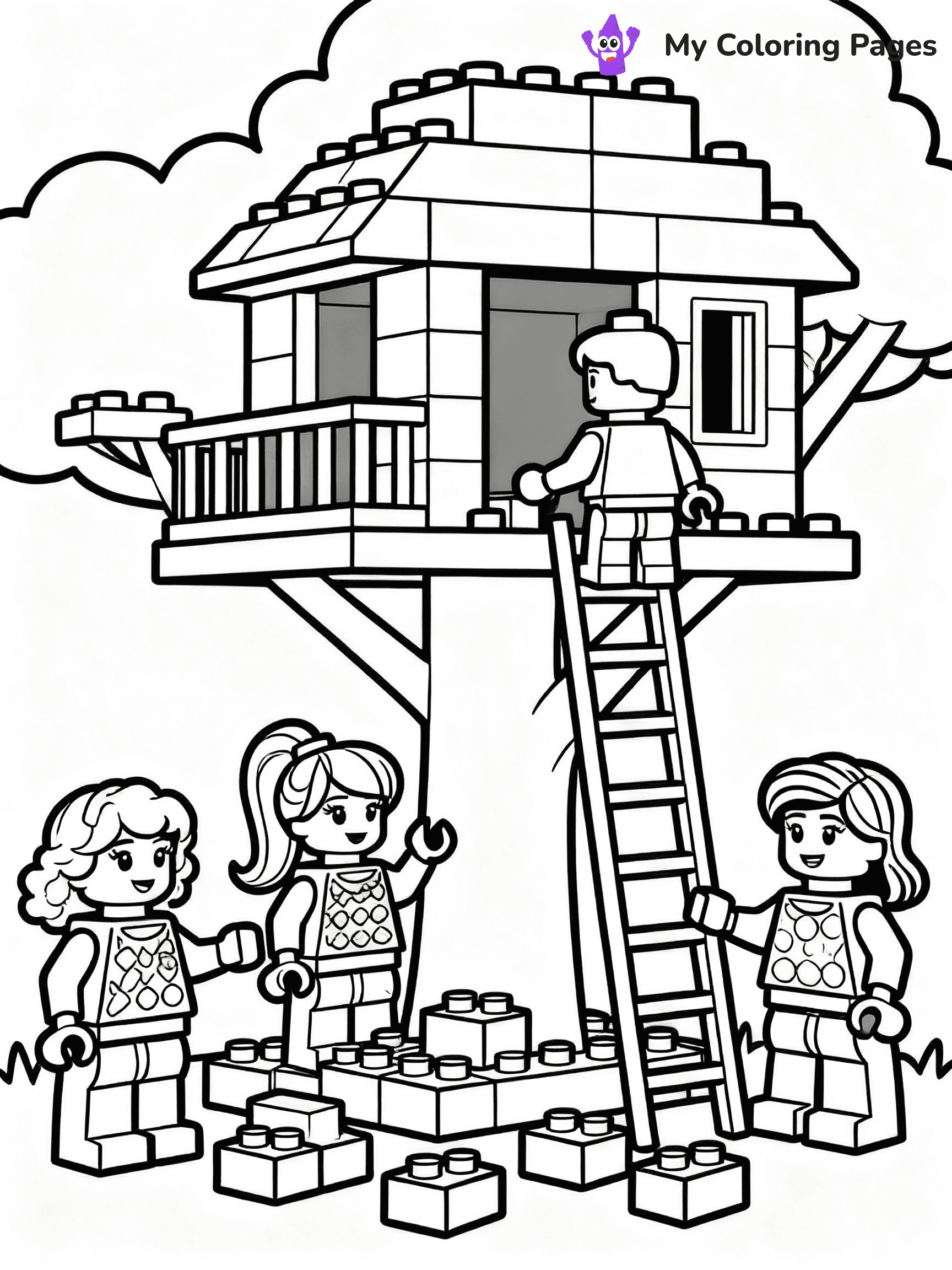 ⚠️ CRITICAL REQUIREMENT - ABSOLUTE BLACK AND WHITE ONLY ⚠️
This MUST be a BLACK AND WHITE line drawing ONLY. NO COLORS whatsoever.
- ONLY pure black lines (#000000) on pure white background (#FFFFFF)
- ABSOLUTELY NO colors, NO shading, NO gradients, NO grayscale
- If there are ANY colors in the output, the image is REJECTED
- This is a COLORING PAGE - meant to be COLORED IN by children
- The output must be UNCOLORED line art ready for coloring
⚠️ SUBJECT TO DRAW: Lego Friends characters in blocky Lego style, building a treehouse, bricks scattered around
(REMEMBER: Output must be BLACK AND WHITE line art only, NOT colored!)
# COLORING PAGE: BLACK OUTLINES ONLY - WHITE BACKGROUND MANDATORY
Create a **coloring book page** using EXACTLY two values: black lines, white space.
## NON-NEGOTIABLE BINARY RULES
- **ONLY #000000 (black) and #FFFFFF (white)** - NO other values exist
- **EVERY PIXEL = BLACK OR WHITE** - no gray/shading/antialiasing
- **WHITE BACKGROUND MANDATORY** - entire canvas stays white
- **ALL SHAPES HOLLOW** - everything is empty outlines waiting to be colored
- **FORBIDDEN:** fills, shading, gradients, patterns, textures, colors
- **NO SOLID REGIONS** - if it's not a thin line, it's wrong
## Universal Line Standards
- Black outlines ONLY - thin, uniform weight
- Every shape completely empty inside
- Closed contours suitable for coloring
- Simple flat illustration - zero depth/3D/realism
- **Style:** Whimsical Doodle Art Alley - rounded, friendly outlines (unless specified)
## Everything = Outline Only
- Characters/animals: hollow shapes
- Objects/clothing: empty contours
- Backgrounds/scenery: line work only
- Natural elements: outlined forms
- Dark/night areas: don't exist (use outlined symbols)
- Textures/patterns: convert to simple lines
## The Test
Can a child color EVERY white space with crayons? If any area is pre-filled/shaded/gray or colored in, it FAILS. Every shape must be waiting to receive color.
**FINAL OUTPUT**: Binary coloring page. Black lines define shapes. White spaces ready for coloring. Nothing else exists. No exceptions. Print-ready.
⚠️ FINAL REMINDER: Draw the subject "Lego Friends characters in blocky Lego style, building a treehouse, bricks scattered around" as BLACK AND WHITE line art. Zero colors in output.