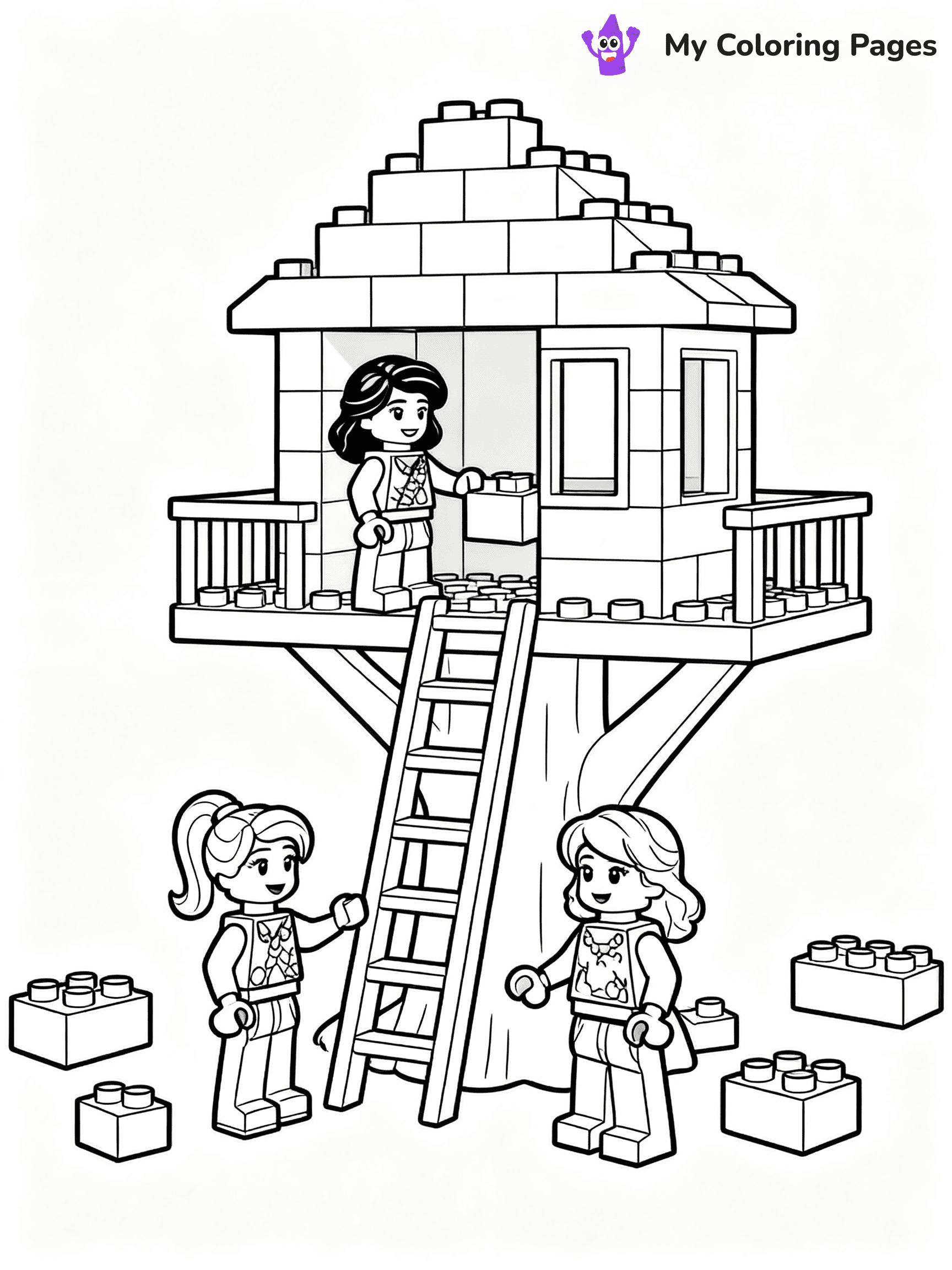 ⚠️ CRITICAL REQUIREMENT - ABSOLUTE BLACK AND WHITE ONLY ⚠️
This MUST be a BLACK AND WHITE line drawing ONLY. NO COLORS whatsoever.
- ONLY pure black lines (#000000) on pure white background (#FFFFFF)
- ABSOLUTELY NO colors, NO shading, NO gradients, NO grayscale
- If there are ANY colors in the output, the image is REJECTED
- This is a COLORING PAGE - meant to be COLORED IN by children
- The output must be UNCOLORED line art ready for coloring
⚠️ SUBJECT TO DRAW: Lego Friends characters in blocky Lego style, building a treehouse, bricks scattered around
(REMEMBER: Output must be BLACK AND WHITE line art only, NOT colored!)
# COLORING PAGE: BLACK OUTLINES ONLY - WHITE BACKGROUND MANDATORY
Create a **coloring book page** using EXACTLY two values: black lines, white space.
## NON-NEGOTIABLE BINARY RULES
- **ONLY #000000 (black) and #FFFFFF (white)** - NO other values exist
- **EVERY PIXEL = BLACK OR WHITE** - no gray/shading/antialiasing
- **WHITE BACKGROUND MANDATORY** - entire canvas stays white
- **ALL SHAPES HOLLOW** - everything is empty outlines waiting to be colored
- **FORBIDDEN:** fills, shading, gradients, patterns, textures, colors
- **NO SOLID REGIONS** - if it's not a thin line, it's wrong
## Universal Line Standards
- Black outlines ONLY - thin, uniform weight
- Every shape completely empty inside
- Closed contours suitable for coloring
- Simple flat illustration - zero depth/3D/realism
- **Style:** Whimsical Doodle Art Alley - rounded, friendly outlines (unless specified)
## Everything = Outline Only
- Characters/animals: hollow shapes
- Objects/clothing: empty contours
- Backgrounds/scenery: line work only
- Natural elements: outlined forms
- Dark/night areas: don't exist (use outlined symbols)
- Textures/patterns: convert to simple lines
## The Test
Can a child color EVERY white space with crayons? If any area is pre-filled/shaded/gray or colored in, it FAILS. Every shape must be waiting to receive color.
**FINAL OUTPUT**: Binary coloring page. Black lines define shapes. White spaces ready for coloring. Nothing else exists. No exceptions. Print-ready.
⚠️ FINAL REMINDER: Draw the subject "Lego Friends characters in blocky Lego style, building a treehouse, bricks scattered around" as BLACK AND WHITE line art. Zero colors in output.