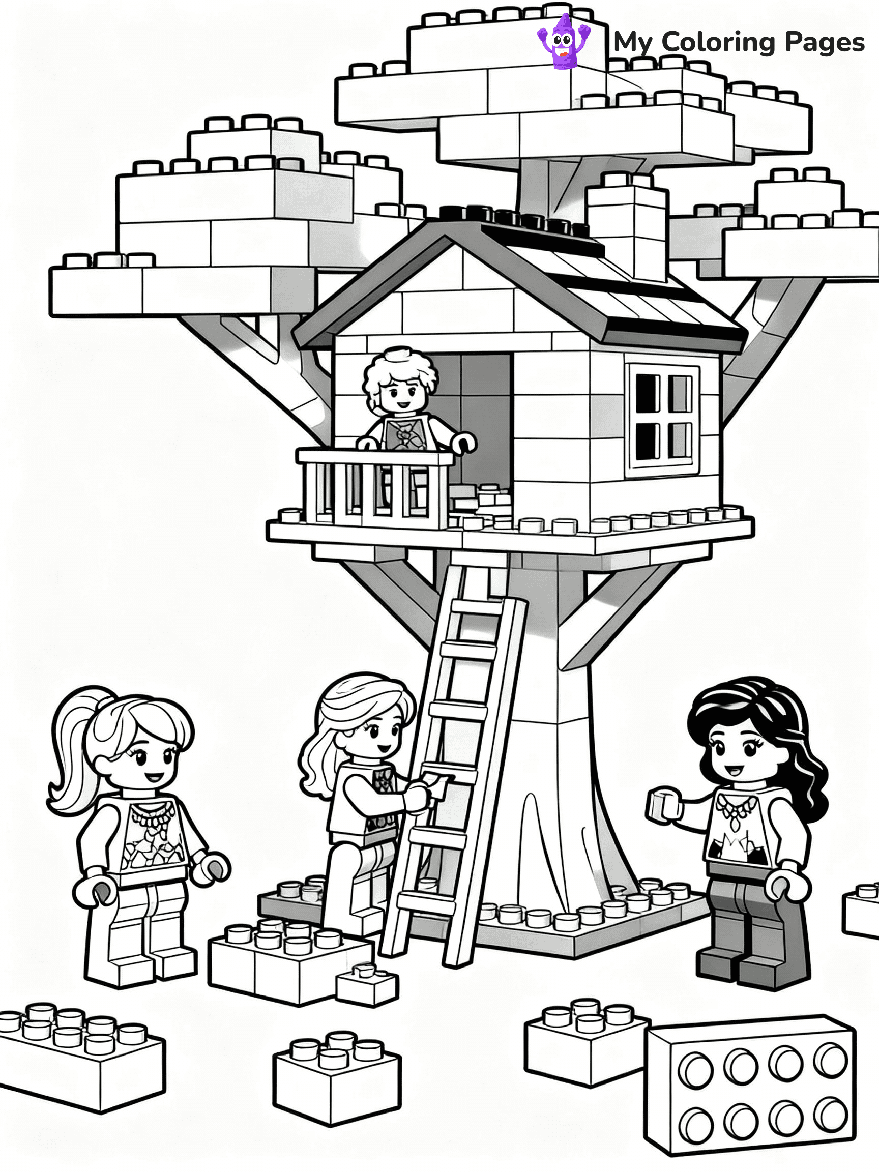 ⚠️ CRITICAL REQUIREMENT - ABSOLUTE BLACK AND WHITE ONLY ⚠️
This MUST be a BLACK AND WHITE line drawing ONLY. NO COLORS whatsoever.
- ONLY pure black lines (#000000) on pure white background (#FFFFFF)
- ABSOLUTELY NO colors, NO shading, NO gradients, NO grayscale
- If there are ANY colors in the output, the image is REJECTED
- This is a COLORING PAGE - meant to be COLORED IN by children
- The output must be UNCOLORED line art ready for coloring
⚠️ SUBJECT TO DRAW: Lego Friends characters in blocky Lego style, building a treehouse, bricks scattered around
(REMEMBER: Output must be BLACK AND WHITE line art only, NOT colored!)
# COLORING PAGE: BLACK OUTLINES ONLY - WHITE BACKGROUND MANDATORY
Create a **coloring book page** using EXACTLY two values: black lines, white space.
## NON-NEGOTIABLE BINARY RULES
- **ONLY #000000 (black) and #FFFFFF (white)** - NO other values exist
- **EVERY PIXEL = BLACK OR WHITE** - no gray/shading/antialiasing
- **WHITE BACKGROUND MANDATORY** - entire canvas stays white
- **ALL SHAPES HOLLOW** - everything is empty outlines waiting to be colored
- **FORBIDDEN:** fills, shading, gradients, patterns, textures, colors
- **NO SOLID REGIONS** - if it's not a thin line, it's wrong
## Universal Line Standards
- Black outlines ONLY - thin, uniform weight
- Every shape completely empty inside
- Closed contours suitable for coloring
- Simple flat illustration - zero depth/3D/realism
- **Style:** Whimsical Doodle Art Alley - rounded, friendly outlines (unless specified)
## Everything = Outline Only
- Characters/animals: hollow shapes
- Objects/clothing: empty contours
- Backgrounds/scenery: line work only
- Natural elements: outlined forms
- Dark/night areas: don't exist (use outlined symbols)
- Textures/patterns: convert to simple lines
## The Test
Can a child color EVERY white space with crayons? If any area is pre-filled/shaded/gray or colored in, it FAILS. Every shape must be waiting to receive color.
**FINAL OUTPUT**: Binary coloring page. Black lines define shapes. White spaces ready for coloring. Nothing else exists. No exceptions. Print-ready.
⚠️ FINAL REMINDER: Draw the subject "Lego Friends characters in blocky Lego style, building a treehouse, bricks scattered around" as BLACK AND WHITE line art. Zero colors in output.