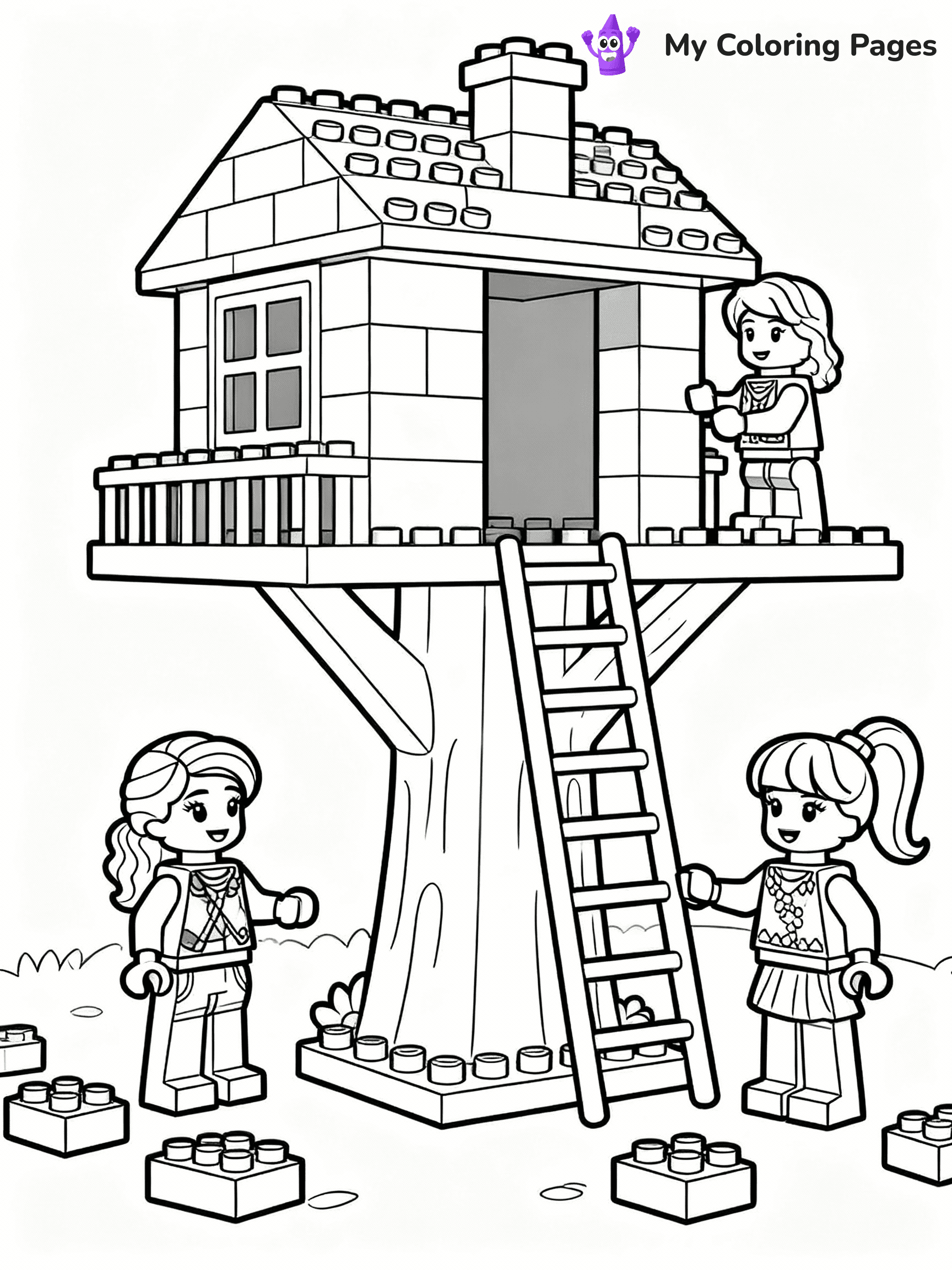 ⚠️ CRITICAL REQUIREMENT - ABSOLUTE BLACK AND WHITE ONLY ⚠️
This MUST be a BLACK AND WHITE line drawing ONLY. NO COLORS whatsoever.
- ONLY pure black lines (#000000) on pure white background (#FFFFFF)
- ABSOLUTELY NO colors, NO shading, NO gradients, NO grayscale
- If there are ANY colors in the output, the image is REJECTED
- This is a COLORING PAGE - meant to be COLORED IN by children
- The output must be UNCOLORED line art ready for coloring
⚠️ SUBJECT TO DRAW: Lego Friends characters in blocky Lego style, building a treehouse, bricks scattered around
(REMEMBER: Output must be BLACK AND WHITE line art only, NOT colored!)
# COLORING PAGE: BLACK OUTLINES ONLY - WHITE BACKGROUND MANDATORY
Create a **coloring book page** using EXACTLY two values: black lines, white space.
## NON-NEGOTIABLE BINARY RULES
- **ONLY #000000 (black) and #FFFFFF (white)** - NO other values exist
- **EVERY PIXEL = BLACK OR WHITE** - no gray/shading/antialiasing
- **WHITE BACKGROUND MANDATORY** - entire canvas stays white
- **ALL SHAPES HOLLOW** - everything is empty outlines waiting to be colored
- **FORBIDDEN:** fills, shading, gradients, patterns, textures, colors
- **NO SOLID REGIONS** - if it's not a thin line, it's wrong
## Universal Line Standards
- Black outlines ONLY - thin, uniform weight
- Every shape completely empty inside
- Closed contours suitable for coloring
- Simple flat illustration - zero depth/3D/realism
- **Style:** Whimsical Doodle Art Alley - rounded, friendly outlines (unless specified)
## Everything = Outline Only
- Characters/animals: hollow shapes
- Objects/clothing: empty contours
- Backgrounds/scenery: line work only
- Natural elements: outlined forms
- Dark/night areas: don't exist (use outlined symbols)
- Textures/patterns: convert to simple lines
## The Test
Can a child color EVERY white space with crayons? If any area is pre-filled/shaded/gray or colored in, it FAILS. Every shape must be waiting to receive color.
**FINAL OUTPUT**: Binary coloring page. Black lines define shapes. White spaces ready for coloring. Nothing else exists. No exceptions. Print-ready.
⚠️ FINAL REMINDER: Draw the subject "Lego Friends characters in blocky Lego style, building a treehouse, bricks scattered around" as BLACK AND WHITE line art. Zero colors in output.