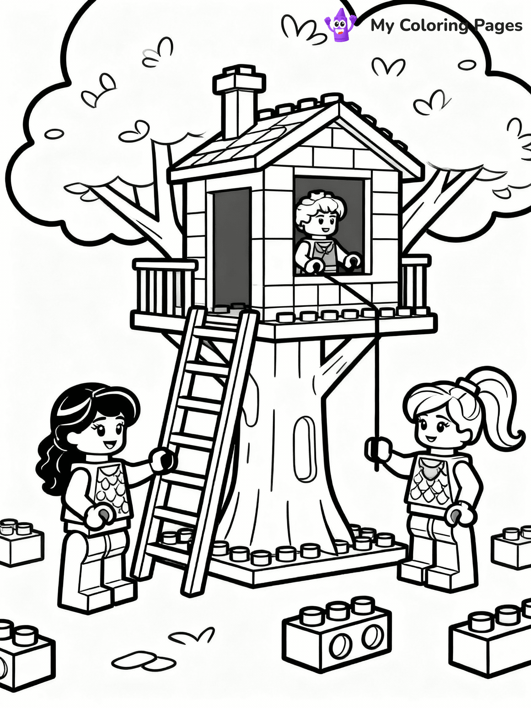 ⚠️ CRITICAL REQUIREMENT - ABSOLUTE BLACK AND WHITE ONLY ⚠️
This MUST be a BLACK AND WHITE line drawing ONLY. NO COLORS whatsoever.
- ONLY pure black lines (#000000) on pure white background (#FFFFFF)
- ABSOLUTELY NO colors, NO shading, NO gradients, NO grayscale
- If there are ANY colors in the output, the image is REJECTED
- This is a COLORING PAGE - meant to be COLORED IN by children
- The output must be UNCOLORED line art ready for coloring
⚠️ SUBJECT TO DRAW: Lego Friends characters in blocky Lego style, building a treehouse, bricks scattered around
(REMEMBER: Output must be BLACK AND WHITE line art only, NOT colored!)
# COLORING PAGE: BLACK OUTLINES ONLY - WHITE BACKGROUND MANDATORY
Create a **coloring book page** using EXACTLY two values: black lines, white space.
## NON-NEGOTIABLE BINARY RULES
- **ONLY #000000 (black) and #FFFFFF (white)** - NO other values exist
- **EVERY PIXEL = BLACK OR WHITE** - no gray/shading/antialiasing
- **WHITE BACKGROUND MANDATORY** - entire canvas stays white
- **ALL SHAPES HOLLOW** - everything is empty outlines waiting to be colored
- **FORBIDDEN:** fills, shading, gradients, patterns, textures, colors
- **NO SOLID REGIONS** - if it's not a thin line, it's wrong
## Universal Line Standards
- Black outlines ONLY - thin, uniform weight
- Every shape completely empty inside
- Closed contours suitable for coloring
- Simple flat illustration - zero depth/3D/realism
- **Style:** Whimsical Doodle Art Alley - rounded, friendly outlines (unless specified)
## Everything = Outline Only
- Characters/animals: hollow shapes
- Objects/clothing: empty contours
- Backgrounds/scenery: line work only
- Natural elements: outlined forms
- Dark/night areas: don't exist (use outlined symbols)
- Textures/patterns: convert to simple lines
## The Test
Can a child color EVERY white space with crayons? If any area is pre-filled/shaded/gray or colored in, it FAILS. Every shape must be waiting to receive color.
**FINAL OUTPUT**: Binary coloring page. Black lines define shapes. White spaces ready for coloring. Nothing else exists. No exceptions. Print-ready.
⚠️ FINAL REMINDER: Draw the subject "Lego Friends characters in blocky Lego style, building a treehouse, bricks scattered around" as BLACK AND WHITE line art. Zero colors in output.