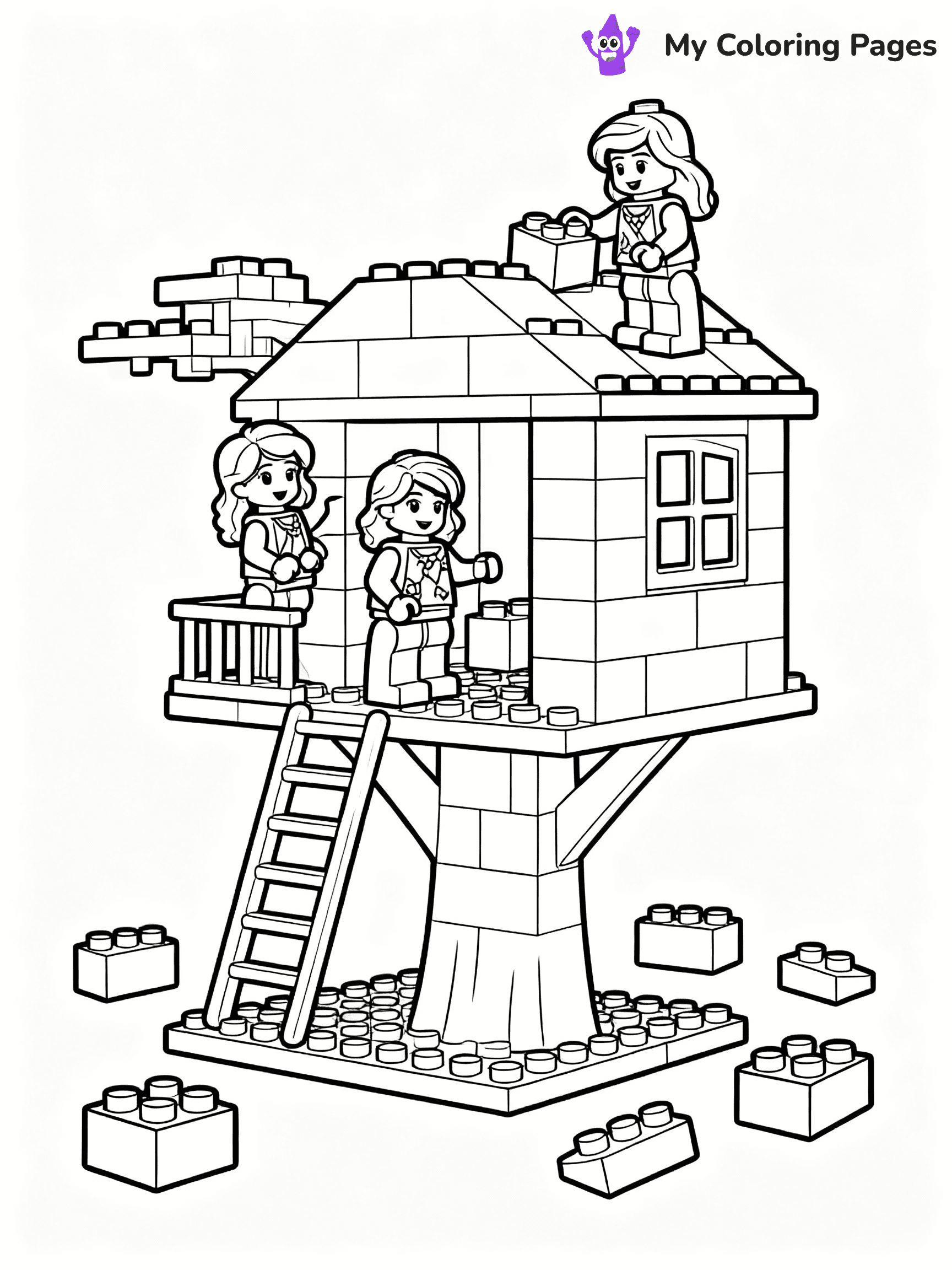 ⚠️ CRITICAL REQUIREMENT - ABSOLUTE BLACK AND WHITE ONLY ⚠️
This MUST be a BLACK AND WHITE line drawing ONLY. NO COLORS whatsoever.
- ONLY pure black lines (#000000) on pure white background (#FFFFFF)
- ABSOLUTELY NO colors, NO shading, NO gradients, NO grayscale
- If there are ANY colors in the output, the image is REJECTED
- This is a COLORING PAGE - meant to be COLORED IN by children
- The output must be UNCOLORED line art ready for coloring
⚠️ SUBJECT TO DRAW: Lego Friends characters in blocky Lego style, building a treehouse, bricks scattered around
(REMEMBER: Output must be BLACK AND WHITE line art only, NOT colored!)
# COLORING PAGE: BLACK OUTLINES ONLY - WHITE BACKGROUND MANDATORY
Create a **coloring book page** using EXACTLY two values: black lines, white space.
## NON-NEGOTIABLE BINARY RULES
- **ONLY #000000 (black) and #FFFFFF (white)** - NO other values exist
- **EVERY PIXEL = BLACK OR WHITE** - no gray/shading/antialiasing
- **WHITE BACKGROUND MANDATORY** - entire canvas stays white
- **ALL SHAPES HOLLOW** - everything is empty outlines waiting to be colored
- **FORBIDDEN:** fills, shading, gradients, patterns, textures, colors
- **NO SOLID REGIONS** - if it's not a thin line, it's wrong
## Universal Line Standards
- Black outlines ONLY - thin, uniform weight
- Every shape completely empty inside
- Closed contours suitable for coloring
- Simple flat illustration - zero depth/3D/realism
- **Style:** Whimsical Doodle Art Alley - rounded, friendly outlines (unless specified)
## Everything = Outline Only
- Characters/animals: hollow shapes
- Objects/clothing: empty contours
- Backgrounds/scenery: line work only
- Natural elements: outlined forms
- Dark/night areas: don't exist (use outlined symbols)
- Textures/patterns: convert to simple lines
## The Test
Can a child color EVERY white space with crayons? If any area is pre-filled/shaded/gray or colored in, it FAILS. Every shape must be waiting to receive color.
**FINAL OUTPUT**: Binary coloring page. Black lines define shapes. White spaces ready for coloring. Nothing else exists. No exceptions. Print-ready.
⚠️ FINAL REMINDER: Draw the subject "Lego Friends characters in blocky Lego style, building a treehouse, bricks scattered around" as BLACK AND WHITE line art. Zero colors in output.