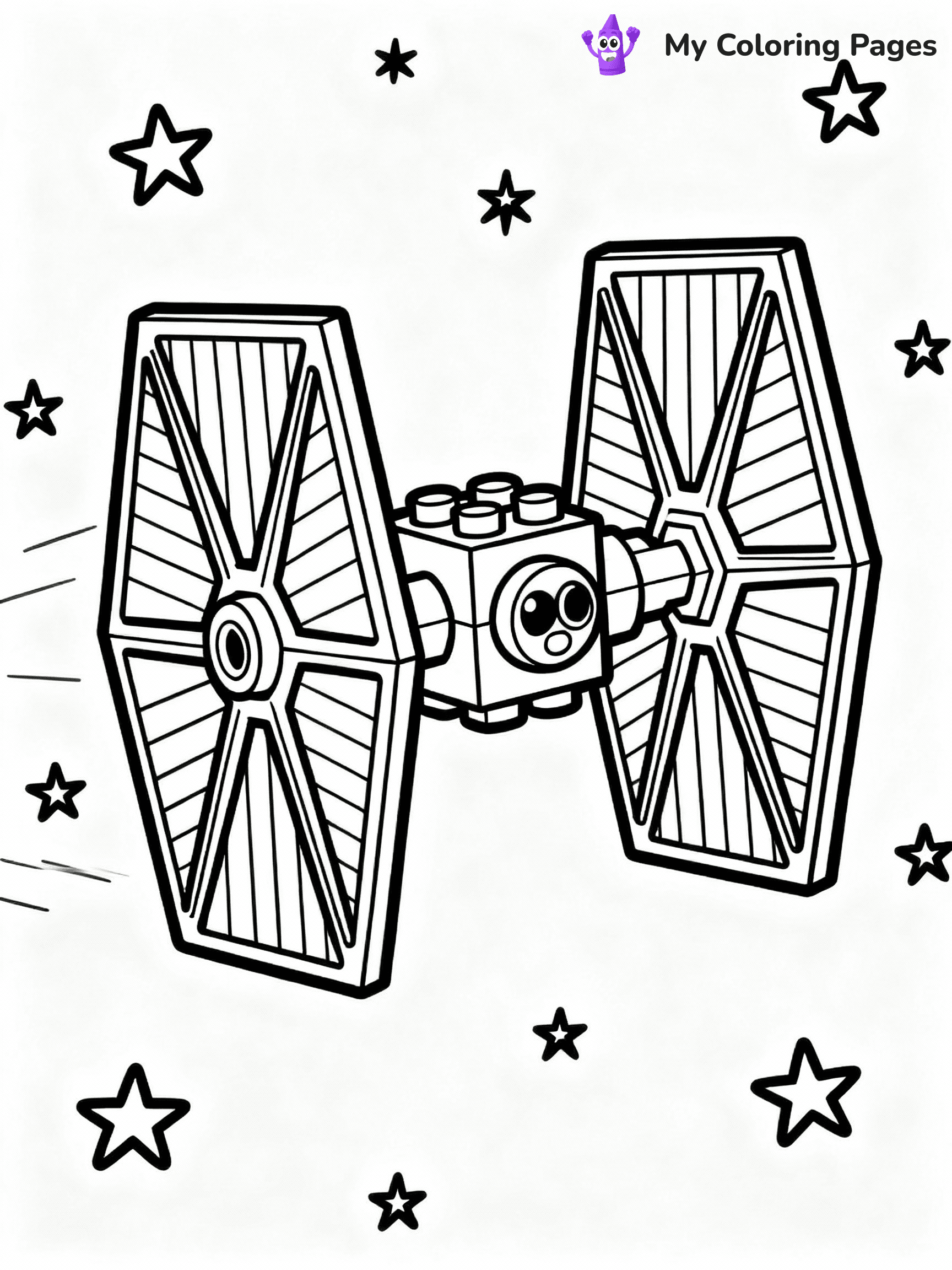 ⚠️ CRITICAL REQUIREMENT - ABSOLUTE BLACK AND WHITE ONLY ⚠️
This MUST be a BLACK AND WHITE line drawing ONLY. NO COLORS whatsoever.
- ONLY pure black lines (#000000) on pure white background (#FFFFFF)
- ABSOLUTELY NO colors, NO shading, NO gradients, NO grayscale
- If there are ANY colors in the output, the image is REJECTED
- This is a COLORING PAGE - meant to be COLORED IN by children
- The output must be UNCOLORED line art ready for coloring
⚠️ SUBJECT TO DRAW: Lego Star Wars spaceship in blocky Lego style, TIE fighter in flight, stars in the background
(REMEMBER: Output must be BLACK AND WHITE line art only, NOT colored!)
# COLORING PAGE: BLACK OUTLINES ONLY - WHITE BACKGROUND MANDATORY
Create a **coloring book page** using EXACTLY two values: black lines, white space.
## NON-NEGOTIABLE BINARY RULES
- **ONLY #000000 (black) and #FFFFFF (white)** - NO other values exist
- **EVERY PIXEL = BLACK OR WHITE** - no gray/shading/antialiasing
- **WHITE BACKGROUND MANDATORY** - entire canvas stays white
- **ALL SHAPES HOLLOW** - everything is empty outlines waiting to be colored
- **FORBIDDEN:** fills, shading, gradients, patterns, textures, colors
- **NO SOLID REGIONS** - if it's not a thin line, it's wrong
## Universal Line Standards
- Black outlines ONLY - thin, uniform weight
- Every shape completely empty inside
- Closed contours suitable for coloring
- Simple flat illustration - zero depth/3D/realism
- **Style:** Whimsical Doodle Art Alley - rounded, friendly outlines (unless specified)
## Everything = Outline Only
- Characters/animals: hollow shapes
- Objects/clothing: empty contours
- Backgrounds/scenery: line work only
- Natural elements: outlined forms
- Dark/night areas: don't exist (use outlined symbols)
- Textures/patterns: convert to simple lines
## The Test
Can a child color EVERY white space with crayons? If any area is pre-filled/shaded/gray or colored in, it FAILS. Every shape must be waiting to receive color.
**FINAL OUTPUT**: Binary coloring page. Black lines define shapes. White spaces ready for coloring. Nothing else exists. No exceptions. Print-ready.
⚠️ FINAL REMINDER: Draw the subject "Lego Star Wars spaceship in blocky Lego style, TIE fighter in flight, stars in the background" as BLACK AND WHITE line art. Zero colors in output.