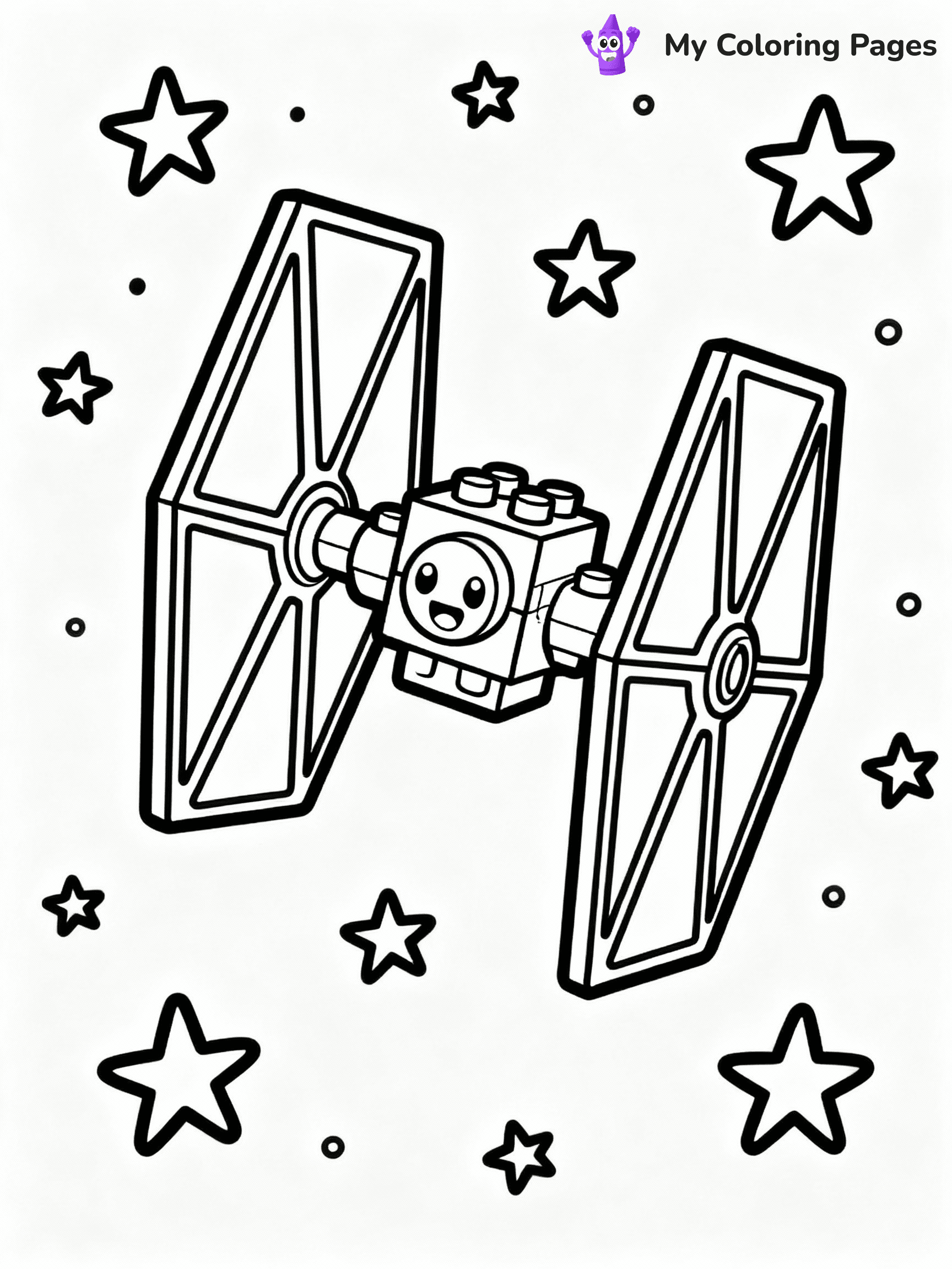 ⚠️ CRITICAL REQUIREMENT - ABSOLUTE BLACK AND WHITE ONLY ⚠️
This MUST be a BLACK AND WHITE line drawing ONLY. NO COLORS whatsoever.
- ONLY pure black lines (#000000) on pure white background (#FFFFFF)
- ABSOLUTELY NO colors, NO shading, NO gradients, NO grayscale
- If there are ANY colors in the output, the image is REJECTED
- This is a COLORING PAGE - meant to be COLORED IN by children
- The output must be UNCOLORED line art ready for coloring
⚠️ SUBJECT TO DRAW: Lego Star Wars spaceship in blocky Lego style, TIE fighter in flight, stars in the background
(REMEMBER: Output must be BLACK AND WHITE line art only, NOT colored!)
# COLORING PAGE: BLACK OUTLINES ONLY - WHITE BACKGROUND MANDATORY
Create a **coloring book page** using EXACTLY two values: black lines, white space.
## NON-NEGOTIABLE BINARY RULES
- **ONLY #000000 (black) and #FFFFFF (white)** - NO other values exist
- **EVERY PIXEL = BLACK OR WHITE** - no gray/shading/antialiasing
- **WHITE BACKGROUND MANDATORY** - entire canvas stays white
- **ALL SHAPES HOLLOW** - everything is empty outlines waiting to be colored
- **FORBIDDEN:** fills, shading, gradients, patterns, textures, colors
- **NO SOLID REGIONS** - if it's not a thin line, it's wrong
## Universal Line Standards
- Black outlines ONLY - thin, uniform weight
- Every shape completely empty inside
- Closed contours suitable for coloring
- Simple flat illustration - zero depth/3D/realism
- **Style:** Whimsical Doodle Art Alley - rounded, friendly outlines (unless specified)
## Everything = Outline Only
- Characters/animals: hollow shapes
- Objects/clothing: empty contours
- Backgrounds/scenery: line work only
- Natural elements: outlined forms
- Dark/night areas: don't exist (use outlined symbols)
- Textures/patterns: convert to simple lines
## The Test
Can a child color EVERY white space with crayons? If any area is pre-filled/shaded/gray or colored in, it FAILS. Every shape must be waiting to receive color.
**FINAL OUTPUT**: Binary coloring page. Black lines define shapes. White spaces ready for coloring. Nothing else exists. No exceptions. Print-ready.
⚠️ FINAL REMINDER: Draw the subject "Lego Star Wars spaceship in blocky Lego style, TIE fighter in flight, stars in the background" as BLACK AND WHITE line art. Zero colors in output.