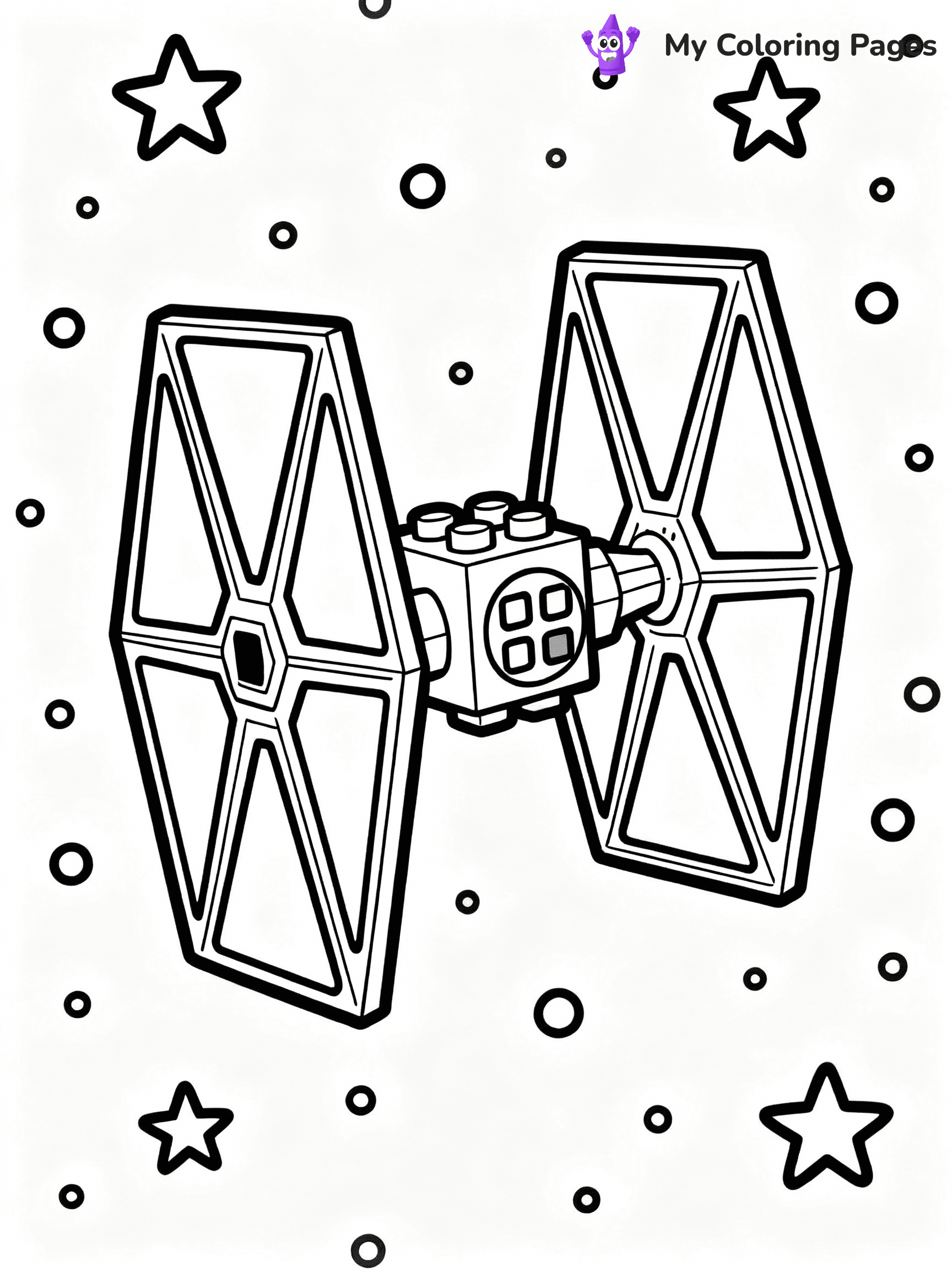 ⚠️ CRITICAL REQUIREMENT - ABSOLUTE BLACK AND WHITE ONLY ⚠️
This MUST be a BLACK AND WHITE line drawing ONLY. NO COLORS whatsoever.
- ONLY pure black lines (#000000) on pure white background (#FFFFFF)
- ABSOLUTELY NO colors, NO shading, NO gradients, NO grayscale
- If there are ANY colors in the output, the image is REJECTED
- This is a COLORING PAGE - meant to be COLORED IN by children
- The output must be UNCOLORED line art ready for coloring
⚠️ SUBJECT TO DRAW: Lego Star Wars spaceship in blocky Lego style, TIE fighter in flight, stars in the background
(REMEMBER: Output must be BLACK AND WHITE line art only, NOT colored!)
# COLORING PAGE: BLACK OUTLINES ONLY - WHITE BACKGROUND MANDATORY
Create a **coloring book page** using EXACTLY two values: black lines, white space.
## NON-NEGOTIABLE BINARY RULES
- **ONLY #000000 (black) and #FFFFFF (white)** - NO other values exist
- **EVERY PIXEL = BLACK OR WHITE** - no gray/shading/antialiasing
- **WHITE BACKGROUND MANDATORY** - entire canvas stays white
- **ALL SHAPES HOLLOW** - everything is empty outlines waiting to be colored
- **FORBIDDEN:** fills, shading, gradients, patterns, textures, colors
- **NO SOLID REGIONS** - if it's not a thin line, it's wrong
## Universal Line Standards
- Black outlines ONLY - thin, uniform weight
- Every shape completely empty inside
- Closed contours suitable for coloring
- Simple flat illustration - zero depth/3D/realism
- **Style:** Whimsical Doodle Art Alley - rounded, friendly outlines (unless specified)
## Everything = Outline Only
- Characters/animals: hollow shapes
- Objects/clothing: empty contours
- Backgrounds/scenery: line work only
- Natural elements: outlined forms
- Dark/night areas: don't exist (use outlined symbols)
- Textures/patterns: convert to simple lines
## The Test
Can a child color EVERY white space with crayons? If any area is pre-filled/shaded/gray or colored in, it FAILS. Every shape must be waiting to receive color.
**FINAL OUTPUT**: Binary coloring page. Black lines define shapes. White spaces ready for coloring. Nothing else exists. No exceptions. Print-ready.
⚠️ FINAL REMINDER: Draw the subject "Lego Star Wars spaceship in blocky Lego style, TIE fighter in flight, stars in the background" as BLACK AND WHITE line art. Zero colors in output.