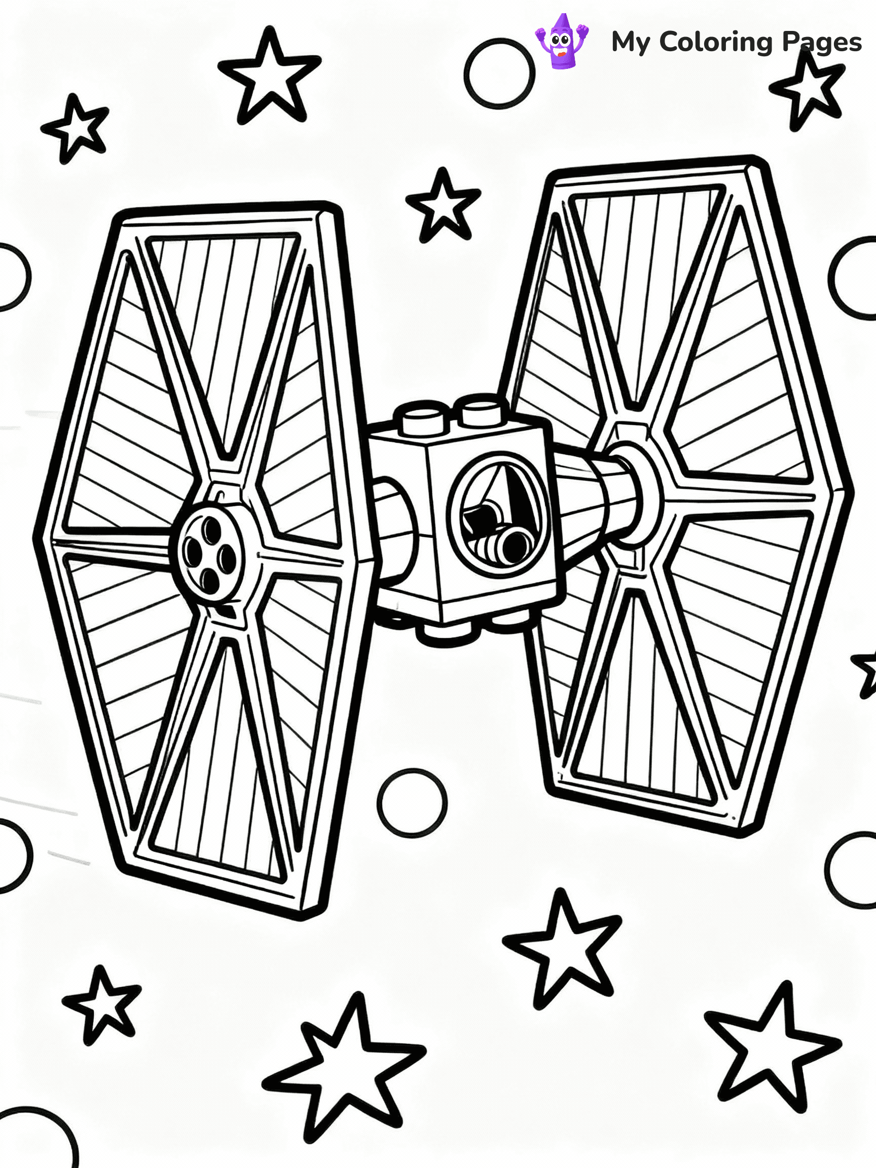 ⚠️ CRITICAL REQUIREMENT - ABSOLUTE BLACK AND WHITE ONLY ⚠️
This MUST be a BLACK AND WHITE line drawing ONLY. NO COLORS whatsoever.
- ONLY pure black lines (#000000) on pure white background (#FFFFFF)
- ABSOLUTELY NO colors, NO shading, NO gradients, NO grayscale
- If there are ANY colors in the output, the image is REJECTED
- This is a COLORING PAGE - meant to be COLORED IN by children
- The output must be UNCOLORED line art ready for coloring
⚠️ SUBJECT TO DRAW: Lego Star Wars spaceship in blocky Lego style, TIE fighter in flight, stars in the background
(REMEMBER: Output must be BLACK AND WHITE line art only, NOT colored!)
# COLORING PAGE: BLACK OUTLINES ONLY - WHITE BACKGROUND MANDATORY
Create a **coloring book page** using EXACTLY two values: black lines, white space.
## NON-NEGOTIABLE BINARY RULES
- **ONLY #000000 (black) and #FFFFFF (white)** - NO other values exist
- **EVERY PIXEL = BLACK OR WHITE** - no gray/shading/antialiasing
- **WHITE BACKGROUND MANDATORY** - entire canvas stays white
- **ALL SHAPES HOLLOW** - everything is empty outlines waiting to be colored
- **FORBIDDEN:** fills, shading, gradients, patterns, textures, colors
- **NO SOLID REGIONS** - if it's not a thin line, it's wrong
## Universal Line Standards
- Black outlines ONLY - thin, uniform weight
- Every shape completely empty inside
- Closed contours suitable for coloring
- Simple flat illustration - zero depth/3D/realism
- **Style:** Whimsical Doodle Art Alley - rounded, friendly outlines (unless specified)
## Everything = Outline Only
- Characters/animals: hollow shapes
- Objects/clothing: empty contours
- Backgrounds/scenery: line work only
- Natural elements: outlined forms
- Dark/night areas: don't exist (use outlined symbols)
- Textures/patterns: convert to simple lines
## The Test
Can a child color EVERY white space with crayons? If any area is pre-filled/shaded/gray or colored in, it FAILS. Every shape must be waiting to receive color.
**FINAL OUTPUT**: Binary coloring page. Black lines define shapes. White spaces ready for coloring. Nothing else exists. No exceptions. Print-ready.
⚠️ FINAL REMINDER: Draw the subject "Lego Star Wars spaceship in blocky Lego style, TIE fighter in flight, stars in the background" as BLACK AND WHITE line art. Zero colors in output.