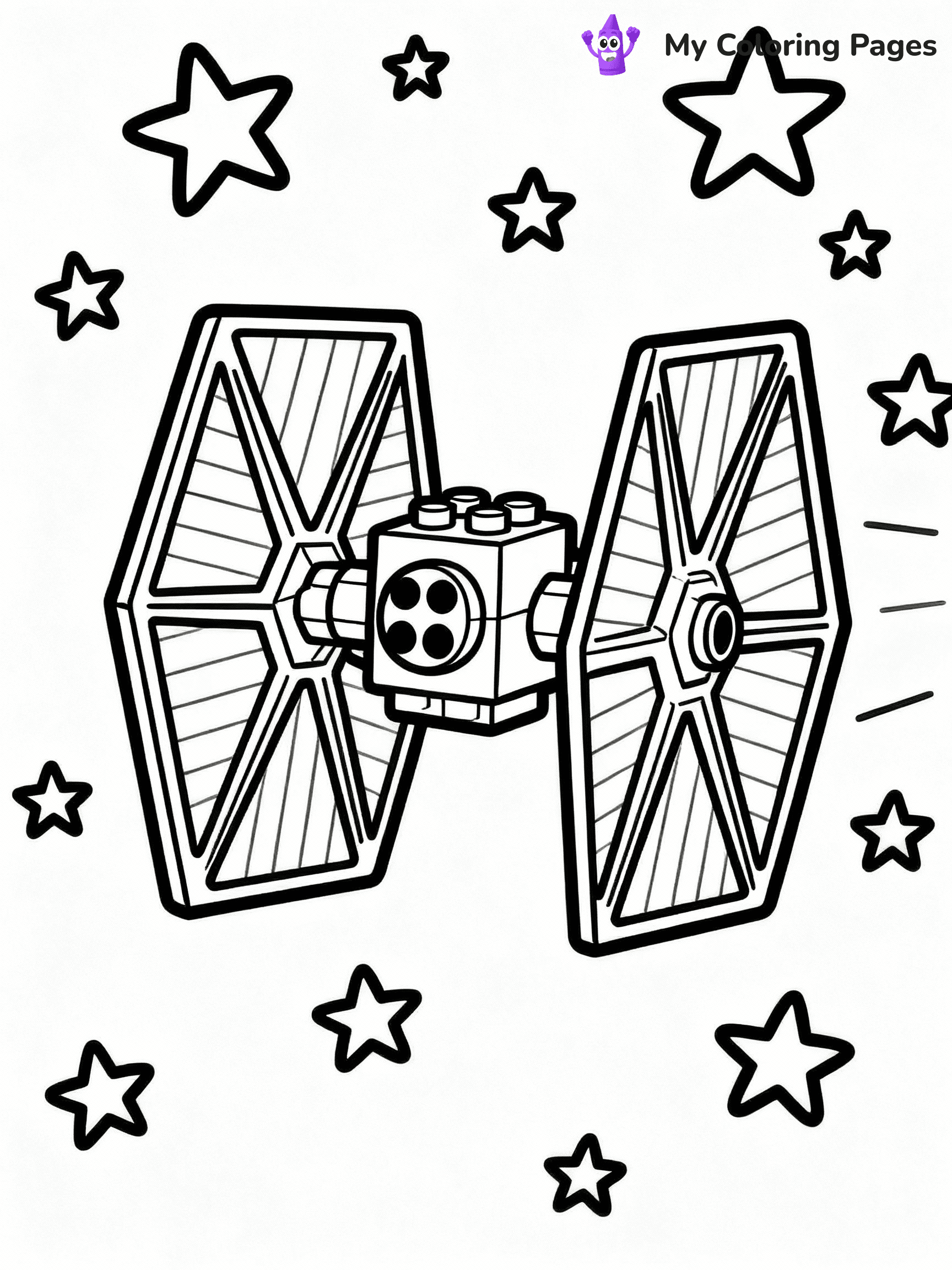 ⚠️ CRITICAL REQUIREMENT - ABSOLUTE BLACK AND WHITE ONLY ⚠️
This MUST be a BLACK AND WHITE line drawing ONLY. NO COLORS whatsoever.
- ONLY pure black lines (#000000) on pure white background (#FFFFFF)
- ABSOLUTELY NO colors, NO shading, NO gradients, NO grayscale
- If there are ANY colors in the output, the image is REJECTED
- This is a COLORING PAGE - meant to be COLORED IN by children
- The output must be UNCOLORED line art ready for coloring
⚠️ SUBJECT TO DRAW: Lego Star Wars spaceship in blocky Lego style, TIE fighter in flight, stars in the background
(REMEMBER: Output must be BLACK AND WHITE line art only, NOT colored!)
# COLORING PAGE: BLACK OUTLINES ONLY - WHITE BACKGROUND MANDATORY
Create a **coloring book page** using EXACTLY two values: black lines, white space.
## NON-NEGOTIABLE BINARY RULES
- **ONLY #000000 (black) and #FFFFFF (white)** - NO other values exist
- **EVERY PIXEL = BLACK OR WHITE** - no gray/shading/antialiasing
- **WHITE BACKGROUND MANDATORY** - entire canvas stays white
- **ALL SHAPES HOLLOW** - everything is empty outlines waiting to be colored
- **FORBIDDEN:** fills, shading, gradients, patterns, textures, colors
- **NO SOLID REGIONS** - if it's not a thin line, it's wrong
## Universal Line Standards
- Black outlines ONLY - thin, uniform weight
- Every shape completely empty inside
- Closed contours suitable for coloring
- Simple flat illustration - zero depth/3D/realism
- **Style:** Whimsical Doodle Art Alley - rounded, friendly outlines (unless specified)
## Everything = Outline Only
- Characters/animals: hollow shapes
- Objects/clothing: empty contours
- Backgrounds/scenery: line work only
- Natural elements: outlined forms
- Dark/night areas: don't exist (use outlined symbols)
- Textures/patterns: convert to simple lines
## The Test
Can a child color EVERY white space with crayons? If any area is pre-filled/shaded/gray or colored in, it FAILS. Every shape must be waiting to receive color.
**FINAL OUTPUT**: Binary coloring page. Black lines define shapes. White spaces ready for coloring. Nothing else exists. No exceptions. Print-ready.
⚠️ FINAL REMINDER: Draw the subject "Lego Star Wars spaceship in blocky Lego style, TIE fighter in flight, stars in the background" as BLACK AND WHITE line art. Zero colors in output.