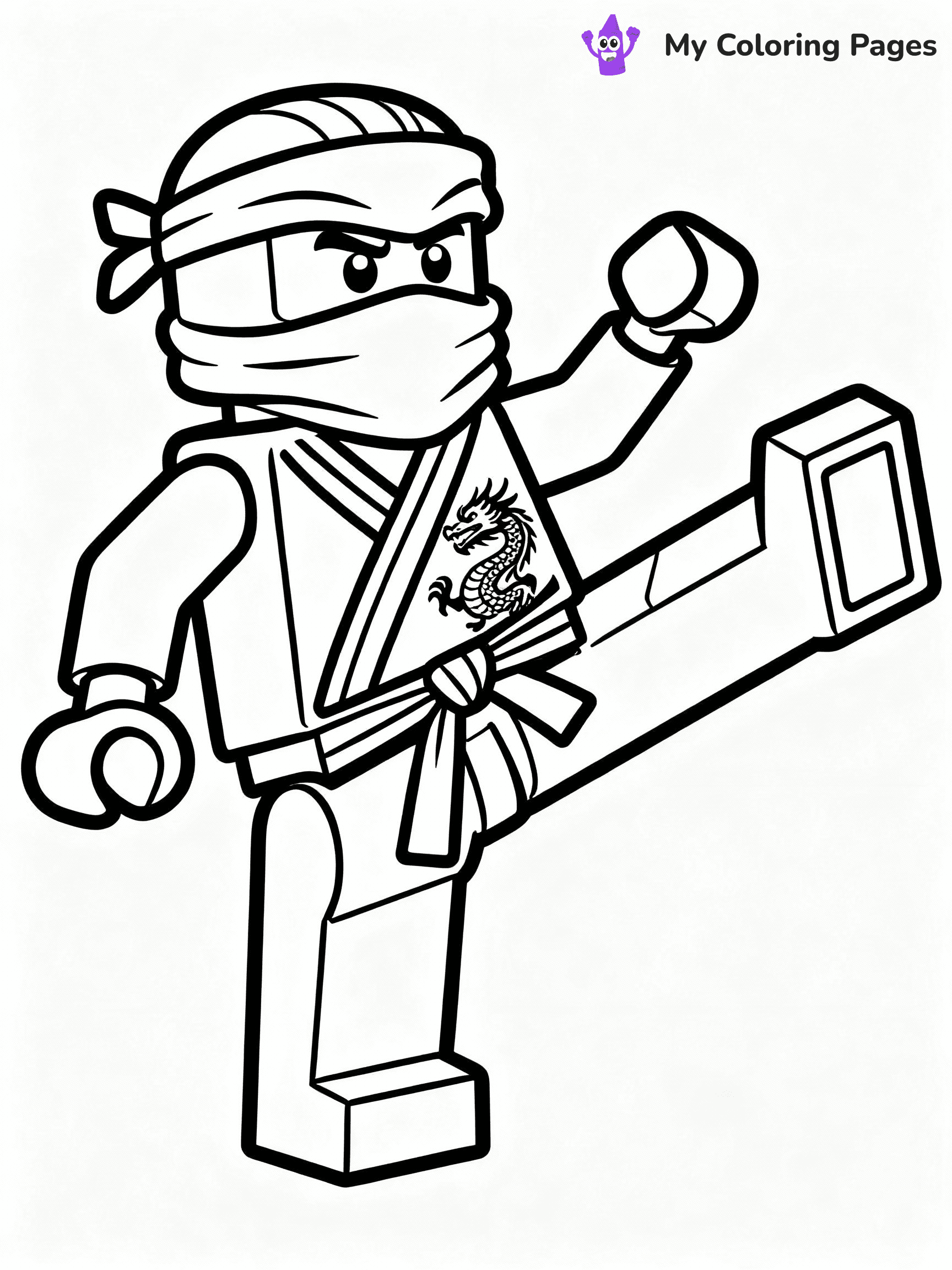 ⚠️ CRITICAL REQUIREMENT - ABSOLUTE BLACK AND WHITE ONLY ⚠️
This MUST be a BLACK AND WHITE line drawing ONLY. NO COLORS whatsoever.
- ONLY pure black lines (#000000) on pure white background (#FFFFFF)
- ABSOLUTELY NO colors, NO shading, NO gradients, NO grayscale
- If there are ANY colors in the output, the image is REJECTED
- This is a COLORING PAGE - meant to be COLORED IN by children
- The output must be UNCOLORED line art ready for coloring
⚠️ SUBJECT TO DRAW: Lego Ninjago ninja in blocky Lego style, performing a karate kick, dragon emblem on the outfit
(REMEMBER: Output must be BLACK AND WHITE line art only, NOT colored!)
# COLORING PAGE: BLACK OUTLINES ONLY - WHITE BACKGROUND MANDATORY
Create a **coloring book page** using EXACTLY two values: black lines, white space.
## NON-NEGOTIABLE BINARY RULES
- **ONLY #000000 (black) and #FFFFFF (white)** - NO other values exist
- **EVERY PIXEL = BLACK OR WHITE** - no gray/shading/antialiasing
- **WHITE BACKGROUND MANDATORY** - entire canvas stays white
- **ALL SHAPES HOLLOW** - everything is empty outlines waiting to be colored
- **FORBIDDEN:** fills, shading, gradients, patterns, textures, colors
- **NO SOLID REGIONS** - if it's not a thin line, it's wrong
## Universal Line Standards
- Black outlines ONLY - thin, uniform weight
- Every shape completely empty inside
- Closed contours suitable for coloring
- Simple flat illustration - zero depth/3D/realism
- **Style:** Whimsical Doodle Art Alley - rounded, friendly outlines (unless specified)
## Everything = Outline Only
- Characters/animals: hollow shapes
- Objects/clothing: empty contours
- Backgrounds/scenery: line work only
- Natural elements: outlined forms
- Dark/night areas: don't exist (use outlined symbols)
- Textures/patterns: convert to simple lines
## The Test
Can a child color EVERY white space with crayons? If any area is pre-filled/shaded/gray or colored in, it FAILS. Every shape must be waiting to receive color.
**FINAL OUTPUT**: Binary coloring page. Black lines define shapes. White spaces ready for coloring. Nothing else exists. No exceptions. Print-ready.
⚠️ FINAL REMINDER: Draw the subject "Lego Ninjago ninja in blocky Lego style, performing a karate kick, dragon emblem on the outfit" as BLACK AND WHITE line art. Zero colors in output.