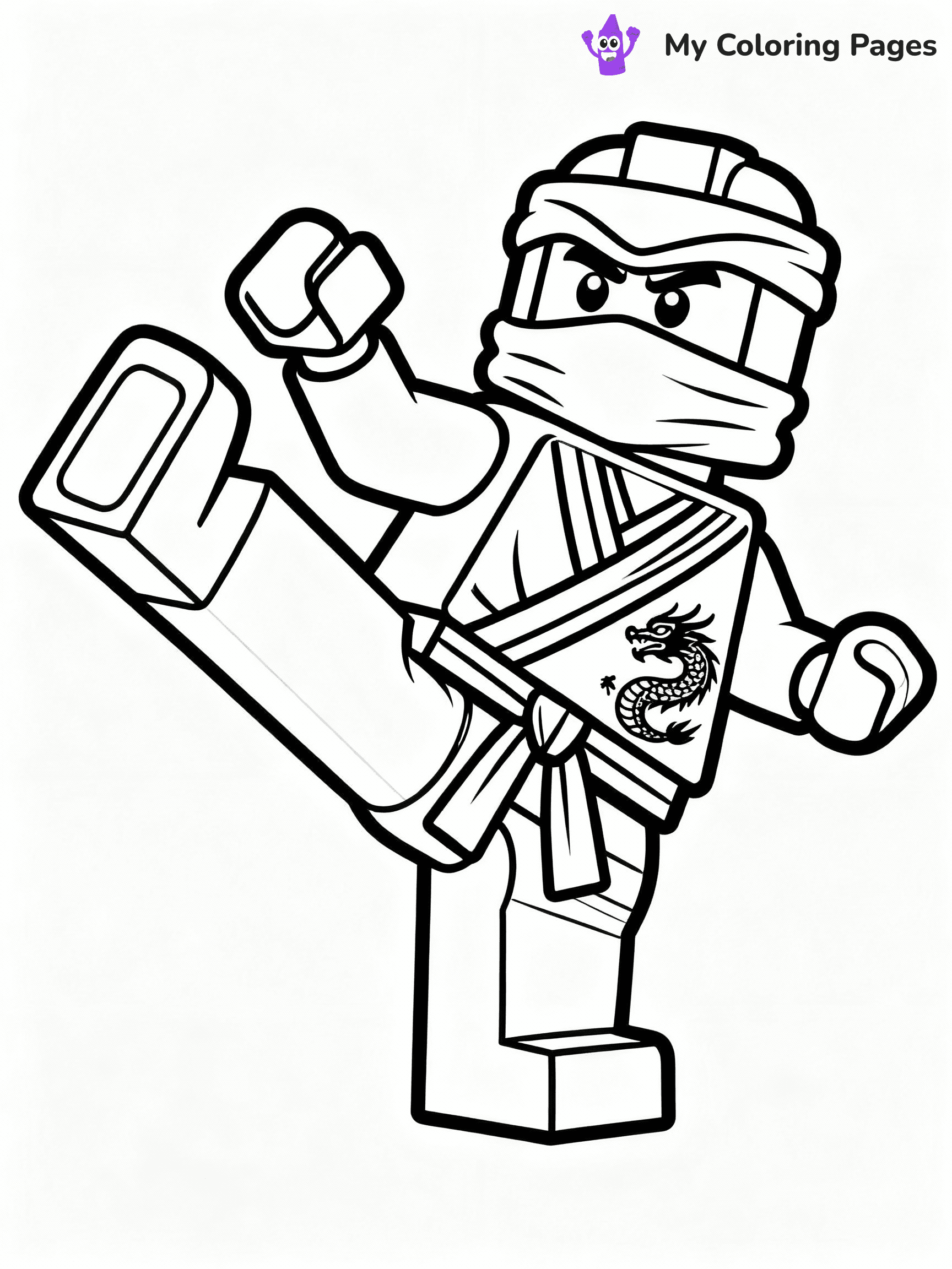 ⚠️ CRITICAL REQUIREMENT - ABSOLUTE BLACK AND WHITE ONLY ⚠️
This MUST be a BLACK AND WHITE line drawing ONLY. NO COLORS whatsoever.
- ONLY pure black lines (#000000) on pure white background (#FFFFFF)
- ABSOLUTELY NO colors, NO shading, NO gradients, NO grayscale
- If there are ANY colors in the output, the image is REJECTED
- This is a COLORING PAGE - meant to be COLORED IN by children
- The output must be UNCOLORED line art ready for coloring
⚠️ SUBJECT TO DRAW: Lego Ninjago ninja in blocky Lego style, performing a karate kick, dragon emblem on the outfit
(REMEMBER: Output must be BLACK AND WHITE line art only, NOT colored!)
# COLORING PAGE: BLACK OUTLINES ONLY - WHITE BACKGROUND MANDATORY
Create a **coloring book page** using EXACTLY two values: black lines, white space.
## NON-NEGOTIABLE BINARY RULES
- **ONLY #000000 (black) and #FFFFFF (white)** - NO other values exist
- **EVERY PIXEL = BLACK OR WHITE** - no gray/shading/antialiasing
- **WHITE BACKGROUND MANDATORY** - entire canvas stays white
- **ALL SHAPES HOLLOW** - everything is empty outlines waiting to be colored
- **FORBIDDEN:** fills, shading, gradients, patterns, textures, colors
- **NO SOLID REGIONS** - if it's not a thin line, it's wrong
## Universal Line Standards
- Black outlines ONLY - thin, uniform weight
- Every shape completely empty inside
- Closed contours suitable for coloring
- Simple flat illustration - zero depth/3D/realism
- **Style:** Whimsical Doodle Art Alley - rounded, friendly outlines (unless specified)
## Everything = Outline Only
- Characters/animals: hollow shapes
- Objects/clothing: empty contours
- Backgrounds/scenery: line work only
- Natural elements: outlined forms
- Dark/night areas: don't exist (use outlined symbols)
- Textures/patterns: convert to simple lines
## The Test
Can a child color EVERY white space with crayons? If any area is pre-filled/shaded/gray or colored in, it FAILS. Every shape must be waiting to receive color.
**FINAL OUTPUT**: Binary coloring page. Black lines define shapes. White spaces ready for coloring. Nothing else exists. No exceptions. Print-ready.
⚠️ FINAL REMINDER: Draw the subject "Lego Ninjago ninja in blocky Lego style, performing a karate kick, dragon emblem on the outfit" as BLACK AND WHITE line art. Zero colors in output.
