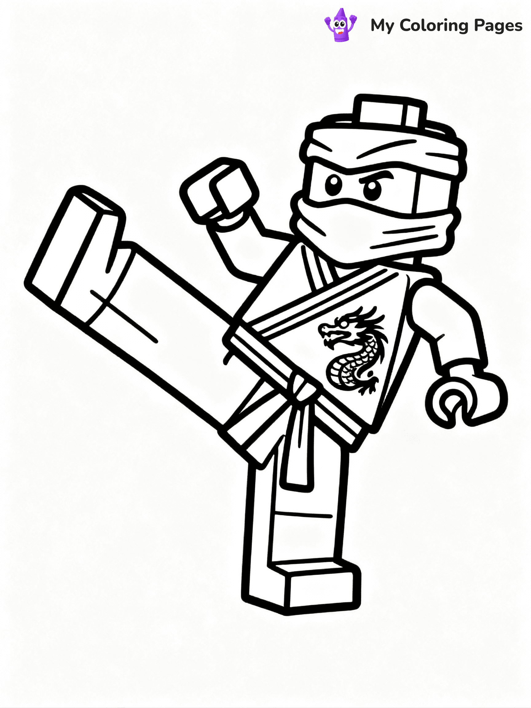 ⚠️ CRITICAL REQUIREMENT - ABSOLUTE BLACK AND WHITE ONLY ⚠️
This MUST be a BLACK AND WHITE line drawing ONLY. NO COLORS whatsoever.
- ONLY pure black lines (#000000) on pure white background (#FFFFFF)
- ABSOLUTELY NO colors, NO shading, NO gradients, NO grayscale
- If there are ANY colors in the output, the image is REJECTED
- This is a COLORING PAGE - meant to be COLORED IN by children
- The output must be UNCOLORED line art ready for coloring
⚠️ SUBJECT TO DRAW: Lego Ninjago ninja in blocky Lego style, performing a karate kick, dragon emblem on the outfit
(REMEMBER: Output must be BLACK AND WHITE line art only, NOT colored!)
# COLORING PAGE: BLACK OUTLINES ONLY - WHITE BACKGROUND MANDATORY
Create a **coloring book page** using EXACTLY two values: black lines, white space.
## NON-NEGOTIABLE BINARY RULES
- **ONLY #000000 (black) and #FFFFFF (white)** - NO other values exist
- **EVERY PIXEL = BLACK OR WHITE** - no gray/shading/antialiasing
- **WHITE BACKGROUND MANDATORY** - entire canvas stays white
- **ALL SHAPES HOLLOW** - everything is empty outlines waiting to be colored
- **FORBIDDEN:** fills, shading, gradients, patterns, textures, colors
- **NO SOLID REGIONS** - if it's not a thin line, it's wrong
## Universal Line Standards
- Black outlines ONLY - thin, uniform weight
- Every shape completely empty inside
- Closed contours suitable for coloring
- Simple flat illustration - zero depth/3D/realism
- **Style:** Whimsical Doodle Art Alley - rounded, friendly outlines (unless specified)
## Everything = Outline Only
- Characters/animals: hollow shapes
- Objects/clothing: empty contours
- Backgrounds/scenery: line work only
- Natural elements: outlined forms
- Dark/night areas: don't exist (use outlined symbols)
- Textures/patterns: convert to simple lines
## The Test
Can a child color EVERY white space with crayons? If any area is pre-filled/shaded/gray or colored in, it FAILS. Every shape must be waiting to receive color.
**FINAL OUTPUT**: Binary coloring page. Black lines define shapes. White spaces ready for coloring. Nothing else exists. No exceptions. Print-ready.
⚠️ FINAL REMINDER: Draw the subject "Lego Ninjago ninja in blocky Lego style, performing a karate kick, dragon emblem on the outfit" as BLACK AND WHITE line art. Zero colors in output.