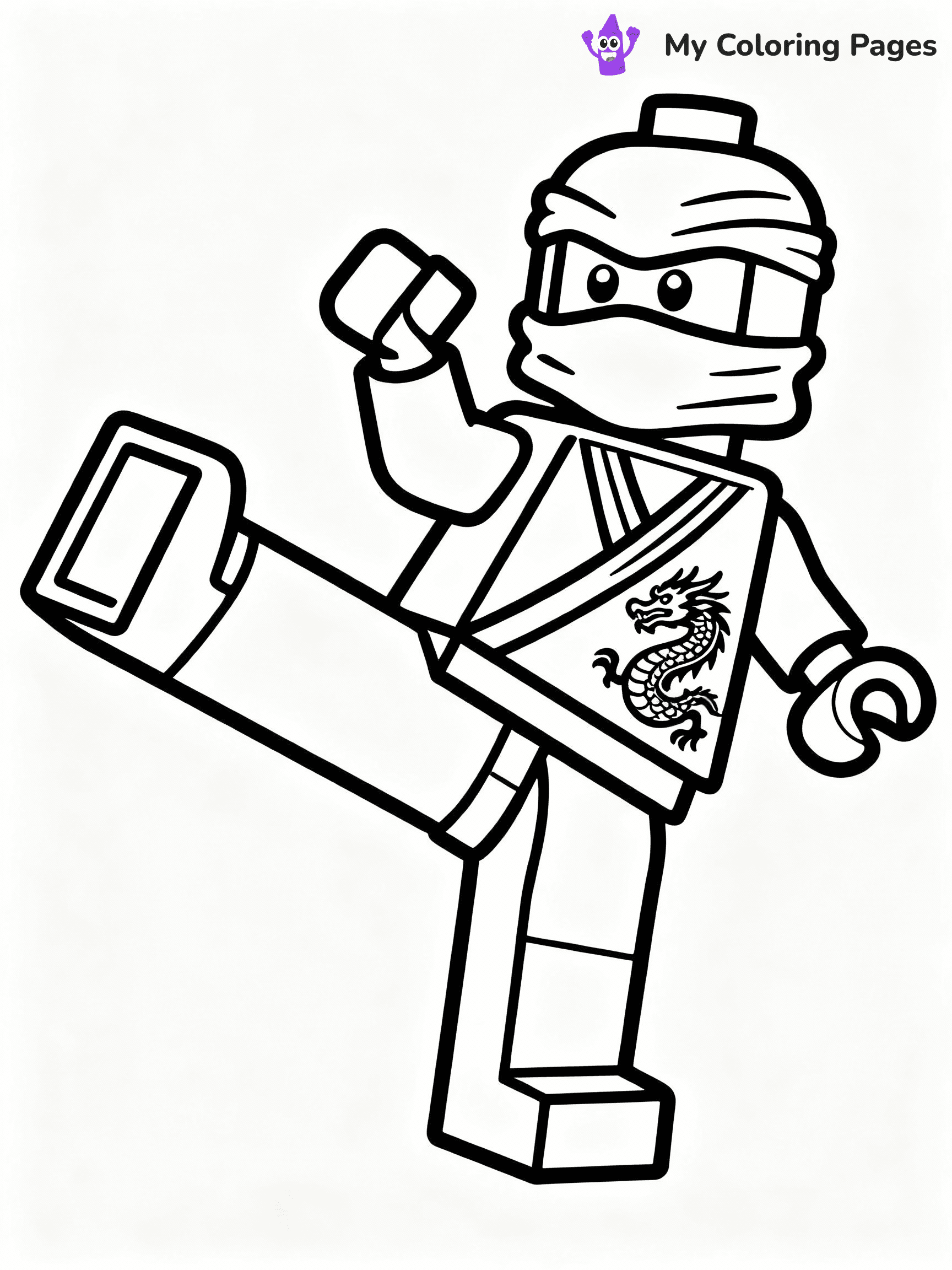 ⚠️ CRITICAL REQUIREMENT - ABSOLUTE BLACK AND WHITE ONLY ⚠️
This MUST be a BLACK AND WHITE line drawing ONLY. NO COLORS whatsoever.
- ONLY pure black lines (#000000) on pure white background (#FFFFFF)
- ABSOLUTELY NO colors, NO shading, NO gradients, NO grayscale
- If there are ANY colors in the output, the image is REJECTED
- This is a COLORING PAGE - meant to be COLORED IN by children
- The output must be UNCOLORED line art ready for coloring
⚠️ SUBJECT TO DRAW: Lego Ninjago ninja in blocky Lego style, performing a karate kick, dragon emblem on the outfit
(REMEMBER: Output must be BLACK AND WHITE line art only, NOT colored!)
# COLORING PAGE: BLACK OUTLINES ONLY - WHITE BACKGROUND MANDATORY
Create a **coloring book page** using EXACTLY two values: black lines, white space.
## NON-NEGOTIABLE BINARY RULES
- **ONLY #000000 (black) and #FFFFFF (white)** - NO other values exist
- **EVERY PIXEL = BLACK OR WHITE** - no gray/shading/antialiasing
- **WHITE BACKGROUND MANDATORY** - entire canvas stays white
- **ALL SHAPES HOLLOW** - everything is empty outlines waiting to be colored
- **FORBIDDEN:** fills, shading, gradients, patterns, textures, colors
- **NO SOLID REGIONS** - if it's not a thin line, it's wrong
## Universal Line Standards
- Black outlines ONLY - thin, uniform weight
- Every shape completely empty inside
- Closed contours suitable for coloring
- Simple flat illustration - zero depth/3D/realism
- **Style:** Whimsical Doodle Art Alley - rounded, friendly outlines (unless specified)
## Everything = Outline Only
- Characters/animals: hollow shapes
- Objects/clothing: empty contours
- Backgrounds/scenery: line work only
- Natural elements: outlined forms
- Dark/night areas: don't exist (use outlined symbols)
- Textures/patterns: convert to simple lines
## The Test
Can a child color EVERY white space with crayons? If any area is pre-filled/shaded/gray or colored in, it FAILS. Every shape must be waiting to receive color.
**FINAL OUTPUT**: Binary coloring page. Black lines define shapes. White spaces ready for coloring. Nothing else exists. No exceptions. Print-ready.
⚠️ FINAL REMINDER: Draw the subject "Lego Ninjago ninja in blocky Lego style, performing a karate kick, dragon emblem on the outfit" as BLACK AND WHITE line art. Zero colors in output.