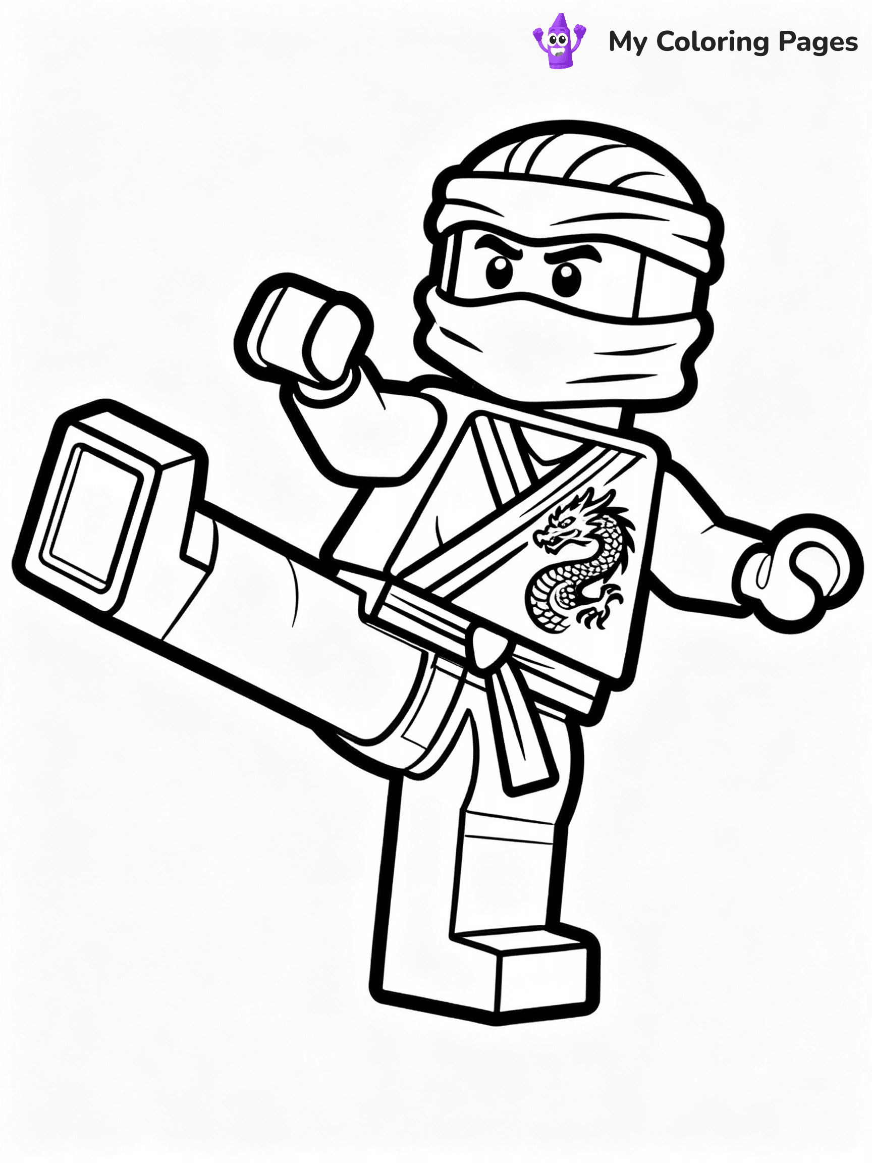 ⚠️ CRITICAL REQUIREMENT - ABSOLUTE BLACK AND WHITE ONLY ⚠️
This MUST be a BLACK AND WHITE line drawing ONLY. NO COLORS whatsoever.
- ONLY pure black lines (#000000) on pure white background (#FFFFFF)
- ABSOLUTELY NO colors, NO shading, NO gradients, NO grayscale
- If there are ANY colors in the output, the image is REJECTED
- This is a COLORING PAGE - meant to be COLORED IN by children
- The output must be UNCOLORED line art ready for coloring
⚠️ SUBJECT TO DRAW: Lego Ninjago ninja in blocky Lego style, performing a karate kick, dragon emblem on the outfit
(REMEMBER: Output must be BLACK AND WHITE line art only, NOT colored!)
# COLORING PAGE: BLACK OUTLINES ONLY - WHITE BACKGROUND MANDATORY
Create a **coloring book page** using EXACTLY two values: black lines, white space.
## NON-NEGOTIABLE BINARY RULES
- **ONLY #000000 (black) and #FFFFFF (white)** - NO other values exist
- **EVERY PIXEL = BLACK OR WHITE** - no gray/shading/antialiasing
- **WHITE BACKGROUND MANDATORY** - entire canvas stays white
- **ALL SHAPES HOLLOW** - everything is empty outlines waiting to be colored
- **FORBIDDEN:** fills, shading, gradients, patterns, textures, colors
- **NO SOLID REGIONS** - if it's not a thin line, it's wrong
## Universal Line Standards
- Black outlines ONLY - thin, uniform weight
- Every shape completely empty inside
- Closed contours suitable for coloring
- Simple flat illustration - zero depth/3D/realism
- **Style:** Whimsical Doodle Art Alley - rounded, friendly outlines (unless specified)
## Everything = Outline Only
- Characters/animals: hollow shapes
- Objects/clothing: empty contours
- Backgrounds/scenery: line work only
- Natural elements: outlined forms
- Dark/night areas: don't exist (use outlined symbols)
- Textures/patterns: convert to simple lines
## The Test
Can a child color EVERY white space with crayons? If any area is pre-filled/shaded/gray or colored in, it FAILS. Every shape must be waiting to receive color.
**FINAL OUTPUT**: Binary coloring page. Black lines define shapes. White spaces ready for coloring. Nothing else exists. No exceptions. Print-ready.
⚠️ FINAL REMINDER: Draw the subject "Lego Ninjago ninja in blocky Lego style, performing a karate kick, dragon emblem on the outfit" as BLACK AND WHITE line art. Zero colors in output.