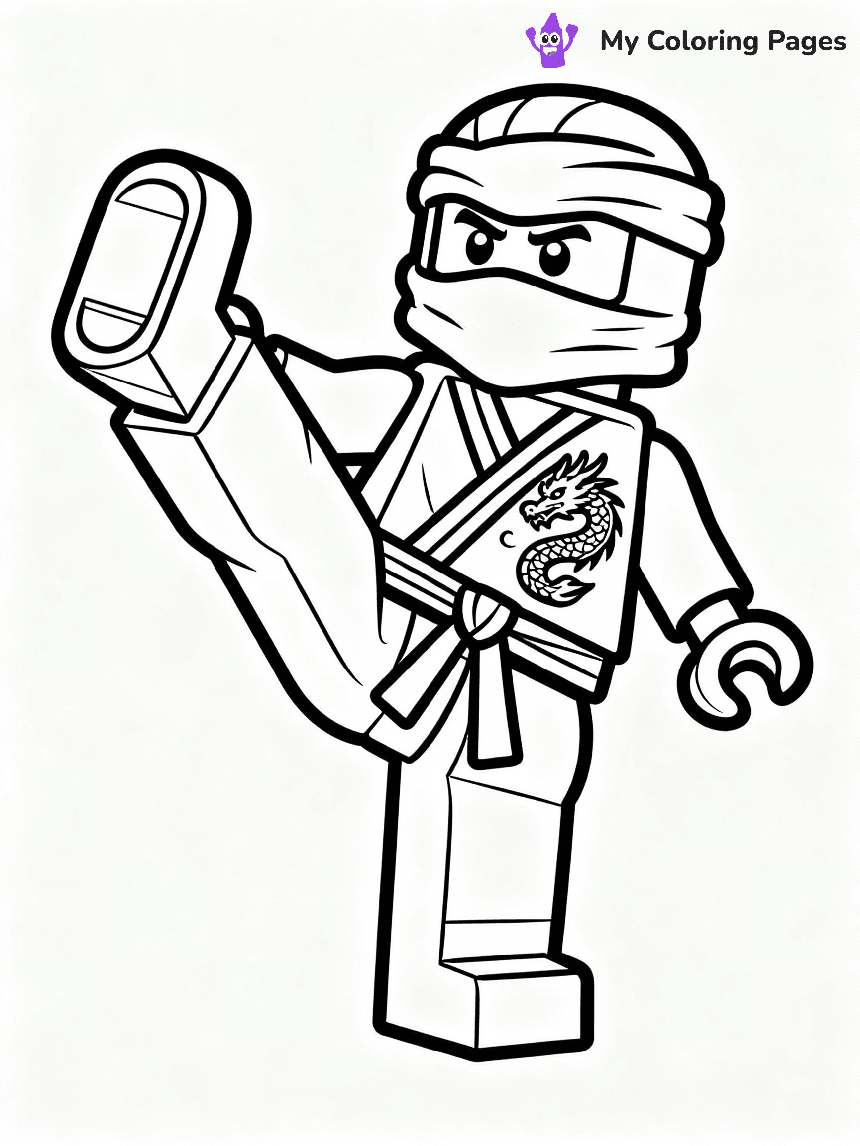 ⚠️ CRITICAL REQUIREMENT - ABSOLUTE BLACK AND WHITE ONLY ⚠️
This MUST be a BLACK AND WHITE line drawing ONLY. NO COLORS whatsoever.
- ONLY pure black lines (#000000) on pure white background (#FFFFFF)
- ABSOLUTELY NO colors, NO shading, NO gradients, NO grayscale
- If there are ANY colors in the output, the image is REJECTED
- This is a COLORING PAGE - meant to be COLORED IN by children
- The output must be UNCOLORED line art ready for coloring
⚠️ SUBJECT TO DRAW: Lego Ninjago ninja in blocky Lego style, performing a karate kick, dragon emblem on the outfit
(REMEMBER: Output must be BLACK AND WHITE line art only, NOT colored!)
# COLORING PAGE: BLACK OUTLINES ONLY - WHITE BACKGROUND MANDATORY
Create a **coloring book page** using EXACTLY two values: black lines, white space.
## NON-NEGOTIABLE BINARY RULES
- **ONLY #000000 (black) and #FFFFFF (white)** - NO other values exist
- **EVERY PIXEL = BLACK OR WHITE** - no gray/shading/antialiasing
- **WHITE BACKGROUND MANDATORY** - entire canvas stays white
- **ALL SHAPES HOLLOW** - everything is empty outlines waiting to be colored
- **FORBIDDEN:** fills, shading, gradients, patterns, textures, colors
- **NO SOLID REGIONS** - if it's not a thin line, it's wrong
## Universal Line Standards
- Black outlines ONLY - thin, uniform weight
- Every shape completely empty inside
- Closed contours suitable for coloring
- Simple flat illustration - zero depth/3D/realism
- **Style:** Whimsical Doodle Art Alley - rounded, friendly outlines (unless specified)
## Everything = Outline Only
- Characters/animals: hollow shapes
- Objects/clothing: empty contours
- Backgrounds/scenery: line work only
- Natural elements: outlined forms
- Dark/night areas: don't exist (use outlined symbols)
- Textures/patterns: convert to simple lines
## The Test
Can a child color EVERY white space with crayons? If any area is pre-filled/shaded/gray or colored in, it FAILS. Every shape must be waiting to receive color.
**FINAL OUTPUT**: Binary coloring page. Black lines define shapes. White spaces ready for coloring. Nothing else exists. No exceptions. Print-ready.
⚠️ FINAL REMINDER: Draw the subject "Lego Ninjago ninja in blocky Lego style, performing a karate kick, dragon emblem on the outfit" as BLACK AND WHITE line art. Zero colors in output.