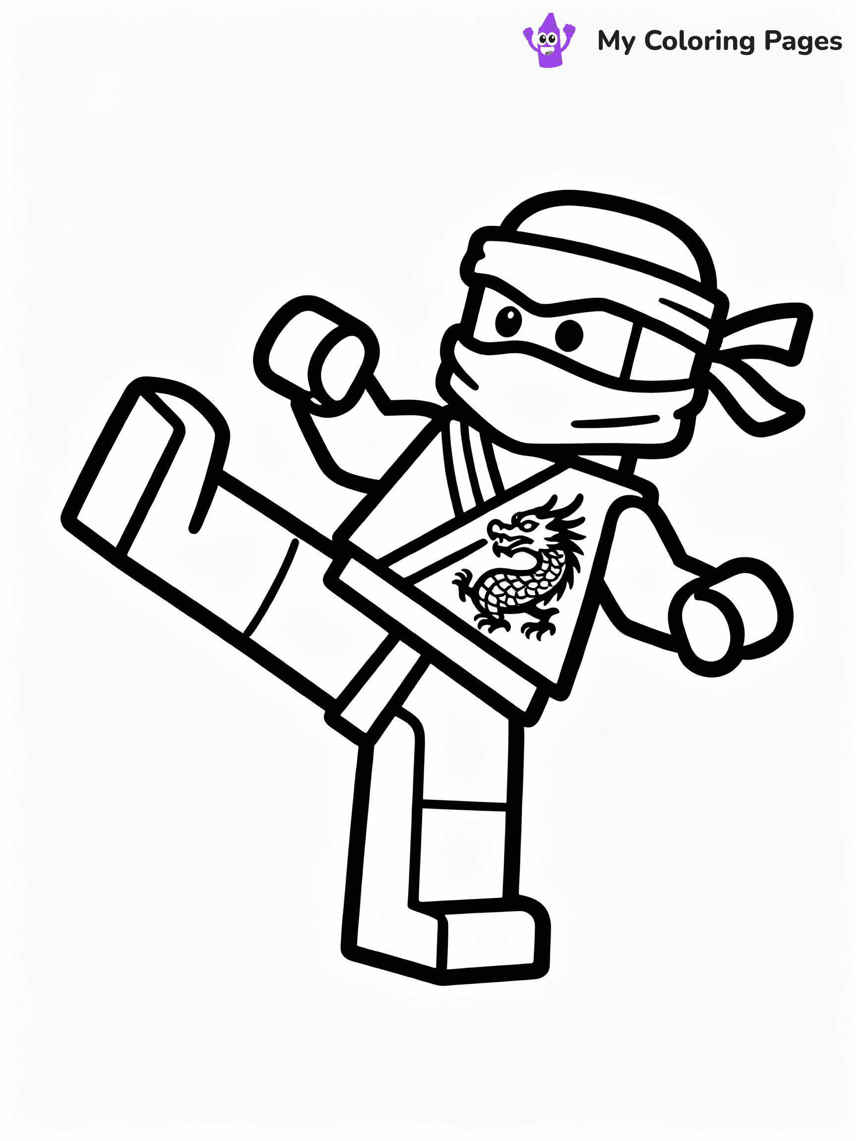 ⚠️ CRITICAL REQUIREMENT - ABSOLUTE BLACK AND WHITE ONLY ⚠️
This MUST be a BLACK AND WHITE line drawing ONLY. NO COLORS whatsoever.
- ONLY pure black lines (#000000) on pure white background (#FFFFFF)
- ABSOLUTELY NO colors, NO shading, NO gradients, NO grayscale
- If there are ANY colors in the output, the image is REJECTED
- This is a COLORING PAGE - meant to be COLORED IN by children
- The output must be UNCOLORED line art ready for coloring
⚠️ SUBJECT TO DRAW: Lego Ninjago ninja in blocky Lego style, performing a karate kick, dragon emblem on the outfit
(REMEMBER: Output must be BLACK AND WHITE line art only, NOT colored!)
# COLORING PAGE: BLACK OUTLINES ONLY - WHITE BACKGROUND MANDATORY
Create a **coloring book page** using EXACTLY two values: black lines, white space.
## NON-NEGOTIABLE BINARY RULES
- **ONLY #000000 (black) and #FFFFFF (white)** - NO other values exist
- **EVERY PIXEL = BLACK OR WHITE** - no gray/shading/antialiasing
- **WHITE BACKGROUND MANDATORY** - entire canvas stays white
- **ALL SHAPES HOLLOW** - everything is empty outlines waiting to be colored
- **FORBIDDEN:** fills, shading, gradients, patterns, textures, colors
- **NO SOLID REGIONS** - if it's not a thin line, it's wrong
## Universal Line Standards
- Black outlines ONLY - thin, uniform weight
- Every shape completely empty inside
- Closed contours suitable for coloring
- Simple flat illustration - zero depth/3D/realism
- **Style:** Whimsical Doodle Art Alley - rounded, friendly outlines (unless specified)
## Everything = Outline Only
- Characters/animals: hollow shapes
- Objects/clothing: empty contours
- Backgrounds/scenery: line work only
- Natural elements: outlined forms
- Dark/night areas: don't exist (use outlined symbols)
- Textures/patterns: convert to simple lines
## The Test
Can a child color EVERY white space with crayons? If any area is pre-filled/shaded/gray or colored in, it FAILS. Every shape must be waiting to receive color.
**FINAL OUTPUT**: Binary coloring page. Black lines define shapes. White spaces ready for coloring. Nothing else exists. No exceptions. Print-ready.
⚠️ FINAL REMINDER: Draw the subject "Lego Ninjago ninja in blocky Lego style, performing a karate kick, dragon emblem on the outfit" as BLACK AND WHITE line art. Zero colors in output.