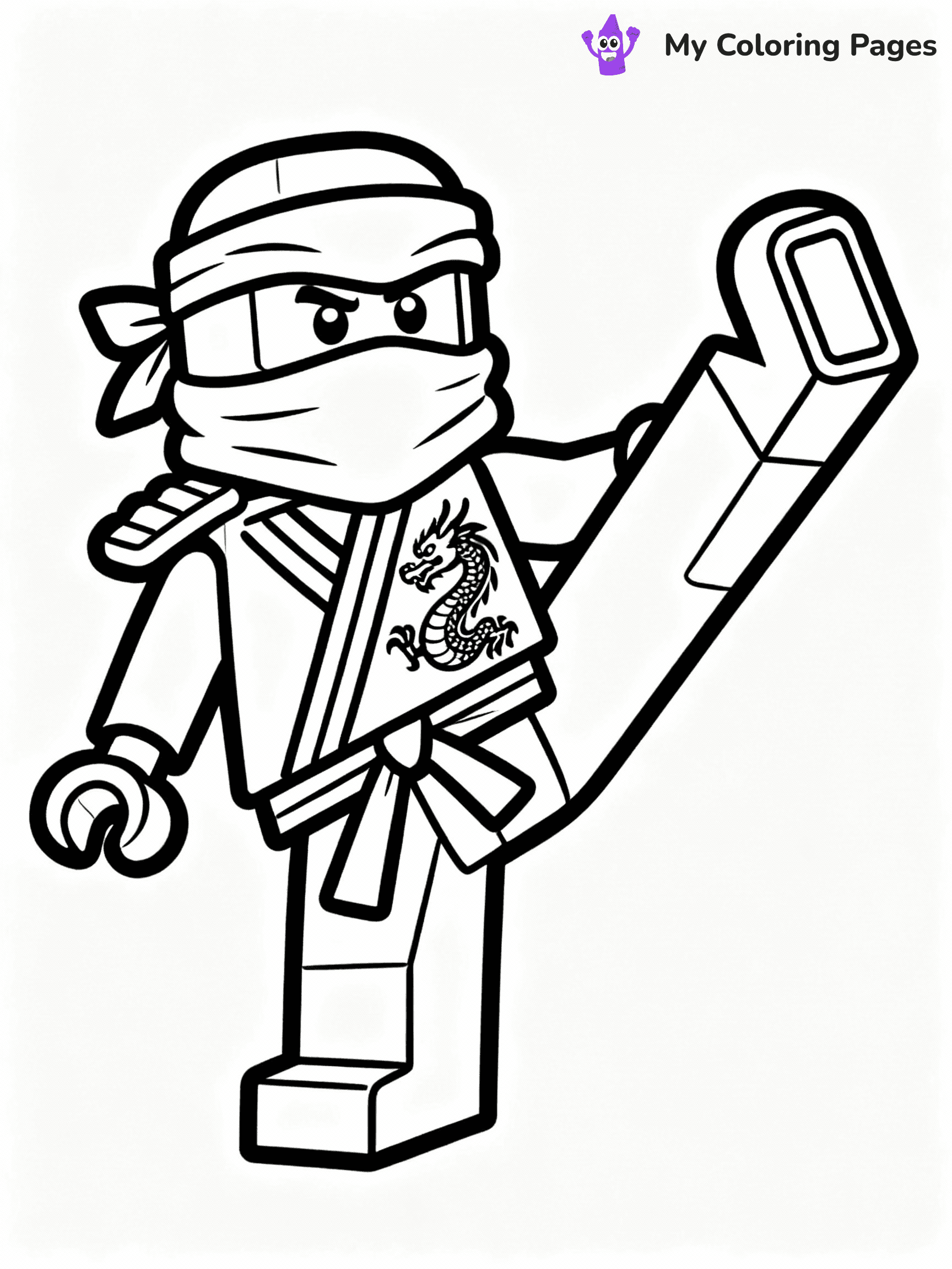 ⚠️ CRITICAL REQUIREMENT - ABSOLUTE BLACK AND WHITE ONLY ⚠️
This MUST be a BLACK AND WHITE line drawing ONLY. NO COLORS whatsoever.
- ONLY pure black lines (#000000) on pure white background (#FFFFFF)
- ABSOLUTELY NO colors, NO shading, NO gradients, NO grayscale
- If there are ANY colors in the output, the image is REJECTED
- This is a COLORING PAGE - meant to be COLORED IN by children
- The output must be UNCOLORED line art ready for coloring
⚠️ SUBJECT TO DRAW: Lego Ninjago ninja in blocky Lego style, performing a karate kick, dragon emblem on the outfit
(REMEMBER: Output must be BLACK AND WHITE line art only, NOT colored!)
# COLORING PAGE: BLACK OUTLINES ONLY - WHITE BACKGROUND MANDATORY
Create a **coloring book page** using EXACTLY two values: black lines, white space.
## NON-NEGOTIABLE BINARY RULES
- **ONLY #000000 (black) and #FFFFFF (white)** - NO other values exist
- **EVERY PIXEL = BLACK OR WHITE** - no gray/shading/antialiasing
- **WHITE BACKGROUND MANDATORY** - entire canvas stays white
- **ALL SHAPES HOLLOW** - everything is empty outlines waiting to be colored
- **FORBIDDEN:** fills, shading, gradients, patterns, textures, colors
- **NO SOLID REGIONS** - if it's not a thin line, it's wrong
## Universal Line Standards
- Black outlines ONLY - thin, uniform weight
- Every shape completely empty inside
- Closed contours suitable for coloring
- Simple flat illustration - zero depth/3D/realism
- **Style:** Whimsical Doodle Art Alley - rounded, friendly outlines (unless specified)
## Everything = Outline Only
- Characters/animals: hollow shapes
- Objects/clothing: empty contours
- Backgrounds/scenery: line work only
- Natural elements: outlined forms
- Dark/night areas: don't exist (use outlined symbols)
- Textures/patterns: convert to simple lines
## The Test
Can a child color EVERY white space with crayons? If any area is pre-filled/shaded/gray or colored in, it FAILS. Every shape must be waiting to receive color.
**FINAL OUTPUT**: Binary coloring page. Black lines define shapes. White spaces ready for coloring. Nothing else exists. No exceptions. Print-ready.
⚠️ FINAL REMINDER: Draw the subject "Lego Ninjago ninja in blocky Lego style, performing a karate kick, dragon emblem on the outfit" as BLACK AND WHITE line art. Zero colors in output.