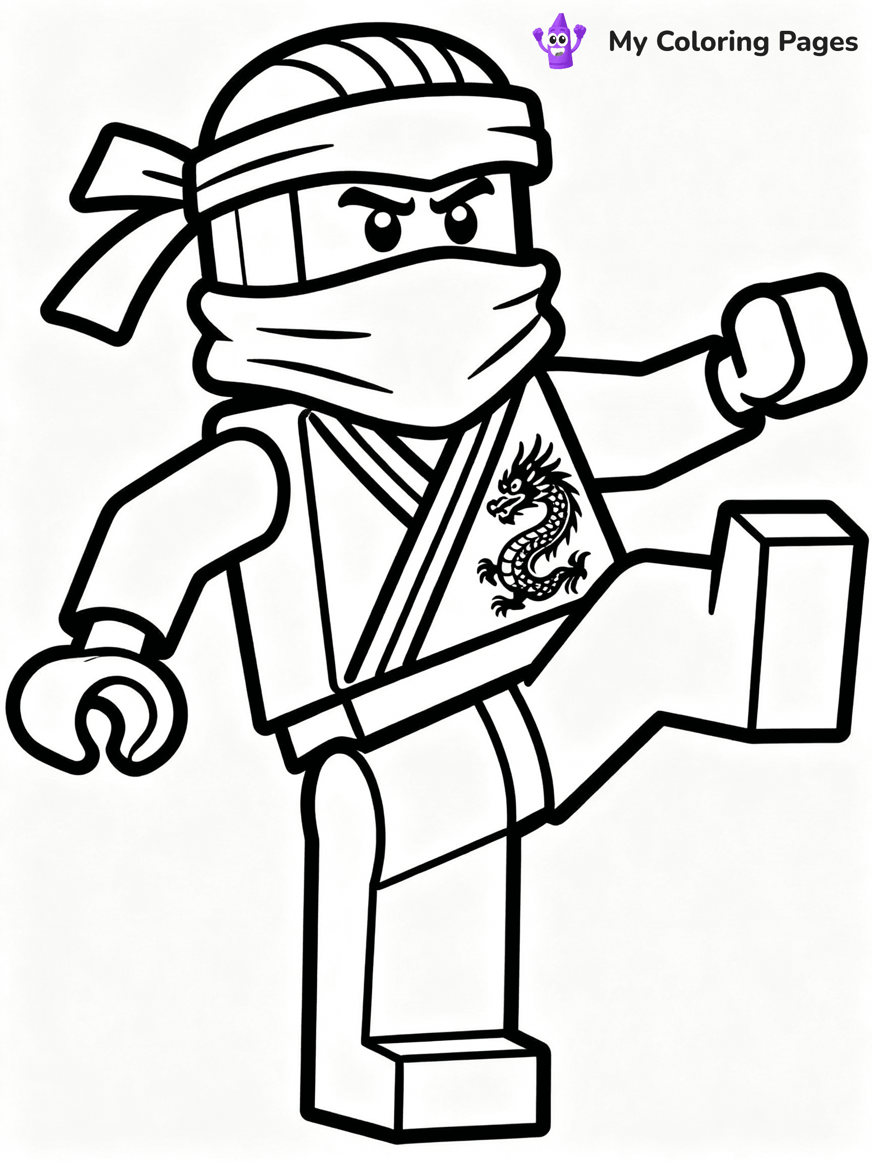 ⚠️ CRITICAL REQUIREMENT - ABSOLUTE BLACK AND WHITE ONLY ⚠️
This MUST be a BLACK AND WHITE line drawing ONLY. NO COLORS whatsoever.
- ONLY pure black lines (#000000) on pure white background (#FFFFFF)
- ABSOLUTELY NO colors, NO shading, NO gradients, NO grayscale
- If there are ANY colors in the output, the image is REJECTED
- This is a COLORING PAGE - meant to be COLORED IN by children
- The output must be UNCOLORED line art ready for coloring
⚠️ SUBJECT TO DRAW: Lego Ninjago ninja in blocky Lego style, performing a karate kick, dragon emblem on the outfit
(REMEMBER: Output must be BLACK AND WHITE line art only, NOT colored!)
# COLORING PAGE: BLACK OUTLINES ONLY - WHITE BACKGROUND MANDATORY
Create a **coloring book page** using EXACTLY two values: black lines, white space.
## NON-NEGOTIABLE BINARY RULES
- **ONLY #000000 (black) and #FFFFFF (white)** - NO other values exist
- **EVERY PIXEL = BLACK OR WHITE** - no gray/shading/antialiasing
- **WHITE BACKGROUND MANDATORY** - entire canvas stays white
- **ALL SHAPES HOLLOW** - everything is empty outlines waiting to be colored
- **FORBIDDEN:** fills, shading, gradients, patterns, textures, colors
- **NO SOLID REGIONS** - if it's not a thin line, it's wrong
## Universal Line Standards
- Black outlines ONLY - thin, uniform weight
- Every shape completely empty inside
- Closed contours suitable for coloring
- Simple flat illustration - zero depth/3D/realism
- **Style:** Whimsical Doodle Art Alley - rounded, friendly outlines (unless specified)
## Everything = Outline Only
- Characters/animals: hollow shapes
- Objects/clothing: empty contours
- Backgrounds/scenery: line work only
- Natural elements: outlined forms
- Dark/night areas: don't exist (use outlined symbols)
- Textures/patterns: convert to simple lines
## The Test
Can a child color EVERY white space with crayons? If any area is pre-filled/shaded/gray or colored in, it FAILS. Every shape must be waiting to receive color.
**FINAL OUTPUT**: Binary coloring page. Black lines define shapes. White spaces ready for coloring. Nothing else exists. No exceptions. Print-ready.
⚠️ FINAL REMINDER: Draw the subject "Lego Ninjago ninja in blocky Lego style, performing a karate kick, dragon emblem on the outfit" as BLACK AND WHITE line art. Zero colors in output.