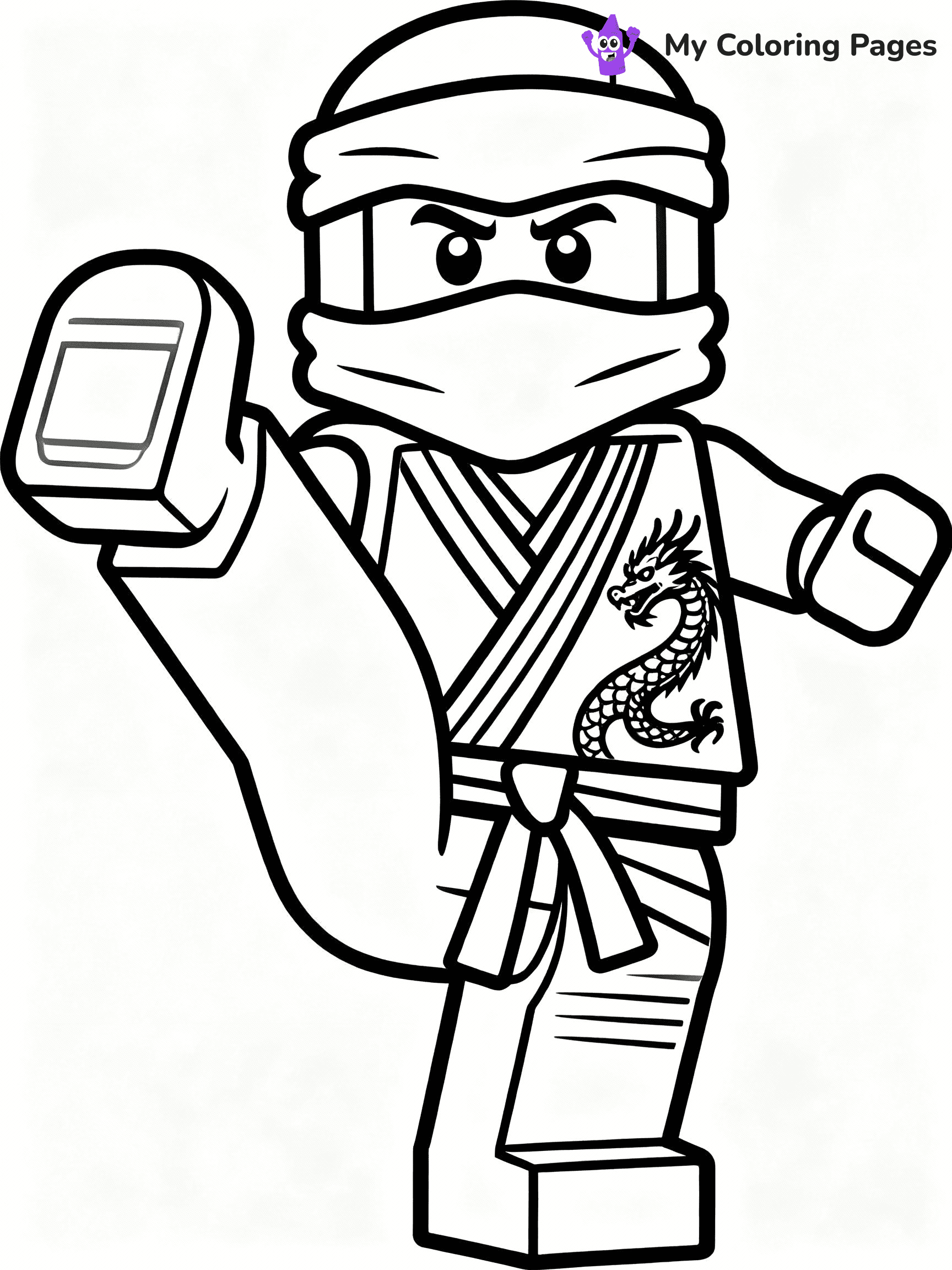 ⚠️ CRITICAL REQUIREMENT - ABSOLUTE BLACK AND WHITE ONLY ⚠️
This MUST be a BLACK AND WHITE line drawing ONLY. NO COLORS whatsoever.
- ONLY pure black lines (#000000) on pure white background (#FFFFFF)
- ABSOLUTELY NO colors, NO shading, NO gradients, NO grayscale
- If there are ANY colors in the output, the image is REJECTED
- This is a COLORING PAGE - meant to be COLORED IN by children
- The output must be UNCOLORED line art ready for coloring
⚠️ SUBJECT TO DRAW: Lego Ninjago ninja in blocky Lego style, performing a karate kick, dragon emblem on the outfit
(REMEMBER: Output must be BLACK AND WHITE line art only, NOT colored!)
# COLORING PAGE: BLACK OUTLINES ONLY - WHITE BACKGROUND MANDATORY
Create a **coloring book page** using EXACTLY two values: black lines, white space.
## NON-NEGOTIABLE BINARY RULES
- **ONLY #000000 (black) and #FFFFFF (white)** - NO other values exist
- **EVERY PIXEL = BLACK OR WHITE** - no gray/shading/antialiasing
- **WHITE BACKGROUND MANDATORY** - entire canvas stays white
- **ALL SHAPES HOLLOW** - everything is empty outlines waiting to be colored
- **FORBIDDEN:** fills, shading, gradients, patterns, textures, colors
- **NO SOLID REGIONS** - if it's not a thin line, it's wrong
## Universal Line Standards
- Black outlines ONLY - thin, uniform weight
- Every shape completely empty inside
- Closed contours suitable for coloring
- Simple flat illustration - zero depth/3D/realism
- **Style:** Whimsical Doodle Art Alley - rounded, friendly outlines (unless specified)
## Everything = Outline Only
- Characters/animals: hollow shapes
- Objects/clothing: empty contours
- Backgrounds/scenery: line work only
- Natural elements: outlined forms
- Dark/night areas: don't exist (use outlined symbols)
- Textures/patterns: convert to simple lines
## The Test
Can a child color EVERY white space with crayons? If any area is pre-filled/shaded/gray or colored in, it FAILS. Every shape must be waiting to receive color.
**FINAL OUTPUT**: Binary coloring page. Black lines define shapes. White spaces ready for coloring. Nothing else exists. No exceptions. Print-ready.
⚠️ FINAL REMINDER: Draw the subject "Lego Ninjago ninja in blocky Lego style, performing a karate kick, dragon emblem on the outfit" as BLACK AND WHITE line art. Zero colors in output.