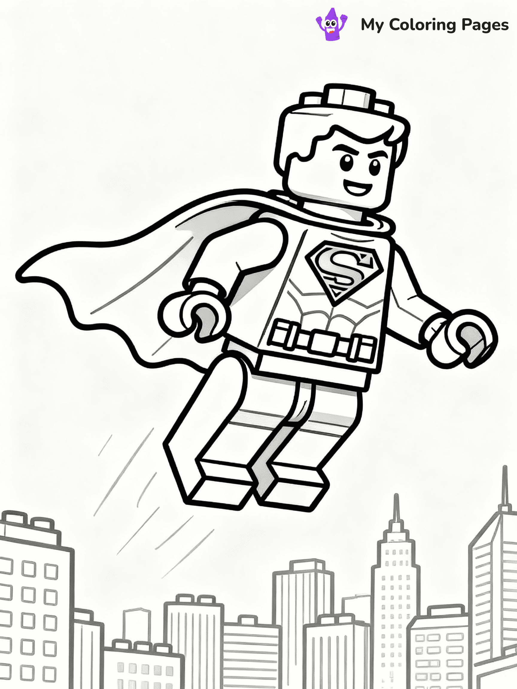 ⚠️ CRITICAL REQUIREMENT - ABSOLUTE BLACK AND WHITE ONLY ⚠️
This MUST be a BLACK AND WHITE line drawing ONLY. NO COLORS whatsoever.
- ONLY pure black lines (#000000) on pure white background (#FFFFFF)
- ABSOLUTELY NO colors, NO shading, NO gradients, NO grayscale
- If there are ANY colors in the output, the image is REJECTED
- This is a COLORING PAGE - meant to be COLORED IN by children
- The output must be UNCOLORED line art ready for coloring
⚠️ SUBJECT TO DRAW: Lego superhero in blocky Lego style, flying pose, city skyline behind, cape billowing
(REMEMBER: Output must be BLACK AND WHITE line art only, NOT colored!)
# COLORING PAGE: BLACK OUTLINES ONLY - WHITE BACKGROUND MANDATORY
Create a **coloring book page** using EXACTLY two values: black lines, white space.
## NON-NEGOTIABLE BINARY RULES
- **ONLY #000000 (black) and #FFFFFF (white)** - NO other values exist
- **EVERY PIXEL = BLACK OR WHITE** - no gray/shading/antialiasing
- **WHITE BACKGROUND MANDATORY** - entire canvas stays white
- **ALL SHAPES HOLLOW** - everything is empty outlines waiting to be colored
- **FORBIDDEN:** fills, shading, gradients, patterns, textures, colors
- **NO SOLID REGIONS** - if it's not a thin line, it's wrong
## Universal Line Standards
- Black outlines ONLY - thin, uniform weight
- Every shape completely empty inside
- Closed contours suitable for coloring
- Simple flat illustration - zero depth/3D/realism
- **Style:** Whimsical Doodle Art Alley - rounded, friendly outlines (unless specified)
## Everything = Outline Only
- Characters/animals: hollow shapes
- Objects/clothing: empty contours
- Backgrounds/scenery: line work only
- Natural elements: outlined forms
- Dark/night areas: don't exist (use outlined symbols)
- Textures/patterns: convert to simple lines
## The Test
Can a child color EVERY white space with crayons? If any area is pre-filled/shaded/gray or colored in, it FAILS. Every shape must be waiting to receive color.
**FINAL OUTPUT**: Binary coloring page. Black lines define shapes. White spaces ready for coloring. Nothing else exists. No exceptions. Print-ready.
⚠️ FINAL REMINDER: Draw the subject "Lego superhero in blocky Lego style, flying pose, city skyline behind, cape billowing" as BLACK AND WHITE line art. Zero colors in output.