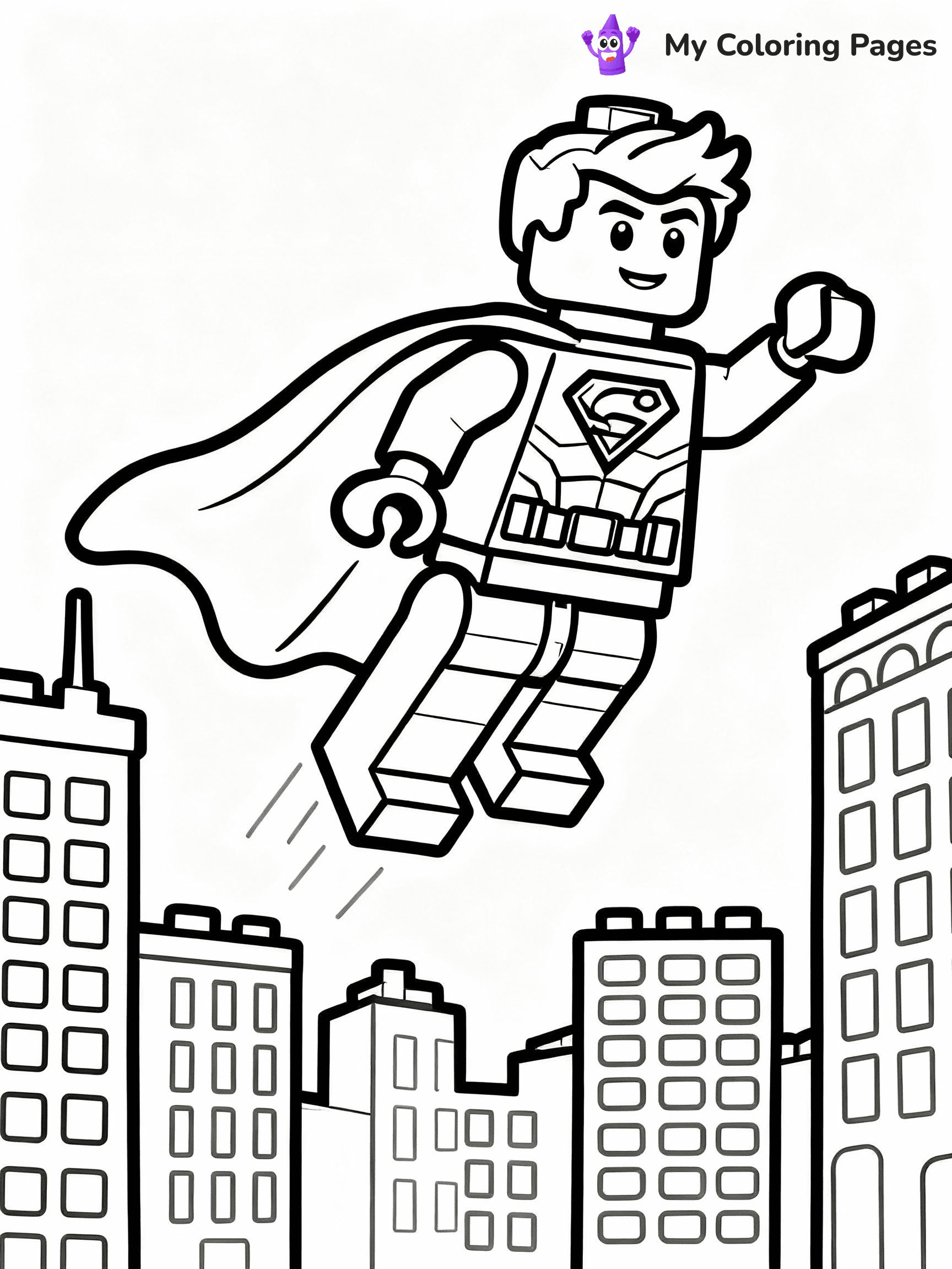 ⚠️ CRITICAL REQUIREMENT - ABSOLUTE BLACK AND WHITE ONLY ⚠️
This MUST be a BLACK AND WHITE line drawing ONLY. NO COLORS whatsoever.
- ONLY pure black lines (#000000) on pure white background (#FFFFFF)
- ABSOLUTELY NO colors, NO shading, NO gradients, NO grayscale
- If there are ANY colors in the output, the image is REJECTED
- This is a COLORING PAGE - meant to be COLORED IN by children
- The output must be UNCOLORED line art ready for coloring
⚠️ SUBJECT TO DRAW: Lego superhero in blocky Lego style, flying pose, city skyline behind, cape billowing
(REMEMBER: Output must be BLACK AND WHITE line art only, NOT colored!)
# COLORING PAGE: BLACK OUTLINES ONLY - WHITE BACKGROUND MANDATORY
Create a **coloring book page** using EXACTLY two values: black lines, white space.
## NON-NEGOTIABLE BINARY RULES
- **ONLY #000000 (black) and #FFFFFF (white)** - NO other values exist
- **EVERY PIXEL = BLACK OR WHITE** - no gray/shading/antialiasing
- **WHITE BACKGROUND MANDATORY** - entire canvas stays white
- **ALL SHAPES HOLLOW** - everything is empty outlines waiting to be colored
- **FORBIDDEN:** fills, shading, gradients, patterns, textures, colors
- **NO SOLID REGIONS** - if it's not a thin line, it's wrong
## Universal Line Standards
- Black outlines ONLY - thin, uniform weight
- Every shape completely empty inside
- Closed contours suitable for coloring
- Simple flat illustration - zero depth/3D/realism
- **Style:** Whimsical Doodle Art Alley - rounded, friendly outlines (unless specified)
## Everything = Outline Only
- Characters/animals: hollow shapes
- Objects/clothing: empty contours
- Backgrounds/scenery: line work only
- Natural elements: outlined forms
- Dark/night areas: don't exist (use outlined symbols)
- Textures/patterns: convert to simple lines
## The Test
Can a child color EVERY white space with crayons? If any area is pre-filled/shaded/gray or colored in, it FAILS. Every shape must be waiting to receive color.
**FINAL OUTPUT**: Binary coloring page. Black lines define shapes. White spaces ready for coloring. Nothing else exists. No exceptions. Print-ready.
⚠️ FINAL REMINDER: Draw the subject "Lego superhero in blocky Lego style, flying pose, city skyline behind, cape billowing" as BLACK AND WHITE line art. Zero colors in output.