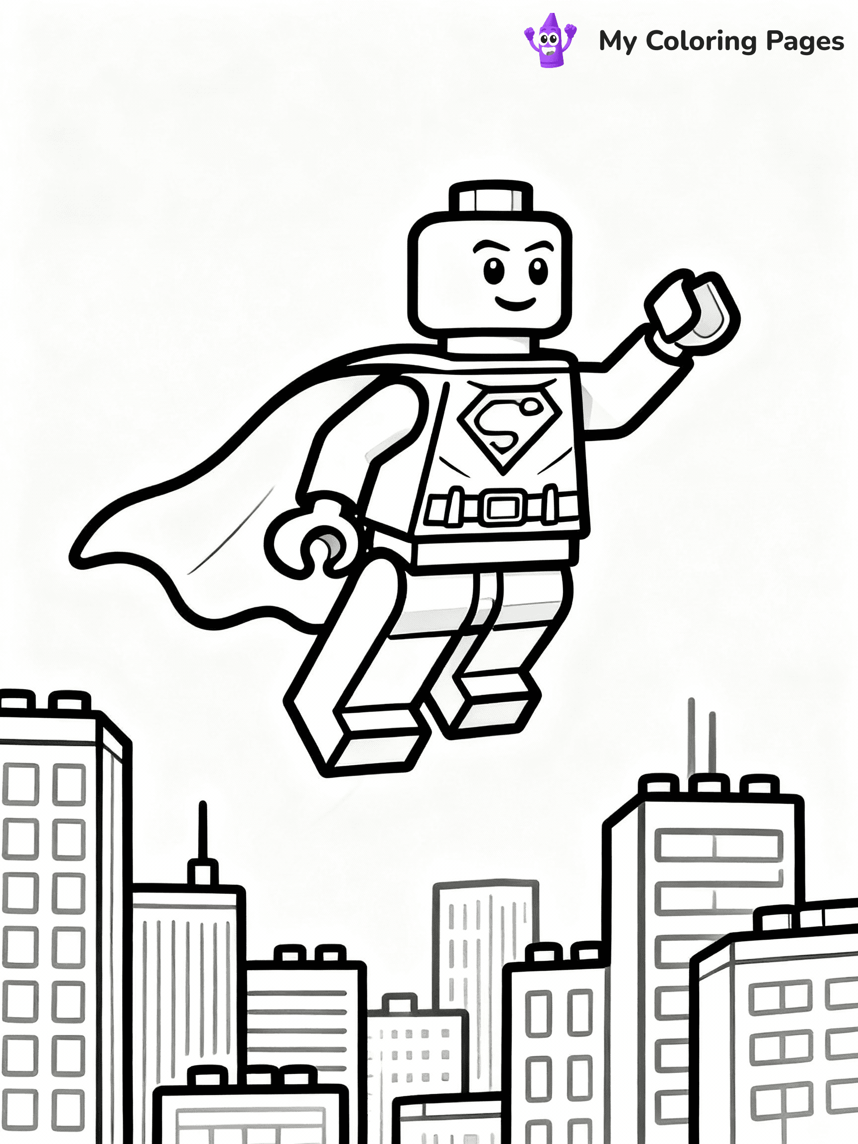 ⚠️ CRITICAL REQUIREMENT - ABSOLUTE BLACK AND WHITE ONLY ⚠️
This MUST be a BLACK AND WHITE line drawing ONLY. NO COLORS whatsoever.
- ONLY pure black lines (#000000) on pure white background (#FFFFFF)
- ABSOLUTELY NO colors, NO shading, NO gradients, NO grayscale
- If there are ANY colors in the output, the image is REJECTED
- This is a COLORING PAGE - meant to be COLORED IN by children
- The output must be UNCOLORED line art ready for coloring
⚠️ SUBJECT TO DRAW: Lego superhero in blocky Lego style, flying pose, city skyline behind, cape billowing
(REMEMBER: Output must be BLACK AND WHITE line art only, NOT colored!)
# COLORING PAGE: BLACK OUTLINES ONLY - WHITE BACKGROUND MANDATORY
Create a **coloring book page** using EXACTLY two values: black lines, white space.
## NON-NEGOTIABLE BINARY RULES
- **ONLY #000000 (black) and #FFFFFF (white)** - NO other values exist
- **EVERY PIXEL = BLACK OR WHITE** - no gray/shading/antialiasing
- **WHITE BACKGROUND MANDATORY** - entire canvas stays white
- **ALL SHAPES HOLLOW** - everything is empty outlines waiting to be colored
- **FORBIDDEN:** fills, shading, gradients, patterns, textures, colors
- **NO SOLID REGIONS** - if it's not a thin line, it's wrong
## Universal Line Standards
- Black outlines ONLY - thin, uniform weight
- Every shape completely empty inside
- Closed contours suitable for coloring
- Simple flat illustration - zero depth/3D/realism
- **Style:** Whimsical Doodle Art Alley - rounded, friendly outlines (unless specified)
## Everything = Outline Only
- Characters/animals: hollow shapes
- Objects/clothing: empty contours
- Backgrounds/scenery: line work only
- Natural elements: outlined forms
- Dark/night areas: don't exist (use outlined symbols)
- Textures/patterns: convert to simple lines
## The Test
Can a child color EVERY white space with crayons? If any area is pre-filled/shaded/gray or colored in, it FAILS. Every shape must be waiting to receive color.
**FINAL OUTPUT**: Binary coloring page. Black lines define shapes. White spaces ready for coloring. Nothing else exists. No exceptions. Print-ready.
⚠️ FINAL REMINDER: Draw the subject "Lego superhero in blocky Lego style, flying pose, city skyline behind, cape billowing" as BLACK AND WHITE line art. Zero colors in output.