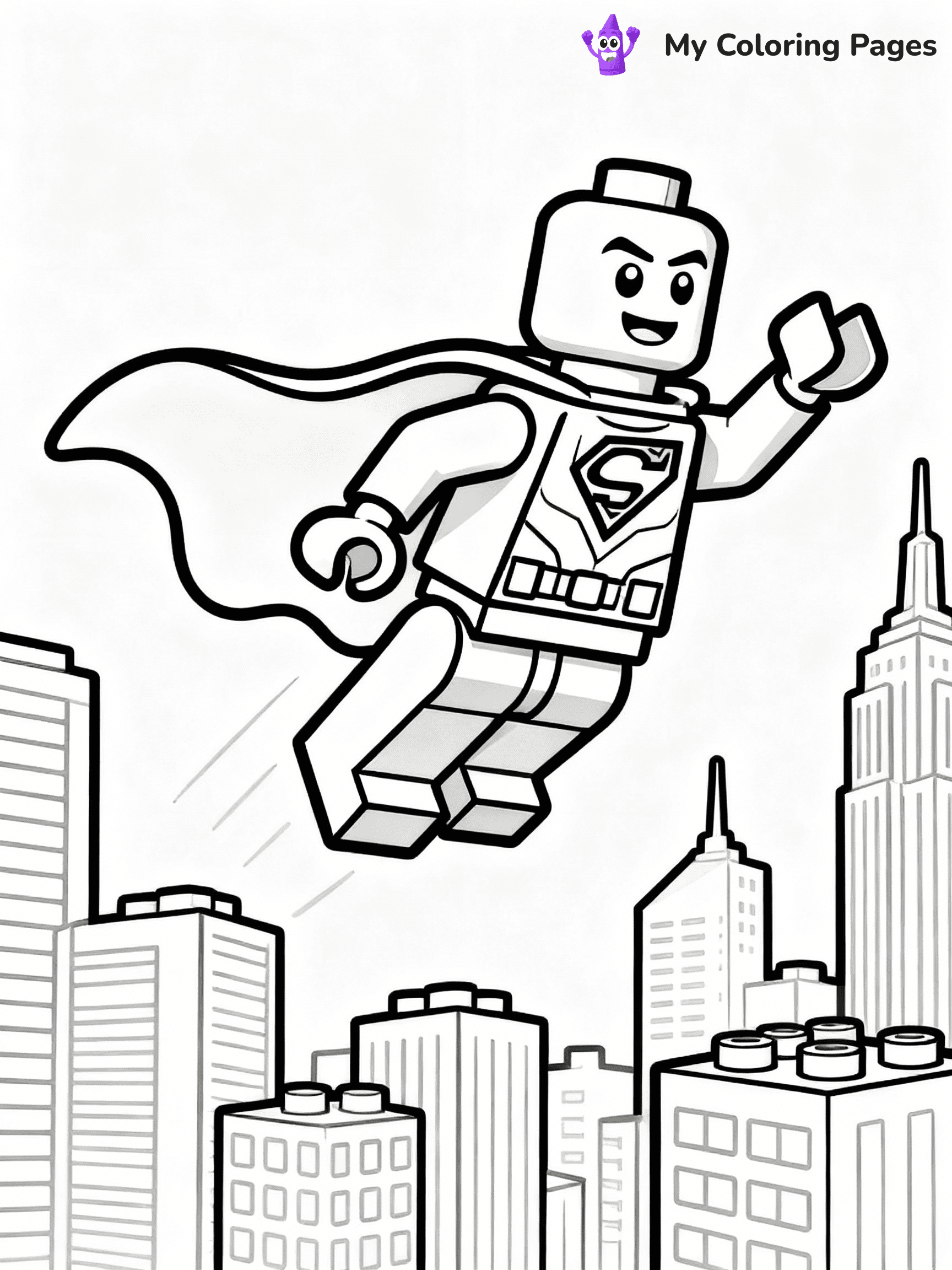 ⚠️ CRITICAL REQUIREMENT - ABSOLUTE BLACK AND WHITE ONLY ⚠️
This MUST be a BLACK AND WHITE line drawing ONLY. NO COLORS whatsoever.
- ONLY pure black lines (#000000) on pure white background (#FFFFFF)
- ABSOLUTELY NO colors, NO shading, NO gradients, NO grayscale
- If there are ANY colors in the output, the image is REJECTED
- This is a COLORING PAGE - meant to be COLORED IN by children
- The output must be UNCOLORED line art ready for coloring
⚠️ SUBJECT TO DRAW: Lego superhero in blocky Lego style, flying pose, city skyline behind, cape billowing
(REMEMBER: Output must be BLACK AND WHITE line art only, NOT colored!)
# COLORING PAGE: BLACK OUTLINES ONLY - WHITE BACKGROUND MANDATORY
Create a **coloring book page** using EXACTLY two values: black lines, white space.
## NON-NEGOTIABLE BINARY RULES
- **ONLY #000000 (black) and #FFFFFF (white)** - NO other values exist
- **EVERY PIXEL = BLACK OR WHITE** - no gray/shading/antialiasing
- **WHITE BACKGROUND MANDATORY** - entire canvas stays white
- **ALL SHAPES HOLLOW** - everything is empty outlines waiting to be colored
- **FORBIDDEN:** fills, shading, gradients, patterns, textures, colors
- **NO SOLID REGIONS** - if it's not a thin line, it's wrong
## Universal Line Standards
- Black outlines ONLY - thin, uniform weight
- Every shape completely empty inside
- Closed contours suitable for coloring
- Simple flat illustration - zero depth/3D/realism
- **Style:** Whimsical Doodle Art Alley - rounded, friendly outlines (unless specified)
## Everything = Outline Only
- Characters/animals: hollow shapes
- Objects/clothing: empty contours
- Backgrounds/scenery: line work only
- Natural elements: outlined forms
- Dark/night areas: don't exist (use outlined symbols)
- Textures/patterns: convert to simple lines
## The Test
Can a child color EVERY white space with crayons? If any area is pre-filled/shaded/gray or colored in, it FAILS. Every shape must be waiting to receive color.
**FINAL OUTPUT**: Binary coloring page. Black lines define shapes. White spaces ready for coloring. Nothing else exists. No exceptions. Print-ready.
⚠️ FINAL REMINDER: Draw the subject "Lego superhero in blocky Lego style, flying pose, city skyline behind, cape billowing" as BLACK AND WHITE line art. Zero colors in output.