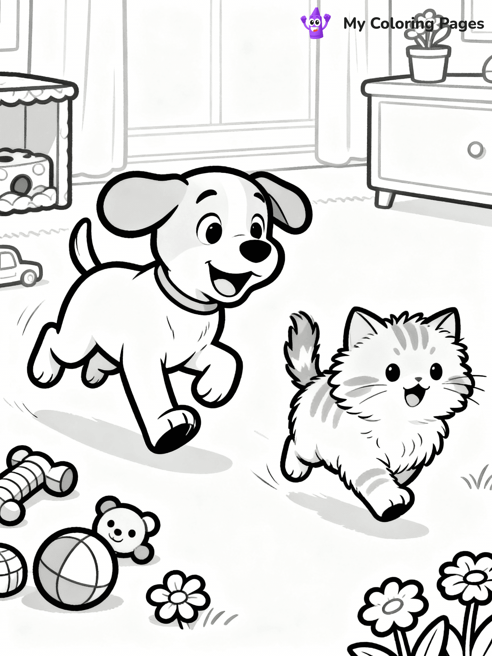 Cat And Dog Coloring Pages - 6